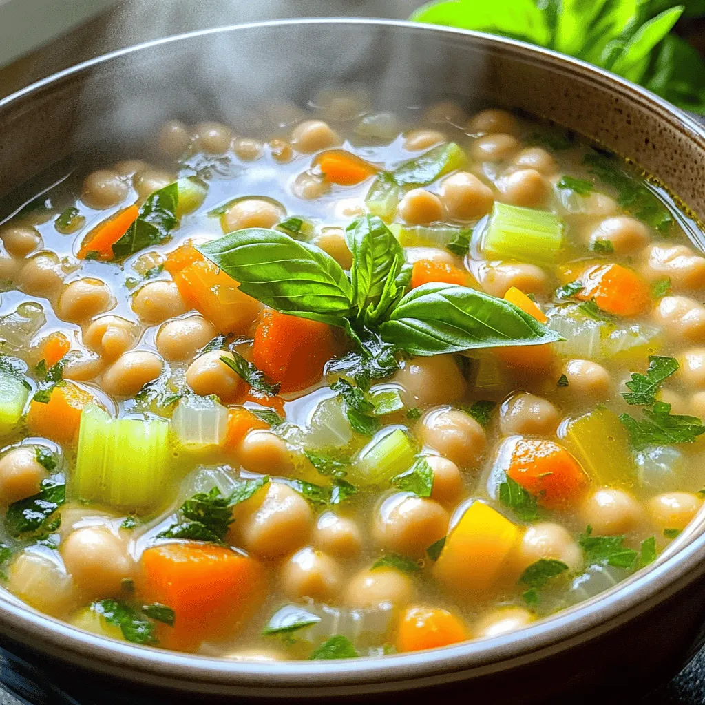 Für meine herzhafte mediterrane Bohnensuppe verwende ich einfache, aber geschmackvolle Zutaten. Die Basis bilden zwei Bohnenarten: weiße Bohnen und Kichererbsen. Diese Bohnen sind nicht nur nahrhaft, sondern sorgen auch für eine tolle Textur. Sie machen die Suppe sättigend und gesund.