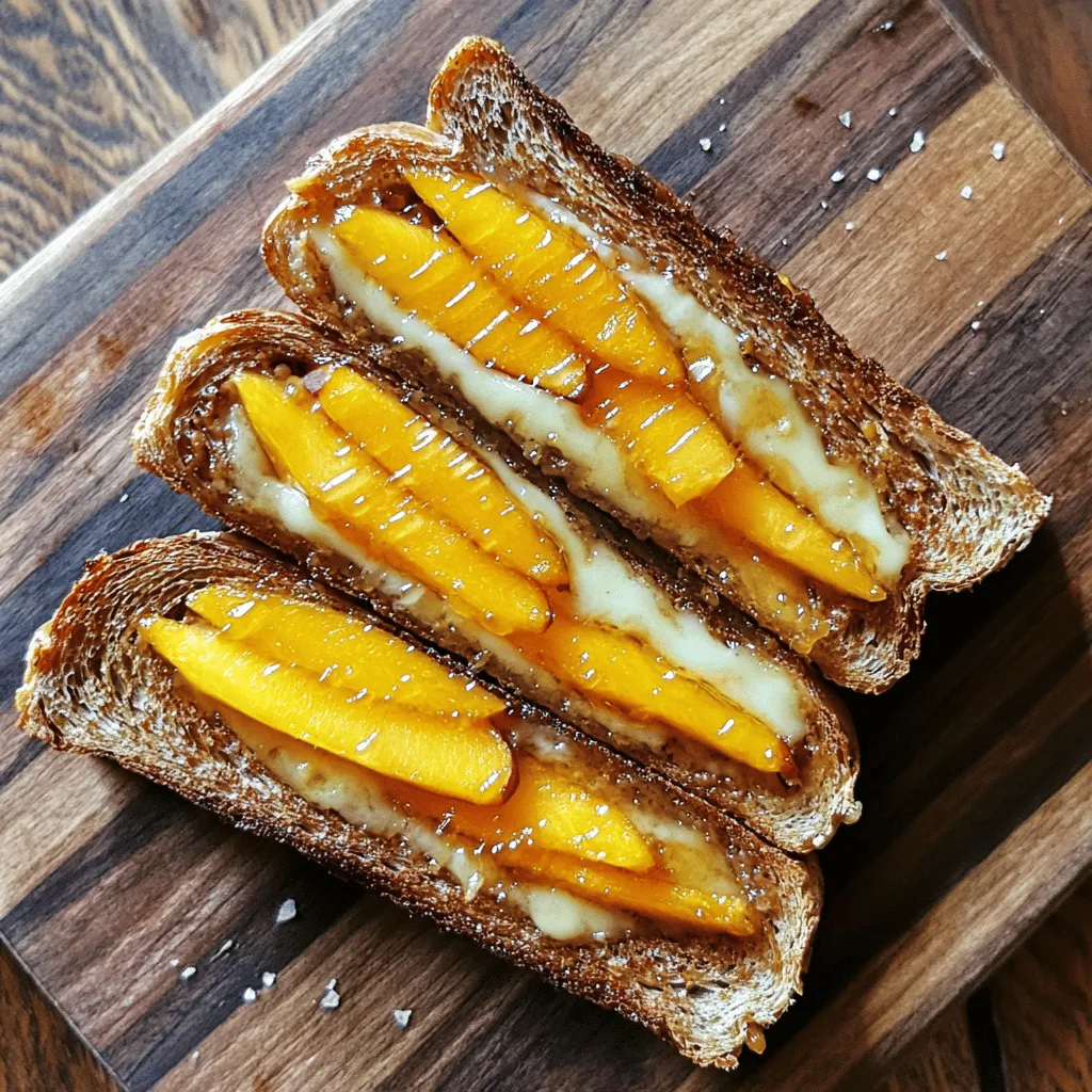 Für ein Honig-Pfirsich-Weiß-Cheddar-Grilled-Cheese-Sandwich sind die Zutaten wichtig. Der Käse ist entscheidend. Weiß-Cheddar hat einen tollen, kräftigen Geschmack. Er schmilzt gut und passt perfekt zu Süßigkeiten.