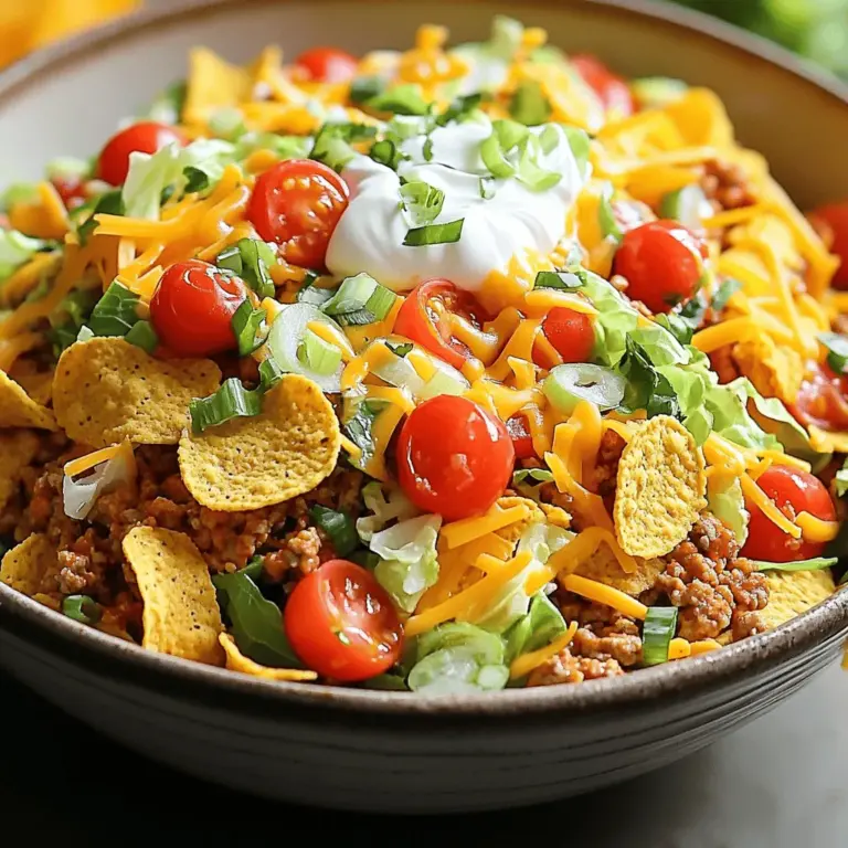 Für einen schnellen Dorito Taco Salat brauchst du einige einfache Taco Salat Zutaten. Zuerst benötigst du eine Tüte Nacho Cheese Doritos. Diese geben dem Salat den knusprigen Biss. Du brauchst auch Rinder- oder Putenhackfleisch und Taco-Gewürz. Für frische Aromen sind Cherry-Tomaten und Blattsalate wichtig. Geriebener Cheddar-Käse und Sauerrahm runden den Geschmack ab. Wenn du magst, füge schwarze Bohnen und Avocadoscheiben hinzu.