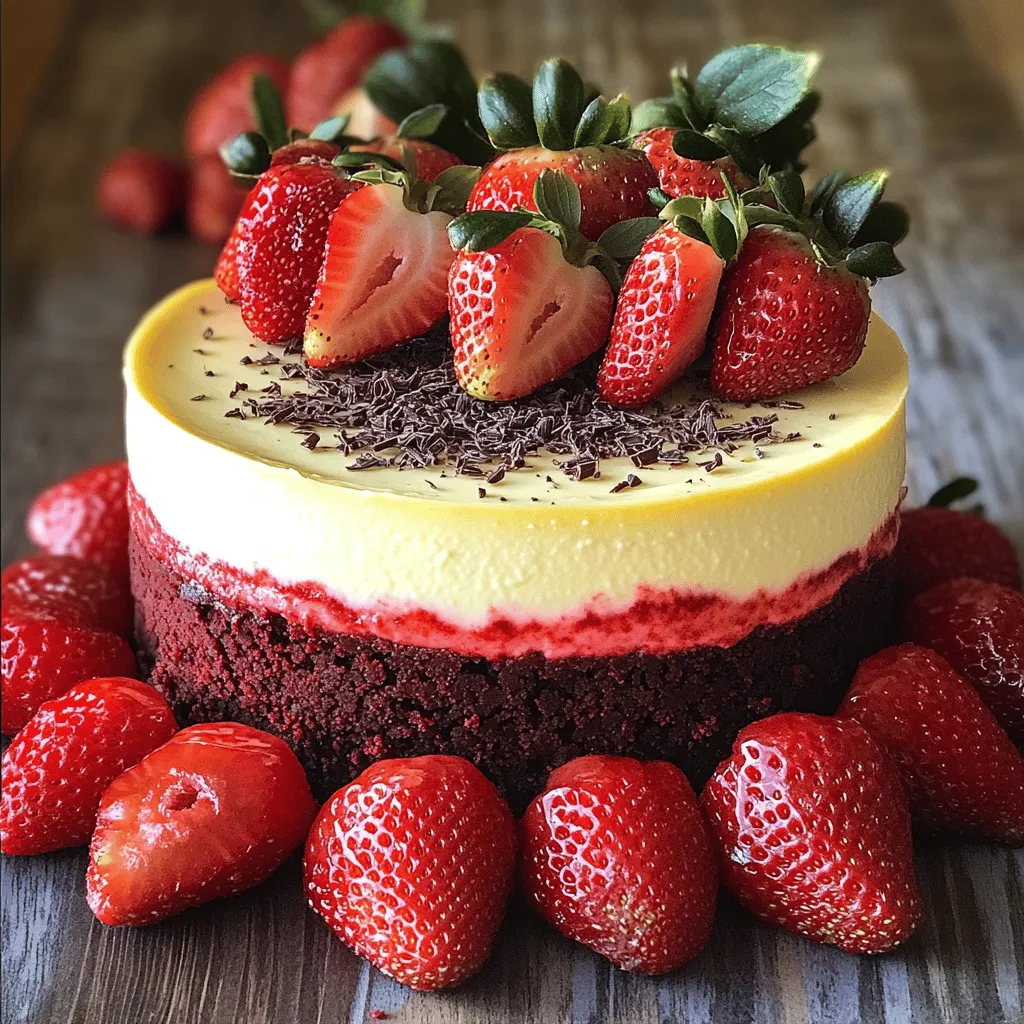 Um den perfekten roten Samt Erdbeer-Käsekuchen zu machen, brauchst du einige einfache Zutaten. Du benötigst 200 g rote Samt-Kekse, die du in einer Küchenmaschine zermahlst. Füge 100 g geschmolzene Butter hinzu. Diese Mischung bildet den Boden.
