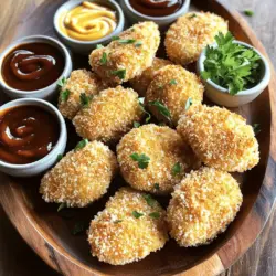 Für knusprige Hähnchen-Nuggets brauchen Sie frische Zutaten. Hier sind die Hauptzutaten: - 450 g Hähnchenbrust, in mundgerechte Stücke geschnitten - 240 ml Allzweckmehl - 2 große Eier - 240 ml Semmelbrösel (Panko für extra Knusprigkeit) - Pflanzenöl, zum Frittieren Die Hähnchenbrust ist die beste Wahl. Sie ist zart und leicht zu verarbeiten. Schneiden Sie die Brust in gleichmäßige Stücke, damit sie gleichmäßig garen. Für den perfekten Geschmack verwenden wir Gewürze. Diese sind wichtig für die Panade: - 1 Teelöffel Knoblauchpulver - 1 Teelöffel Zwiebelpulver - 1 Teelöffel Paprika - 1 Teelöffel getrockneter Oregano - 1 Teelöffel Chilipulver (optional für Schärfe) - Salz und Pfeffer nach Geschmack Diese Gewürze bringen Leben in die Nuggets. Mischen Sie die Gewürze gut mit dem Mehl, um ein tolles Aroma zu erzielen. Wenn Sie kein frisches Hähnchen haben, gibt es Alternativen. Sie können gefrorenes Hähnchen verwenden. Achten Sie darauf, es vollständig aufzutauen, bevor Sie es verwenden. Eine andere Option sind Hähnchenbruststreifen oder sogar Hähnchenfilets. Diese Optionen bieten Ihnen Flexibilität. Sie können auch Putenbrust für eine leichtere Variante nutzen. Zuerst schneiden Sie die Hähnchenbrust in mundgerechte Stücke. Achten Sie darauf, dass die Stücke gleich groß sind. So garen sie gleichmäßig. Tupfen Sie die Stücke mit Küchenpapier trocken. Das hilft, die Panade gut haften zu lassen. Für das Mehlgewürz vermischen Sie in einer flachen Schüssel das Allzweckmehl mit dem Knoblauchpulver, Zwiebelpulver, Paprika, Salz und Pfeffer. Rühren Sie gut um, damit die Gewürze gleichmäßig verteilt sind. In einer anderen Schüssel schlagen Sie die Eier auf. Diese Mischung nennt man Eierwäsche. Rühren Sie die Eier gut, bis alles vermischt ist. Nehmen Sie nun ein Hähnchenstück, wenden Sie es in der Mehlmischung. Klopfen Sie das überschüssige Mehl ab. Tauchen Sie das Stück dann in die Eierwäsche. Lassen Sie das überschüssige Ei abtropfen. Danach drücken Sie das Hähnchen in die Semmelbröselmischung. Achten Sie darauf, dass es gleichmäßig bedeckt ist. Wiederholen Sie diesen Vorgang für alle Stücke. Erhitzen Sie in einer großen Pfanne etwa einen halben Zoll Pflanzenöl bei mittlerer Hitze. Die Temperatur sollte etwa 175 °C erreichen. Testen Sie das Öl mit einem kleinen Stück Brot. Wenn es zischt, ist das Öl bereit. Legen Sie die Nuggets vorsichtig in das heiße Öl. Überfüllen Sie die Pfanne nicht. Frittieren Sie die Nuggets für 4-5 Minuten auf jeder Seite, bis sie goldbraun sind. Die Innentemperatur sollte 74 °C erreichen. Nehmen Sie die Nuggets aus dem Öl und lassen Sie sie auf Küchenpapier abtropfen. Für das vollständige Rezept schauen Sie bitte in die [Full Recipe]. Um die perfekte Knusprigkeit bei Ihren Hähnchen-Nuggets zu erreichen, gibt es einige einfache Tricks. Zuerst sollten Sie das Hähnchen gut trocknen. Feuchtigkeit macht die Panade matschig. Nutzen Sie Küchenpapier, um die Hähnchenstücke abzutrocknen. Verwenden Sie Panko-Semmelbrösel. Diese sind grober und sorgen für mehr Knusprigkeit. Mischen Sie die Semmelbrösel mit etwas Gewürz, um den Geschmack zu verbessern. Eine Mischung aus Oregano und Chilipulver gibt extra Aroma. Achten Sie auf die Temperatur des Öls. Es sollte etwa 175 °C haben. Zu kaltes Öl macht die Nuggets fettig, während zu heißes Öl sie verbrennt. Testen Sie die Temperatur mit einem kleinen Stück Brot. Wenn es sofort zischt, ist das Öl bereit. Ein häufiger Fehler ist das Überfüllen der Pfanne. Wenn Sie zu viele Nuggets auf einmal frittieren, sinkt die Öltemperatur. Das sorgt für ein ungleichmäßiges Frittieren. Arbeiten Sie lieber in kleinen Chargen. Ein weiterer Fehler ist das nicht ausreichende Wenden. Wenden Sie die Nuggets regelmäßig, damit sie gleichmäßig bräunen. Lassen Sie die Nuggets auch nach dem Frittieren auf Küchenpapier abtropfen. So entfernen Sie überschüssiges Öl. Die Wahl des richtigen Öls ist wichtig für den Geschmack und die Textur. Verwenden Sie Pflanzenöl oder Erdnussöl. Diese Öle haben einen hohen Rauchpunkt und eignen sich gut zum Frittieren. Olivenöl ist weniger geeignet, da es bei hohen Temperaturen raucht. Auch Rapsöl ist eine gute Wahl, da es neutral im Geschmack ist. Achten Sie darauf, frisches Öl zu nutzen. Altes oder mehrfach verwendetes Öl kann den Geschmack der Nuggets negativ beeinflussen. Für die vollständige Anleitung und mehr Details, schauen Sie sich das [Full Recipe] an. {{image_4}} Möchten Sie es scharf? Fügen Sie einfach Chilipulver zu Ihrer Mehlmischung hinzu. Ein Teelöffel reicht oft für den richtigen Kick. Diese Würze passt perfekt zu den zarten Hähnchenstücken. Sie geben den Nuggets eine großartige Note und machen sie spannender. Experimentieren Sie mit der Menge, um Ihre perfekte Schärfe zu finden. Wenn Sie auf die Kalorien achten, probieren Sie das Backen oder die Air-Fryer-Methode. Hier verwenden Sie kein Öl oder viel weniger. Legen Sie die panierten Nuggets auf ein Backblech oder in den Air-Fryer. Backen Sie bei 200 Grad Celsius für etwa 15-20 Minuten. Drehen Sie die Nuggets zur Hälfte um, damit sie gleichmäßig garen. So werden sie knusprig und lecker, ganz ohne Frittieren. Verleihen Sie Ihren Nuggets einen besonderen Twist mit verschiedenen Panaden. Mischen Sie Semmelbrösel mit geriebenem Parmesan für einen herzhaften Geschmack. Sesam gibt einen tollen Crunch und einen nussigen Geschmack. Einfach die Semmelbrösel mit einer der Zutaten mischen und dann die Nuggets panieren. Diese kleinen Änderungen machen einen großen Unterschied im Geschmack und in der Textur. Für das vollständige Rezept, schauen Sie sich [Full Recipe] an. Um Hähnchen-Nuggets frisch zu halten, lassen Sie sie zuerst abkühlen. Legen Sie die Nuggets in einen luftdichten Behälter. Trennen Sie Schichten mit Küchenpapier, um Feuchtigkeit zu reduzieren. So bleiben sie knusprig und lecker. Lagern Sie die Nuggets im Kühlschrank. Dort halten sie sich bis zu drei Tage. Wenn Sie die Nuggets aufwärmen, verwenden Sie den Ofen. Heizen Sie ihn auf 180 °C vor. Legen Sie die Nuggets auf ein Backblech. Backen Sie sie etwa 10 bis 15 Minuten lang, bis sie knusprig sind. Vermeiden Sie die Mikrowelle, da sie die Nuggets weich machen kann. Im Kühlschrank halten die Nuggets bis zu drei Tage. Wenn Sie sie länger aufbewahren möchten, frieren Sie sie ein. Wickeln Sie die Nuggets gut ein oder legen Sie sie in einen Gefrierbeutel. So bleiben sie bis zu drei Monate frisch. Achten Sie darauf, sie vor dem Verzehr vollständig aufzutauen. Die Zubereitung von Hähnchen-Nuggets dauert etwa 30 Minuten. Das beinhaltet die Vorbereitung und das Frittieren. Die Vorbereitungszeit beträgt ungefähr 20 Minuten. Sie können die Nuggets in kleinen Chargen frittieren, was die Zeit leicht verlängern kann. Ja, Sie können die Nuggets im Vorfeld zubereiten. Panieren Sie die Hähnchenstücke und legen Sie sie in den Kühlschrank. So können die Panade besser haften. Sie können die Nuggets auch einfrieren. Legen Sie sie auf ein Backblech, bis sie fest sind, und dann in einen Beutel. Um die Nuggets ohne Frittieren zuzubereiten, können Sie sie im Ofen backen. Heizen Sie den Ofen auf 200 °C vor. Legen Sie die panierten Nuggets auf ein Backblech mit Backpapier. Besprühen Sie sie leicht mit Öl. Backen Sie die Nuggets etwa 20-25 Minuten, bis sie goldbraun sind. Zusammenfassend haben wir die besten Zutaten für knusprige Hähnchen-Nuggets besprochen. Ich habe gezeigt, wie man sie step-by-step zubereitet. Außerdem habe ich Tipps zur perfekten Knusprigkeit gegeben und Fehler beim Frittieren aufgezeigt. Alternativen wie Backen oder kreative Panaden sind ebenfalls wichtig. Vergessen Sie nicht die richtigen Aufbewahrungs- und Aufwärmtipps. Wenn Sie diese Schritte befolgen, gelingen Ihnen die besten Nuggets. Viel Spaß beim Ausprobieren!