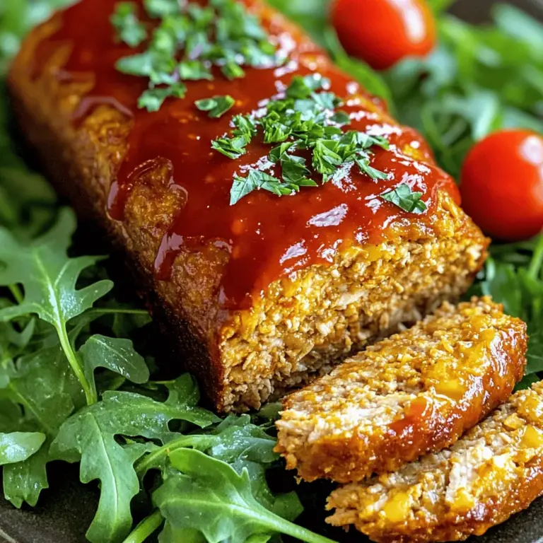 Die Hauptzutaten für das Melt-in-Your-Mouth Garlic Parmesan Chicken Meatloaf sind einfach und frisch. Du benötigst 500 g gemahlenes Hähnchenfleisch. Dieses Fleisch gibt dem Laib seine zarte Struktur.
