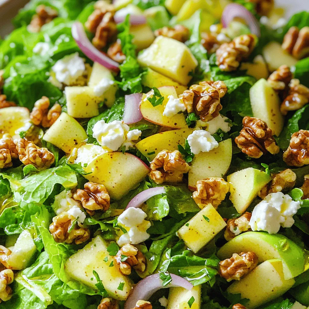 Die Hauptzutaten für einen Walnuss-Salat sind einfach und frisch. Man braucht grob gehackte Walnüsse, frischen Feldsalat und einen großen Apfel. Ein cremiger Feta-Käse bringt Geschmack. Eine kleine rote Zwiebel fügt einen schönen Biss hinzu.