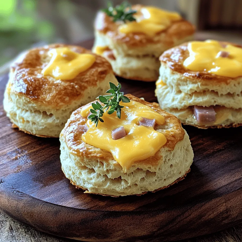 Die Hauptzutaten für ham and cheese butter swim biscuits sind einfach und lecker. Du brauchst 2 Tassen Allzweckmehl, 1 Esslöffel Backpulver und 1 Teelöffel Salz. Diese Zutaten bilden die Basis. Dann kommt 1/2 Teelöffel Knoblauchpulver dazu. Der geriebene Cheddar-Käse sorgt für den herzhaften Geschmack. Füge 1/2 Tasse gewürfelten Schinken hinzu. Das bringt die salzige Note. Du benötigst auch 1 Tasse Milch und 1/3 Tasse geschmolzene Butter. Diese Zutaten machen den Teig schön feucht. Frische Kräuter wie Schnittlauch oder Petersilie sind für die Garnitur wichtig.