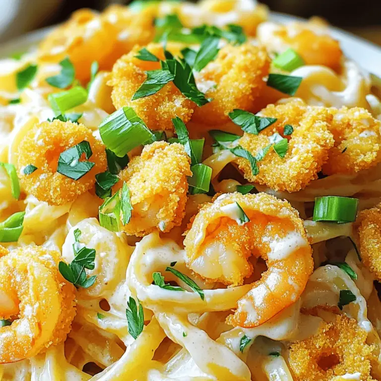 - 240 g Linguine oder Spaghetti - 450 g Garnelen, geschält und entdarmt - 100 g Pankobrösel - 60 g Allzweckmehl - 2 große Eier, verquirlt - 2 Esslöffel Speisestärke - 1 Teelöffel Knoblauchpulver - 1 Teelöffel Paprika - 1/2 Teelöffel Salz - 1/4 Teelöffel schwarzer Pfeffer - 120 g Mayonnaise - 1 Esslöffel süße Chilisauce - 1 Esslöffel Sojasauce - 1 Teelöffel Sriracha (nach Geschmack anpassen) Die Hauptzutaten sind einfach zu finden. Linguine oder Spaghetti geben der Pasta die perfekte Textur. Garnelen liefern Protein und Geschmack. Pankobrösel sorgen für eine knusprige Kruste, die wir lieben. Mayonnaise ist die Basis für die köstliche Bang Bang Sauce. - 1 Teelöffel Knoblauchpulver - 1 Teelöffel Paprika - 1 Teelöffel Sriracha (nach Geschmack anpassen) Die Gewürze bringen Leben in das Gericht. Knoblauchpulver gibt einen tollen Geschmack. Paprika gibt der Sauce eine schöne Farbe. Sriracha bringt die Schärfe, die das Gericht spannend macht. Du kannst die Menge anpassen, um den Geschmack zu ändern. - 2 Esslöffel Frühlingszwiebeln, in Ringe geschnitten - Frische Petersilie, gehackt Die Garnierungen machen die Pasta schön und frisch. Frühlingszwiebeln fügen einen knackigen Biss hinzu. Petersilie bringt Farbe und einen frischen Geschmack. Am besten gleich vor dem Servieren hinzufügen, um alles frisch zu halten. Für die vollständige Anleitung, siehe [Full Recipe]. Bringen Sie einen großen Topf mit gesalzenem Wasser zum Kochen. Fügen Sie 240 g Linguine oder Spaghetti hinzu. Kochen Sie die Pasta gemäß den Anweisungen auf der Verpackung bis sie al dente ist. Abgießen und aufbewahren. Bewahren Sie etwa 120 ml des Nudelwassers auf. Dieses Wasser hilft, die Sauce cremig zu machen. In einer großen Schüssel mischen Sie 60 g Allzweckmehl, 2 Esslöffel Speisestärke, 1 Teelöffel Knoblauchpulver, 1 Teelöffel Paprika, 1/2 Teelöffel Salz und 1/4 Teelöffel schwarzen Pfeffer. Wälzen Sie 450 g Garnelen in dieser Mischung. Stellen Sie sicher, dass jede Garnele gleichmäßig bedeckt ist. Erhitzen Sie in einer großen Pfanne etwa 1,5 cm Öl bei mittlerer Hitze. Wenn das Öl heiß ist, tauchen Sie die panierten Garnelen zuerst in 2 verquirlte Eier und dann in 100 g Pankobrösel. Frittieren Sie die Garnelen portionsweise für 2-3 Minuten pro Seite, bis sie goldbraun sind. Legen Sie die Garnelen auf einen Teller mit Küchenpapier, damit das überschüssige Öl abtropfen kann. Für das vollständige Rezept und weitere Details, schauen Sie sich das [Full Recipe] an. Um knusprige Garnelen zu machen, achte auf die richtige Panade. Beginne mit frischen oder gut aufgetauten Garnelen. Trockne sie mit einem Küchentuch ab. So haftet die Panade besser. Mische das Mehl, die Speisestärke und die Gewürze gut. Wälze die Garnelen zuerst im Mehlmix, dann in den Eiern und schließlich in den Pankobröseln. Das sorgt für eine tolle Knusprigkeit. Frittier die Garnelen in heißem Öl. So werden sie schön goldbraun. Die Bang Bang Sauce ist der Star des Gerichts. Du kannst die Schärfe nach deinem Geschmack anpassen. Beginne mit einem Teelöffel Sriracha. Wenn du es schärfer magst, füge mehr hinzu. Du kannst auch andere Zutaten verwenden. Probiere etwas Limettensaft für Frische oder Honig für Süße. Diese Anpassungen bringen neue Aromen in das Gericht. Um die Konsistenz der Sauce zu verbessern, verwende das Nudelwasser. Bevor du die Nudeln abgießt, hebe etwas Wasser auf. Das stärkehaltige Wasser macht die Sauce cremiger. Gib nach und nach etwas Nudelwasser zur Sauce, bis die gewünschte Konsistenz erreicht ist. So haftet die Sauce besser an den Nudeln und macht das Gericht noch leckerer. Für die vollständige Anleitung, schau dir das [Full Recipe] an. {{image_4}} Für eine fleischlose Variante der Bang Bang Shrimp Pasta kannst du einige einfache Zutaten ersetzen. Statt Garnelen verwende gebratene Tofu-Würfel oder knusprige Blumenkohlröschen. Diese Optionen bieten eine gute Konsistenz und einen tollen Geschmack. Die Panade bleibt gleich, aber achte darauf, den Tofu gut zu würzen. So bleibt das Gericht lecker und sättigend. Du kannst die Bang Bang Sauce nach deinem Geschmack anpassen. Füge einen Spritzer Limettensaft hinzu, um Frische zu bringen. Probiere auch andere Gewürze wie Kreuzkümmel oder Cayennepfeffer für mehr Schärfe. Ein bisschen frischer Ingwer macht die Sauce noch aromatischer. Diese kleinen Änderungen bringen neue Geschmäcker in dein Gericht. Wenn du gerne experimentierst, probiere Zucchini-Nudeln oder Vollkornpasta. Zucchini-Nudeln sind leicht und gesund. Sie passen gut zur Bang Bang Sauce. Vollkornpasta hat mehr Ballaststoffe und ist nahrhafter. Beide Optionen sind einfach zuzubereiten und bieten eine neue Textur. Die Bang Bang Shrimp Pasta bleibt frisch, wenn Sie sie richtig lagern. Stellen Sie sicher, dass die Reste vollständig abgekühlt sind. Nutzen Sie einen luftdichten Behälter. So bleibt die Pasta 3 bis 4 Tage im Kühlschrank gut. Teilen Sie die Portionen auf, um die Reste leichter zu verwenden. Um die Pasta wieder aufzuwärmen, nutzen Sie eine Pfanne oder die Mikrowelle. In der Pfanne erhitzen Sie etwas Öl und fügen die Pasta hinzu. Rühren Sie sie gut um, bis sie warm ist. Für die Mikrowelle, geben Sie die Pasta in eine Schüssel und decken Sie sie ab. Erhitzen Sie sie in 30-Sekunden-Intervallen, bis sie warm ist. Wie lange bleibt die Bang Bang Shrimp Pasta frisch? Wenn Sie die Pasta richtig aufbewahren, bleibt sie 3 bis 4 Tage frisch. Nach dieser Zeit kann der Geschmack und die Textur leiden. Achten Sie darauf, die Pasta nicht länger als nötig zu lagern, um das beste Geschmackserlebnis zu genießen. Zu Bang Bang Shrimp Pasta passen viele Beilagen. Ich empfehle einen frischen grünen Salat. Ein einfacher Rucola- oder Spinatsalat ist eine gute Wahl. Sie können auch knuspriges Brot servieren. Das Brot hilft, die leckere Sauce aufzutunken. Ein leichtes Gemüsegericht wie gedünsteter Brokkoli passt ebenfalls gut. So bleibt das Essen leicht und frisch. Ja, Sie können die Garnelen auch grillen. Grillen gibt den Garnelen einen rauchigen Geschmack. Marinieren Sie die Garnelen vor dem Grillen einfach in etwas Öl und Gewürzen. Grillen Sie sie dann für etwa 2-3 Minuten pro Seite. Achten Sie darauf, sie nicht zu lange zu grillen, damit sie zart bleiben. Diese Methode ist eine tolle Alternative zur Frittiermethode. Bang Bang Shrimp Pasta stammt ursprünglich aus der US-amerikanischen Küche. Das Gericht hat seinen Ursprung in asiatischen Einflüssen, insbesondere in der thailändischen Küche. Es wurde schnell beliebt, weil es würzig und cremig ist. Viele Restaurants bieten ihre eigene Version an. In den letzten Jahren hat es sich auch in Haushalten etabliert. Die Kombination aus Pasta und Garnelen ist einfach unwiderstehlich. Wenn Sie keine Garnelen mögen oder allergisch sind, gibt es gute Alternativen. Hähnchenbrust ist eine beliebte Wahl. Sie können auch Tofu verwenden, wenn Sie eine vegetarische Option wollen. Für einen anderen Meeresfruchtgeschmack probieren Sie Jakobsmuscheln oder Fischfilets. Diese Ersatzprodukte können die gleiche leckere Bang Bang Sauce gut aufnehmen. Die Bang Bang Shrimp Pasta ist einfach zuzubereiten und sehr lecker. Du brauchst nur wenige Zutaten wie Linguine, Garnelen und Gewürze. Die Schritt-für-Schritt-Anleitung hilft dir bei der Zubereitung. Nutze die Tipps für perfekte Garnelen und passe die Sauce nach deinem Geschmack an. Denk daran, du kannst auch vegetarische Varianten ausprobieren. Mit diesen Anleitungen und Ratschlägen kannst du ein tolles Gericht zaubern und Reste richtig aufbewahren. Viel Spaß beim Kochen und Genießen!