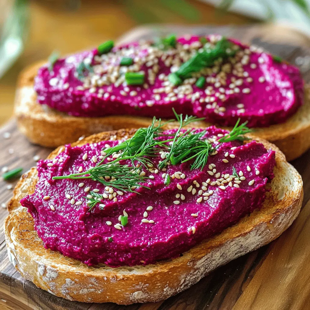 Um einen leckeren, proteinreichen Rote-Bete-Aufstrich zu machen, benötige ich einige einfache Zutaten. Ich verwende 200 g gekochte Rote Bete, 100 g Quark oder griechischen Joghurt, 2 Esslöffel Tahini und 1 Esslöffel frischen Zitronensaft. Außerdem kommt eine gepresste Knoblauchzehe und 1 Teelöffel Kreuzkümmel dazu. Ich gebe Salz und Pfeffer nach Geschmack. Diese Zutaten geben dem Aufstrich viel Geschmack und Nährstoffe.