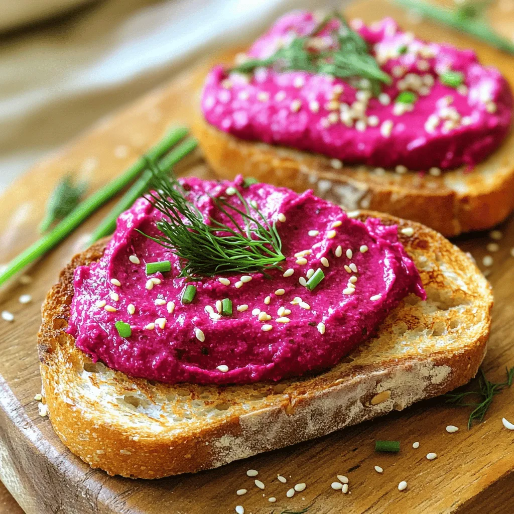 Um einen leckeren, proteinreichen Rote-Bete-Aufstrich zu machen, benötige ich einige einfache Zutaten. Ich verwende 200 g gekochte Rote Bete, 100 g Quark oder griechischen Joghurt, 2 Esslöffel Tahini und 1 Esslöffel frischen Zitronensaft. Außerdem kommt eine gepresste Knoblauchzehe und 1 Teelöffel Kreuzkümmel dazu. Ich gebe Salz und Pfeffer nach Geschmack. Diese Zutaten geben dem Aufstrich viel Geschmack und Nährstoffe.
