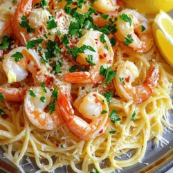 Für Garnelen Scampi sind die Garnelen die Hauptzutat. Ich empfehle große, frische Garnelen. Sie haben einen tollen Geschmack und eine feste Textur. Du kannst auch gefrorene Garnelen verwenden. Achte darauf, sie gut abzutauen. Die Pasta ist ebenfalls wichtig. Linguine oder Spaghetti sind die besten Optionen. Beide nehmen die Sauce gut auf und bieten einen schönen Biss. Olivenöl und Butter sind der Schlüssel zu einem reichen Geschmack. Olivenöl bringt Frische und Tiefe, während die Butter eine cremige Note hinzufügt. Diese Kombination macht jede Biss zu einem Genuss. Knoblauch ist ein Muss in diesem Rezept. Er sorgt für einen tollen Duft und Geschmack. Frisch gehackter Knoblauch bringt das Beste aus den Garnelen hervor. Die Zitrone fügt eine spritzige Note hinzu. Du verwendest die Schale und den Saft. Der Saft macht die Sauce lebendig und frisch. Petersilie bringt Farbe und Frische. Sie verleiht dem Gericht einen schönen Kontrast. Rote Pfefferflocken fügen Wärme hinzu. Du kannst die Menge anpassen, um die Schärfe zu steuern. Diese Zutaten machen Garnelen Scampi zu einem echten Erlebnis. Für das vollständige Rezept, schau dir Shrimp Scampi Leicht Gemacht an. Um die perfekte Pasta zu kochen, bringe einen großen Topf mit gesalzenem Wasser zum Kochen. Füge die Linguine oder Spaghetti hinzu und koche sie al dente, wie auf der Packung angegeben. Achte darauf, 240 ml Nudelwasser aufzuheben, bevor du die Pasta abgießt. Dieses Wasser hat Stärke und hilft, die Sauce zu binden. Für die Garnelen ist die richtige Temperatur wichtig. Schmelze in einer großen Pfanne bei mittlerer Hitze Butter und Olivenöl. Füge den gehackten Knoblauch und die roten Pfefferflocken hinzu. Rühre für etwa 30 Sekunden, bis der Knoblauch duftet. Jetzt erhöhe die Hitze auf mittel-hoch und füge die Garnelen hinzu. Brate sie 2-3 Minuten, bis sie rosa und undurchsichtig sind. Achte darauf, sie gut mit Salz und Pfeffer abzuschmecken. Die Hitze zu regulieren ist entscheidend, um den Geschmack zu perfektionieren. Reduziere die Hitze auf mittel, bevor du die gekochte Pasta zu den Garnelen in die Pfanne gibst. Gieße das reservierte Nudelwasser sowie den Zitronensaft und die Zitronenschale dazu. Mische alles vorsichtig und wärme es eine weitere Minute durch. So verbinden sich die Aromen gut und du erhältst ein köstliches Gericht. Um das beste Garnelen Scampi zu machen, gibt es einige Tipps. Viele machen den Fehler, die Garnelen zu lange zu braten. Garnelen sind schnell gar. Braten Sie sie nur 2-3 Minuten. Wenn sie rosa und fest sind, sind sie fertig. Wählen Sie große, frische Garnelen. Diese sind saftiger und zarter. Achten Sie darauf, dass sie glänzend und nicht fischig riechen. Tiefgefrorene Garnelen sind auch eine gute Wahl. Lassen Sie sie aber vorher auftauen. Wenn Sie keine frischen Zutaten haben, gibt es einfache Alternativen. Verwenden Sie zum Beispiel Knoblauchpulver statt frischem Knoblauch oder Zitronensaft aus der Flasche. Für glutenfreie Varianten nutzen Sie glutenfreie Pasta. Zucchini-Nudeln sind auch eine tolle Option. Wenn Sie Kalorien sparen wollen, reduzieren Sie die Butter oder verwenden Sie Olivenöl allein. Schauen Sie sich das vollständige Rezept an, um alle Möglichkeiten zu sehen! {{image_4}} Du kannst mit Garnelen Scampi viel spielen. Eine einfache Möglichkeit ist, verschiedene Pastaarten auszuprobieren. Linguine ist klassisch, aber Spaghetti oder sogar Zucchini-Nudeln können gut funktionieren. Sie bringen neue Texturen und Geschmäcker. Du kannst auch Gemüse hinzufügen, um das Gericht bunter zu machen. Brokkoli, Zucchini oder Paprika passen hervorragend. Sie geben mehr Nährstoffe und Farbe. Wenn du andere Meeresfrüchte magst, probiere Muscheln oder Jakobsmuscheln. Sie passen gut zu Garnelen und verleihen mehr Vielfalt. Du kannst den Geschmack von Garnelen Scampi leicht anpassen. Kräuter sind eine tolle Option. Frischer Basilikum oder Thymian bringen einen besonderen Kick. Diese Kräuter sind frisch und machen das Gericht lebendiger. Wenn du es schärfer magst, füge mehr rote Pfefferflocken hinzu. Du kannst auch frischen schwarzen Pfeffer verwenden. So erhältst du eine würzige Note, die gut zu den Garnelen passt. Probiere es selbst aus und finde deinen perfekten Geschmack. Um deine Reste von Garnelen Scampi frisch zu halten, lege sie in einen luftdichten Behälter. Achte darauf, dass die Garnelen und die Pasta gut abgekühlt sind, bevor du sie einpackst. So schütze ich die Aromen und die Textur. Stelle den Behälter in den Kühlschrank. So bleiben die Reste etwa 2 bis 3 Tage genießbar. Wenn du die Reste wieder aufwärmst, mache das langsam. Erhitze sie in einer Pfanne bei mittlerer Hitze. Füge einen Spritzer Wasser oder etwas Olivenöl hinzu. Das hilft, das Gericht saftig zu halten. Rühre oft um, damit alles gleichmäßig warm wird. So bleibt der Geschmack fast wie frisch zubereitet. Wie lange ist Garnelen Scampi im Kühlschrank haltbar? Wenn du deine Garnelen Scampi richtig lagerst, bleiben sie 2 bis 3 Tage gut. Achte darauf, die Reste schnell in den Kühlschrank zu stellen. So verhinderst du Bakterienwachstum. Kann man Garnelen Scampi einfrieren? Ja, du kannst Garnelen Scampi einfrieren. Am besten packst du die Reste in einen gefrierfesten Behälter oder Beutel. So bleiben sie bis zu 3 Monate frisch. Wenn du sie wieder auftauen möchtest, lege sie über Nacht in den Kühlschrank. Erhitze sie dann vorsichtig in einer Pfanne. So schmecken sie fast wie frisch gekocht. Garnelen brauchen nur 2 bis 3 Minuten, um zu kochen. Sie sollten rosa und fest sein. Überkochen Sie sie nicht, sonst werden sie zäh und trocken. Achten Sie darauf, die Garnelen gut zu beobachten. Wenn sie ihre Farbe ändern, sind sie bereit. Ja, Sie können Garnelen Scampi vegan machen. Ersetzen Sie die Garnelen durch Tofu oder Pilze. Verwenden Sie vegane Butter und Olivenöl. Fügen Sie mehr Gemüse hinzu, um den Geschmack zu verbessern. Eine leckere Kombination sind Zucchini oder Spinat. Experimentieren Sie mit Gewürzen, um den vollen Geschmack zu erhalten. Die besten Beilagen sind frisches Brot oder ein grüner Salat. Sie können auch Reis oder Quinoa probieren. Diese Optionen ergänzen die Aromen gut. Wenn Sie etwas Herzhaftes wollen, probieren Sie geröstetes Gemüse. Alles zusammen ergibt eine vollständige und nahrhafte Mahlzeit. Sie finden das vollständige Rezept in der Beschreibung: Shrimp Scampi Leicht Gemacht . Garnelen Scampi ist ein einfaches Gericht mit großartigem Geschmack. Wir haben die wichtigsten Zutaten wie Garnelen, Pasta und Gewürze besprochen. Die Zubereitung ist entscheidend für den perfekten Geschmack. Tipps helfen, häufige Fehler zu vermeiden und Variationen auszuprobieren. Reste sind leicht aufzubewahren. Mit den richtigen Techniken wird dein Garnelen Scampi ein voller Erfolg. Probier es aus und genieße jede Gabel!