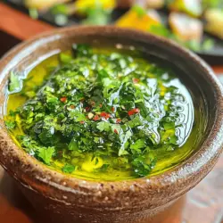 Chimichurri ist ein einfaches, aber würziges Rezept. Es besteht aus frischen Kräutern und einigen anderen Zutaten. Die Hauptbestandteile sind frische Petersilie und Koriander. Diese Kräuter geben dem Chimichurri einen tollen Geschmack.