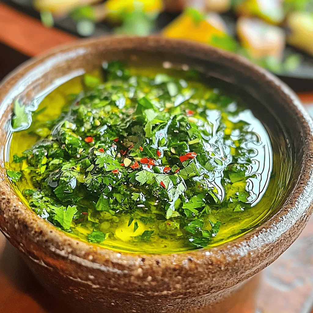 Chimichurri ist ein einfaches, aber würziges Rezept. Es besteht aus frischen Kräutern und einigen anderen Zutaten. Die Hauptbestandteile sind frische Petersilie und Koriander. Diese Kräuter geben dem Chimichurri einen tollen Geschmack.
