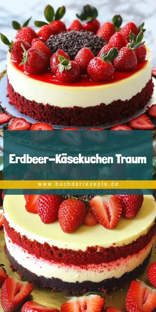 Erlebe den köstlichen Genuss eines roten Samt Erdbeer-Käsekuchens mit diesem einfachen Rezept! Kombiniere die zarte Textur von rotem Samt mit cremigem Frischkäse und frischen Erdbeeren. Entdecke die perfekten Zutaten, Tipps zur Zubereitung und kreative Variationen, um deinen Kuchen einzigartig zu machen. Klicke jetzt, um das vollständige Rezept zu erfahren und deiner Kreativität beim Backen freien Lauf zu lassen!
