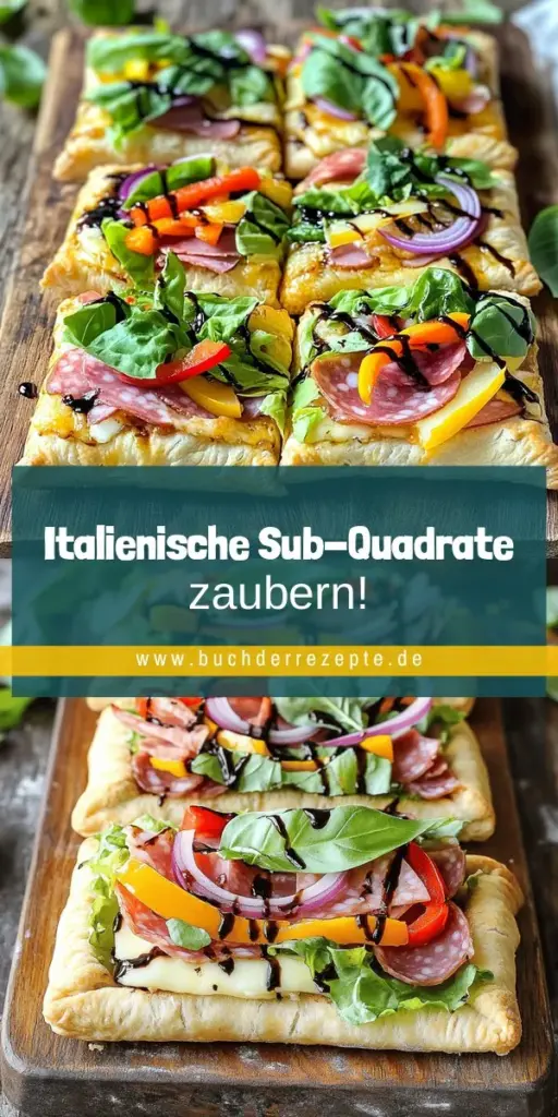 Entdecke die köstliche Welt der italienischen Sub-Quadrate! Mit einfachen Zutaten und Schritt-für-Schritt-Anleitungen verwandelst du jede Zusammenkunft in ein Geschmackserlebnis. Perfekt für Partys oder als schnelles Abendessen, bieten diese Snacks unendliche Variationen. Lass dich inspirieren und finde heraus, wie du deine Gäste mit diesen leckeren Quadraten begeistern kannst. Klicke jetzt und entdecke das vollständige Rezept!