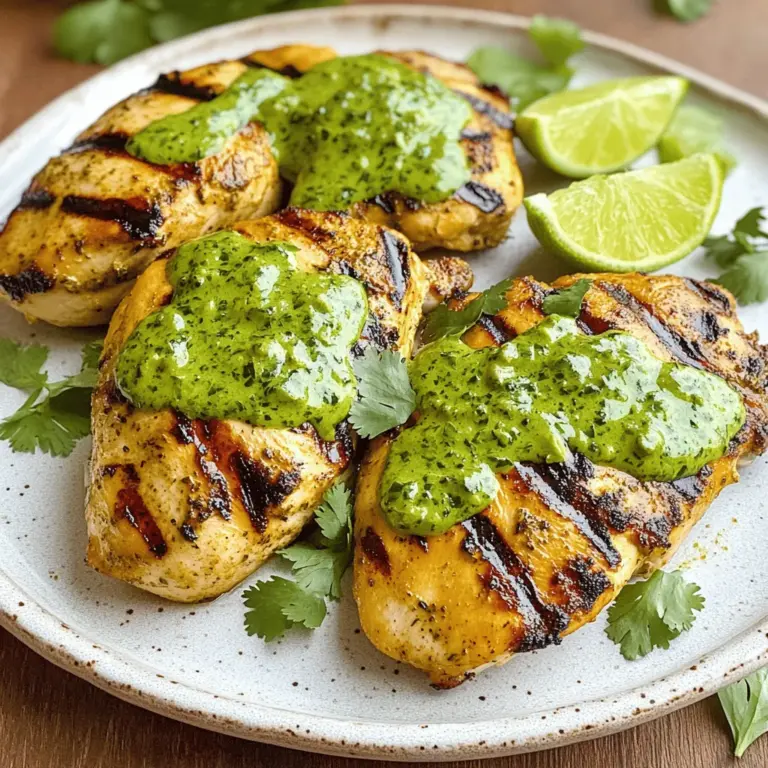 Für das Peruanische Hähnchen benötigst du folgende Zutaten: - 4 Hähnchenbrustfilets, ohne Haut und Knochen - 3 Esslöffel Olivenöl - 2 Teelöffel Knoblauchpulver - 1 Teelöffel Kreuzkümmel - 1 Teelöffel Paprika - Salz und Pfeffer nach Geschmack Diese Zutaten bilden die Basis für ein saftiges und schmackhaftes Hähnchen, das jeder lieben wird. Die cremige grüne Sauce ist einfach und köstlich. Du brauchst: - 1 Tasse frische Korianderblätter - 1 Jalapeño, entkernt (je nach gewünschter Schärfe anpassen) - 1/2 Tasse griechischer Joghurt - 1/4 Tasse Mayonnaise - Saft von 1 Limette - 1/4 Teelöffel schwarzer Pfeffer Diese Sauce bringt das Gericht auf das nächste Level. Die frischen Kräuter und der Joghurt sorgen für eine tolle Konsistenz. Die Marinade ist wichtig für den Geschmack. Du mischst Olivenöl, Knoblauchpulver, Kreuzkümmel, Paprika, Salz und Pfeffer in einer Schüssel. Die Hähnchenbrustfilets sollten gut mit der Marinade bedeckt sein. Lass sie mindestens 30 Minuten im Kühlschrank marinieren. Ich empfehle, sie bis zu 2 Stunden ziehen zu lassen. So wird das Hähnchen besonders zart und aromatisch. Wenn du mehr über die Zubereitung erfahren möchtest, schau dir das [Full Recipe] an. Um das Hähnchen zu marinieren, nehmen Sie eine mittelgroße Schüssel. Vermischen Sie darin Olivenöl, Knoblauchpulver, Kreuzkümmel, Paprika, Salz und Pfeffer. Diese Mischung gibt dem Hähnchen tollen Geschmack. Fügen Sie die Hähnchenbrustfilets hinzu. Stellen Sie sicher, dass sie gleichmäßig mit der Marinade bedeckt sind. Decken Sie die Schüssel ab und stellen Sie sie für mindestens 30 Minuten in den Kühlschrank. Wenn Sie mehr Geschmack wollen, lassen Sie das Hähnchen bis zu 2 Stunden marinieren. Heizen Sie Ihren Grill oder eine Pfanne bei mittlerer bis hoher Hitze vor. Nehmen Sie das Hähnchen aus der Marinade. Lassen Sie die überschüssige Marinade abtropfen. Braten oder grillen Sie die Hähnchenbrustfilets jeweils etwa 6-7 Minuten pro Seite. Achten Sie darauf, dass die Innentemperatur 75°C (165°F) erreicht. Nach dem Garen legen Sie das Hähnchen auf einen Teller. Lassen Sie es 5 Minuten ruhen, bevor Sie es in Scheiben schneiden. Für die cremige grüne Sauce benötigen Sie einen Mixer oder eine Küchenmaschine. Geben Sie frische Korianderblätter, Jalapeño, griechischen Joghurt, Mayonnaise, Limettensaft und schwarzen Pfeffer hinein. Pürieren Sie alles gut, bis die Mischung glatt und cremig ist. Probieren Sie die Sauce und passen Sie die Gewürze nach Ihrem Geschmack an. Diese Sauce ist der Star des Gerichts und macht es besonders lecker. Für das gesamte Rezept können Sie die [Full Recipe] ansehen. Um die Marinade perfekt zu machen, sollten Sie frische Zutaten verwenden. Mischen Sie Olivenöl, Knoblauchpulver, Kreuzkümmel, Paprika, Salz und Pfeffer gut. Diese Gewürze geben dem Hähnchen viel Geschmack. Lassen Sie das Hähnchen mindestens 30 Minuten marinieren. Je länger, desto besser! Zwei Stunden im Kühlschrank reichen aus, um die Aromen tief eindringen zu lassen. Grillen oder Braten kann das Hähnchen saftig machen. Wenn Sie grillen, heizen Sie den Grill gut vor. Legen Sie das Hähnchen auf den Grill und lassen Sie es in Ruhe. Wenden Sie es nach 6-7 Minuten. Verwenden Sie einen Fleischthermometer, um sicherzustellen, dass die Innentemperatur 75°C erreicht. Wenn Sie braten, nutzen Sie eine Pfanne mit etwas Öl. Achten Sie darauf, die Temperatur nicht zu hoch zu halten, damit das Hähnchen nicht austrocknet. Die grüne Sauce ist leicht scharf, aber Sie können die Schärfe anpassen. Fügen Sie einen ganzen Jalapeño für mehr Hitze hinzu oder verwenden Sie weniger für eine mildere Sauce. Probieren Sie die Sauce, bevor Sie sie servieren. Wenn Sie die Schärfe ganz entfernen wollen, lassen Sie den Jalapeño weg. Für zusätzliche Frische können Sie mehr Koriander oder Limettensaft hinzufügen. {{image_4}} Wenn Sie eine pflanzliche Option suchen, probieren Sie Tofu oder Tempeh. Marinieren Sie diese wie das Hähnchen. Grillen oder braten Sie sie bis sie goldbraun sind. Für eine vegane Sauce ersetzen Sie den Joghurt und die Mayonnaise durch pflanzliche Alternativen. Cashewcreme oder Avocado eignen sich gut. Diese Optionen sind lecker und gesund. Das Gericht passt gut zu verschiedenen Beilagen. Servieren Sie Reis oder Quinoa für einen nahrhaften Zusatz. Ein frischer Salat mit Tomaten und Gurken bringt Farbe auf den Teller. Geröstetes Gemüse, wie Paprika oder Zucchini, ergänzt die Aromen. Tortillas sind auch eine tolle Wahl, um die Sauce zu genießen. Die Zutaten können leicht angepasst werden. Verwenden Sie frischen Basilikum anstelle von Koriander für einen anderen Geschmack. Für eine mildere Sauce können Sie die Jalapeño weglassen oder durch eine süßere Paprika ersetzen. Experimentieren Sie mit verschiedenen Ölen, wie Avocadoöl, für neue Aromen. Jedes Mal wird Ihr Gericht einzigartig. Entdecken Sie die Möglichkeiten mit der [Full Recipe]. Um Reste von Peruanischem Hähnchen mit cremiger grüner Sauce richtig aufzubewahren, lege sie in einen luftdichten Behälter. Achte darauf, dass die Sauce das Hähnchen gut bedeckt. So bleibt das Fleisch saftig und die Sauce frisch. Im Kühlschrank halten sich die Reste bis zu drei Tage. Wenn du mehr Reste hast, kannst du das Hähnchen und die Sauce auch einfrieren. Teile das Hähnchen in Portionen und lege es in Gefrierbeutel. Achte darauf, die Luft herauszudrücken, bevor du sie versiegelst. Für die Sauce kannst du ebenfalls einen separaten Behälter benutzen. So bleibt alles bis zu drei Monate frisch. Um das Hähnchen aufzuwärmen, lege es in eine Pfanne bei niedriger Hitze. Füge ein wenig Wasser oder Brühe hinzu, um das Fleisch saftig zu halten. Decke die Pfanne ab, damit die Wärme gleichmäßig verteilt wird. Die Sauce kannst du in einem kleinen Topf sanft erhitzen. Rühre sie gut um, damit sie cremig bleibt. Das Hähnchen sollte mindestens 30 Minuten marinieren. So zieht der Geschmack gut ein. Ideal ist es, wenn du es bis zu 2 Stunden im Kühlschrank lässt. Dadurch wird das Hähnchen saftiger und aromatischer. Wenn du mehr Zeit hast, mariniere es über Nacht. Das bringt den Geschmack auf ein neues Level. Ja, du kannst die cremige grüne Sauce im Voraus machen. Sie bleibt bis zu drei Tage frisch im Kühlschrank. Das spart Zeit am Tag des Kochens. Bereite sie einfach in einem Mixer zu und bewahre sie in einem luftdichten Behälter auf. Rühre die Sauce vor dem Servieren gut durch. So bleibt sie schön cremig. Zu peruanischem Hähnchen passen viele Beilagen. Hier sind einige Ideen: - Reis oder Quinoa für eine nahrhafte Basis - Gegrilltes Gemüse für mehr Farbe und Geschmack - Ein frischer Salat zur Ergänzung der Aromen - Pommes oder Tortillas für einen knusprigen Crunch Diese Beilagen harmonieren gut mit dem Hähnchen und der Sauce. Du kannst sie je nach Lust und Laune anpassen. Zusammenfassend haben wir die Hauptzutaten für das peruanische Hähnchen besprochen. Ich habe erklärt, wie man die cremige grüne Sauce zubereitet und das Hähnchen perfekt mariniert. Tipps und Tricks helfen, den Geschmack zu verbessern, und ich habe Variationen für vegane Alternativen aufgezeigt. Achten Sie auf die Lagerung, um die Reste frisch zu halten. Experimentieren Sie mit der Marinade und Sauce. Kochen macht Spaß und bietet viele Möglichkeiten! Genießen Sie Ihr Gericht!