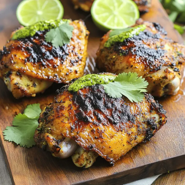 Für dieses köstliche Gericht benötigst du frische und einfache Zutaten. Hier sind die Hauptzutaten: - 4 Hähnchenschenkel mit Knochen und Haut - 4 Knoblauchzehen, fein gehackt - 2 Teelöffel Paprika - 1 Teelöffel Kreuzkümmel - 1 Teelöffel getrockneter Oregano - Saft von 2 Limetten - 2 Esslöffel Olivenöl - Salz und Pfeffer nach Geschmack Diese Zutaten geben deinem Hähnchen den typischen, würzigen Geschmack, den du lieben wirst. Die grüne Sauce ist ein wichtiger Teil dieses Gerichts. Sie ist frisch und scharf. Hier sind die Zutaten für die Aji Verde Sauce: - 1 Tasse frische Korianderblätter - 1 Jalapeño, entkernt - 1/2 Tasse Mayonnaise - 1/4 Tasse Sauerrahm - 1 Esslöffel Limettensaft - 1 Esslöffel Essig - 1/2 Teelöffel Salz Diese Zutaten sorgen für eine cremige und würzige Sauce, die perfekt zum Hähnchen passt. Die Marinade ist der Schlüssel zu saftigem Hähnchen. Sie macht das Fleisch zart und voll von Geschmack. Hier sind die Gewürze, die du verwenden solltest: - 4 Knoblauchzehen, fein gehackt - 2 Teelöffel Paprika - 1 Teelöffel Kreuzkümmel - 1 Teelöffel getrockneter Oregano - Saft von 2 Limetten - 2 Esslöffel Olivenöl - Salz und Pfeffer nach Geschmack Mische diese Zutaten gut. Lasse das Hähnchen mindestens eine Stunde marinieren. So wird es geschmackvoll und saftig. Für das vollständige Rezept, schau dir [Full Recipe] an. Für das marinierte Hähnchen mische ich zuerst die Gewürze. In einer großen Schüssel kombiniere ich den gehackten Knoblauch, Paprika, Kreuzkümmel, Oregano, Limettensaft, Olivenöl, Salz und Pfeffer. Diese Mischung macht das Hähnchen sehr aromatisch. Ich lege die Hähnchenschenkel in die Schüssel und sorge dafür, dass sie gut bedeckt sind. Dann decke ich die Schüssel ab und stelle sie in den Kühlschrank, mindestens für eine Stunde. Noch besser ist es, wenn ich über Nacht marinieren lasse. Ich heize meinen Grill oder Ofen vor, bevor ich das Hähnchen zubereite. Für den Grill stelle ich die Hitze auf mittelhoch. Wenn ich den Ofen nutze, stelle ich ihn auf 220°C (425°F). So wird das Hähnchen gleichmäßig gar und schön knusprig. Die Aji Verde Sauce macht das Gericht besonders. Ich gebe frische Korianderblätter, Jalapeño, Mayonnaise, Sauerrahm, Limettensaft, Essig und Salz in einen Mixer. Dann mixe ich alles, bis die Sauce glatt und cremig ist. Ich probiere sie und füge gegebenenfalls noch etwas Salz hinzu. Diese Sauce ist frisch und würzig und passt perfekt zum Hähnchen. Jetzt kommt der beste Teil: das Hähnchen wird gegrillt oder im Ofen geröstet. Ich lege die marinierten Hähnchenschenkel mit der Hautseite nach unten auf den Grill. Dort lasse ich sie etwa 15 bis 20 Minuten garen. Wenn ich den Ofen nutze, lege ich die Hähnchen auf ein Backblech. Dort röste ich sie für etwa 35 bis 40 Minuten. Das Hähnchen ist fertig, wenn die Innentemperatur 75°C (165°F) erreicht. Nachdem das Hähnchen fertig ist, lasse ich es für 5 Minuten ruhen. Das hilft, die Säfte im Fleisch zu halten und den Geschmack zu intensivieren. So bleibt das Hähnchen saftig und lecker. Ich serviere das Hähnchen heiß und beträufle es mit der Aji Verde Sauce. Alternativ kann ich die Sauce auch in einer separaten Schüssel anbieten. Als Beilagen empfehle ich gekochte Kartoffeln oder einen frischen Salat. Diese Kombination macht das Essen noch köstlicher. Für das vollständige Rezept, siehe [Full Recipe]. Die Marinierzeit ist der Schlüssel für guten Geschmack. Ich empfehle, das Hähnchen mindestens eine Stunde zu marinieren. Besser ist es, die Marinade über Nacht einziehen zu lassen. So dringen die Aromen tief ins Fleisch ein. Verwenden Sie frische Zutaten für die beste Wirkung. Grillen kann einfach sein, wenn Sie einige Tipps befolgen. Heizen Sie den Grill gut vor, damit das Hähnchen richtig bräunt. Legen Sie die Hähnchenschenkel mit der Hautseite nach unten auf den Grill. So bleibt das Fleisch saftig. Wenden Sie das Hähnchen nur einmal. Verwenden Sie ein Grillthermometer, um die Temperatur zu prüfen. Das Hähnchen sollte 75°C erreichen. Die Aji Verde Sauce ist sehr anpassbar. Sie können die Schärfe variieren, indem Sie mehr oder weniger Jalapeño verwenden. Wenn Sie es milder mögen, entfernen Sie die Kerne. Auch die Kräuter können Sie nach Ihrem Geschmack anpassen. Fügen Sie Petersilie oder Minze hinzu, um neue Aromen zu entdecken. Wenn Sie eine cremigere Sauce wollen, erhöhen Sie die Mayonnaise. Für detaillierte Anweisungen, schauen Sie sich das [Full Recipe] an. {{image_4}} Wenn Sie kein Hähnchen mögen, probieren Sie andere Fleischstücke. Sie können Hähnchenbrust oder sogar Pute verwenden. Diese Stücke sind magerer und kochen schneller. Für mehr Geschmack wählen Sie dunkleres Fleisch wie Hähnchenkeulen. Kochen Sie die Stücke nach den gleichen Marinade- und Grillmethoden wie im Rezept. Für eine vegetarische Version können Sie Tofu oder Tempeh verwenden. Marinieren Sie die Sojaprodukte wie im Rezept. Grillen Sie sie, bis sie goldbraun sind. Diese Optionen bieten einen tollen Geschmack und eine fleischlose Mahlzeit. Ein weiterer Vorschlag ist, Gemüse wie Paprika, Zucchini oder Auberginen zu grillen. Diese geben dem Gericht eine frische Note. Servieren Sie Peruanisches Hähnchen mit gekochten Kartoffeln oder einer frischen Salatbeilage. Reis passt auch gut. Für mehr Textur fügen Sie geröstete Bohnen hinzu. Andere Beilagen sind Maiskolben oder Quinoa. Sie können das Hähnchen auch in Wraps mit frischem Gemüse genießen. So haben Sie eine kreative und schmackhafte Mahlzeit. Wenn Sie Hähnchen übrig haben, lagern Sie es richtig. Lassen Sie das Hähnchen zuerst abkühlen. Dann packen Sie es in einen luftdichten Behälter. So bleibt es frisch. Lagern Sie es im Kühlschrank. Dort hält es sich bis zu drei Tage. Vor dem Essen erwärmen Sie das Hähnchen gut. Achten Sie darauf, dass es durchgehend heiß ist. Die Aji Verde Sauce ist lecker und vielseitig. Bewahren Sie die Sauce in einem sauberen Glasbehälter auf. Schließen Sie den Deckel fest. Im Kühlschrank bleibt die Sauce bis zu einer Woche frisch. Wenn Sie die Sauce länger aufbewahren möchten, verwenden Sie das Einfrieren. Das Einfrieren ist eine gute Option. Wickeln Sie das Hähnchen in Folie und legen Sie es in einen Gefrierbeutel. So bleibt das Hähnchen bis zu drei Monate haltbar. Für die Aji Verde Sauce füllen Sie sie in einen gefrierfesten Behälter. Lassen Sie etwas Platz für das Ausdehnen. So können Sie die Sauce später einfach auftauen. Nutzen Sie diese Tipps, um das Beste aus Ihrem Essen herauszuholen. Außerdem bleibt der Geschmack erhalten. Für das vollständige Rezept schauen Sie sich die Full Recipe an. Das Hähnchen muss mindestens eine Stunde marinieren. Ideal ist es, wenn du es über Nacht im Kühlschrank lässt. So zieht der Geschmack tiefer ins Fleisch ein. Dieser Schritt macht dein Hähnchen saftiger und aromatischer. Ja, du kannst die Aji Verde Sauce nach deinem Geschmack anpassen. Wenn du es schärfer magst, füge mehr Jalapeño hinzu. Für eine cremigere Textur kannst du mehr Mayonnaise verwenden. Experimentiere mit den Zutaten, um deinen perfekten Geschmack zu finden. Gute Beilagen sind: - Gekochte Kartoffeln - Frischer Salat - Reis mit Gemüse - Gegrilltes Gemüse Diese Beilagen ergänzen das Hähnchen wunderbar und sorgen für ein ausgewogenes Essen. Das Rezept für Peruanisches Pollo à la Brasa stammt aus Peru. Es ist ein beliebtes Gericht, das oft auf Grillfesten serviert wird. Die Kombination aus Gewürzen und Marinade macht es besonders lecker. Die Aji Verde Sauce ist besonders wegen ihrer frischen Zutaten. Frischer Koriander und Limettensaft geben der Sauce einen tollen Geschmack. Die Kombination aus Schärfe und Cremigkeit macht sie perfekt zum Dippen oder als Topping für das Hähnchen. Peruanisches Pollo à la Brasa ist ein leckerer Genuss. Wir haben die Hauptzutaten, die Marinade und die Aji Verde Sauce behandelt. Ich zeigte dir, wie du das Hähnchen perfekt zubereitest und genießt. Tipps für das Grillen und Variationen runden unser Rezept ab. Denke daran, die Marinierzeit zu beachten für das beste Aroma. Probiere auch die vielen Beilagen aus. So wirst du deine Gäste beeindrucken!