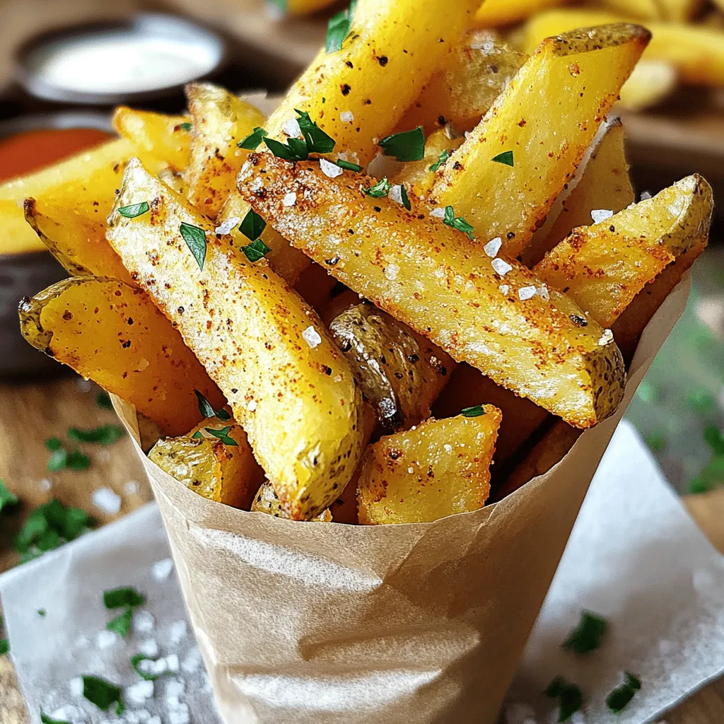 Für knusprige Ofenpommes brauchst du nur wenige Hauptzutaten. Sie sind: - 4 große Russet-Kartoffeln - 3 Esslöffel Olivenöl - 1 Teelöffel Meersalz - ½ Teelöffel schwarzer Pfeffer Russet-Kartoffeln sind ideal, da sie viel Stärke enthalten. Diese Stärke hilft, die Pommes knusprig zu machen. Du kannst auch andere Sorten ausprobieren, aber Russets sind die besten für Pommes. Die Gewürze verleihen den Pommes den besonderen Kick. Hier sind die wichtigen: - 1 Teelöffel Knoblauchpulver - 1 Teelöffel geräuchertes Paprikapulver - ½ Teelöffel getrockneter Oregano Olivenöl ist perfekt, da es die Gewürze gut haftet und die Pommes schön bräunt. Du kannst auch anderes Öl verwenden, aber Olivenöl gibt den besten Geschmack. Die Wahl der Kartoffeln ist wichtig. Hier sind einige Tipps: - Wähle festkochende Kartoffeln. Diese haben weniger Wasser und mehr Stärke. - Achte auf die Größe. Gleich große Kartoffeln sorgen für gleichmäßiges Garen. - Kaufe frische Kartoffeln, ohne grüne Stellen oder Augen. Wenn du die richtigen Kartoffeln wählst, wird dein Ergebnis großartig! So bereitest du die besten knusprigen Ofenpommes zu. Für das vollständige Rezept schau in die [Full Recipe]. Heize deinen Ofen auf 220°C vor. Diese hohe Temperatur macht die Pommes knusprig. Wasche und schäle die großen Russet-Kartoffeln. Schneide sie in gleichmäßige Stifte, etwa 0,6 cm dick. So garen sie gleichmäßig. Lasse die Kartoffelstifte mindestens 30 Minuten in kaltem Wasser einweichen. Das entfernt die überschüssige Stärke. Dadurch werden die Pommes knuspriger. Nach dem Einweichen lasse sie abtropfen. Trockne sie gründlich mit einem Küchentuch. Das sorgt dafür, dass das Öl besser haftet. Nimm eine große Rührschüssel. Mische die getrockneten Kartoffelstifte mit Olivenöl, Meersalz, schwarzem Pfeffer, Knoblauchpulver, geräuchertem Paprikapulver und Oregano. Achte darauf, dass jede Pommes gleichmäßig beschichtet ist. Verteile die Pommes in einer einzigen Schicht auf einem mit Backpapier ausgelegten Backblech. Überlade das Blech nicht. Wenn nötig, benutze zwei Bleche. Backe sie 30-35 Minuten. Wende sie zur Hälfte der Zeit. So werden sie goldbraun und knusprig. Um die perfekte Knusprigkeit zu erreichen, gibt es einige wichtige Schritte. Zuerst ist die Wahl der Kartoffeln wichtig. Ich empfehle, große Russet-Kartoffeln zu verwenden. Sie haben viel Stärke, was die Pommes knusprig macht. Dann, nach dem Schneiden, sollten Sie die Kartoffeln in kaltem Wasser einweichen. Dies entfernt überschüssige Stärke. Lassen Sie sie mindestens 30 Minuten einweichen. Trocknen Sie die Kartoffeln danach gründlich ab. Feuchtigkeit kann die Knusprigkeit ruinieren. Ein häufiger Fehler ist, die Pommes zu überladen. Wenn Sie zu viele Pommes auf einem Blech haben, dämpfen sie sich selbst. Verteilen Sie sie in einer einzigen Schicht. Verwenden Sie bei Bedarf zwei Backbleche. Ein weiterer Fehler ist, die Pommes nicht zu wenden. Wenden Sie sie zur Hälfte der Backzeit. So bräunen sie gleichmäßig. Auch das Übersehen des Grillens am Ende kann einen großen Unterschied machen. Ein paar Minuten unter dem Grill geben extra Knusprigkeit. Zeitmanagement ist wichtig, um die Pommes rechtzeitig fertig zu haben. Beginnen Sie mit dem Vorheizen des Ofens. Während der Ofen heiß wird, können Sie die Kartoffeln schneiden und einweichen. Nach dem Einweichen trocknen Sie sie und würzen sie. Wenn der Ofen bereit ist, backen Sie die Pommes. Planen Sie etwa 30-35 Minuten ein. Vergessen Sie nicht, sie zur Hälfte zu wenden. Wenn Sie alles gut timen, haben Sie schnell knusprige Pommes bereit zum Genießen. {{image_4}} Es gibt viele Wege, wie du deine knusprigen Ofenpommes aufpeppen kannst. Für eine würzige Variante füge einfach mehr Gewürze hinzu. Probiere Chili-Pulver oder Kreuzkümmel aus. Diese Gewürze geben den Pommes einen tollen Kick. Wenn du es süß magst, kannst du einen Hauch von Zimt und Zucker hinzufügen. Diese Mischung macht deine Pommes einzigartig. Süßkartoffeln sind eine großartige Wahl, wenn du etwas Gesundes möchtest. Sie haben viele Nährstoffe und sind süß im Geschmack. Um süßkartoffelige Pommes zuzubereiten, schneide sie einfach in Stifte, genau wie bei normalen Kartoffeln. Du kannst die gleiche Marinade verwenden, aber achte darauf, die Backzeit etwas zu verkürzen. Süßkartoffeln brauchen weniger Zeit zum Backen. Dips machen die Pommes noch besser! Klassischer Ketchup ist immer eine gute Wahl. Du kannst auch einen leckeren Knoblauch-Aioli machen. Für einen scharfen Kick probiere Sriracha-Mayo. Wenn du etwas Frisches magst, mache einen Joghurt-Dip mit frischen Kräutern. Es gibt viele Möglichkeiten, also experimentiere und finde deinen Lieblingsdip. Denke daran, dass die Vielfalt der Zubereitung deinen Genuss steigern kann! Um übrig gebliebene Pommes frisch zu halten, lege sie in einen luftdichten Behälter. Lass sie zuerst auf Raumtemperatur abkühlen. Diese einfache Methode verhindert, dass die Pommes weich werden. Du kannst sie im Kühlschrank bis zu drei Tage lagern. Achte darauf, sie nicht zu stapeln, damit sie nicht aneinander kleben. Wenn du Pommes für später aufbewahren willst, kannst du sie einfrieren. Lass die Pommes zuerst ganz abkühlen. Lege sie dann in eine einzelne Schicht auf ein Backblech. Friere sie so für etwa ein bis zwei Stunden ein. Danach kannst du sie in einen Gefrierbeutel umfüllen. So bleiben sie knusprig. Diese Methode eignet sich gut, wenn du die Pommes nicht gleich essen möchtest. Um die Pommes wieder knusprig zu machen, heize deinen Ofen auf 200°C vor. Lege die Pommes auf ein Backblech, das mit Backpapier ausgelegt ist. Backe sie etwa 10 bis 15 Minuten. Wende sie einmal, damit sie gleichmäßig warm werden. So schmecken sie fast wie frisch aus dem Ofen. Du kannst auch eine Pfanne nutzen, um sie auf dem Herd zu erhitzen. So erhitzen sie sich schnell und bleiben knusprig. Für das vollständige Rezept von knusprigen Ofenpommes, schau dir das [Full Recipe] an. Um die besten knusprigen Ofenpommes zu machen, folge diesen Schritten: - Wähle große Russet-Kartoffeln. Sie haben viel Stärke und machen die Pommes knusprig. - Schneide die Kartoffeln gleichmäßig in Stifte. Dies hilft beim gleichmäßigen Garen. - Lasse die Stifte mindestens 30 Minuten in kaltem Wasser. So entfernst du überschüssige Stärke. - Trockne die Kartoffeln gut ab. Nasse Kartoffeln werden nicht knusprig. - Mische die Kartoffeln mit Olivenöl und Gewürzen. Achte darauf, dass sie gut bedeckt sind. - Backe sie bei hoher Temperatur. 220°C sorgt für die perfekte Knusprigkeit. Ja, du kannst andere Kartoffelsorten verwenden. Achte jedoch auf die Stärke. - Yukon Gold sind eine gute Wahl. Sie haben einen süßen Geschmack und sind etwas cremiger. - Süßkartoffeln sind eine gesunde Alternative. Sie haben einen anderen Geschmack und eine schöne Farbe. - Vermeide wachsige Kartoffeln wie neue Kartoffeln. Diese werden nicht so knusprig. Du kannst die Pommes bis zu drei Tage im Kühlschrank aufbewahren. - Lagere sie in einem luftdichten Behälter. So bleiben sie frisch. - Du kannst die Pommes auch einfrieren. Lege sie in einen Gefrierbeutel und drücke die Luft heraus. - Zum Aufwärmen, backe sie bei 200°C für 10-15 Minuten. So werden sie wieder knusprig. Für das vollständige Rezept, schau dir die [Full Recipe] an! Diesen Artikel haben wir genutzt, um die besten knusprigen Ofenpommes zu erstellen. Wir haben die Hauptzutaten und die besten Gewürze besprochen. Ich habe Ihnen auch wertvolle Tipps gegeben, wie Sie die perfekten Pommes zubereiten und lagern. Probieren Sie die verschiedenen Varianten aus, um neuen Geschmack zu entdecken. Denken Sie an die häufigsten Fehler, die Sie vermeiden müssen. Genießen Sie Ihre selbstgemachten Pommes und lassen Sie kreativen Spielraum!
