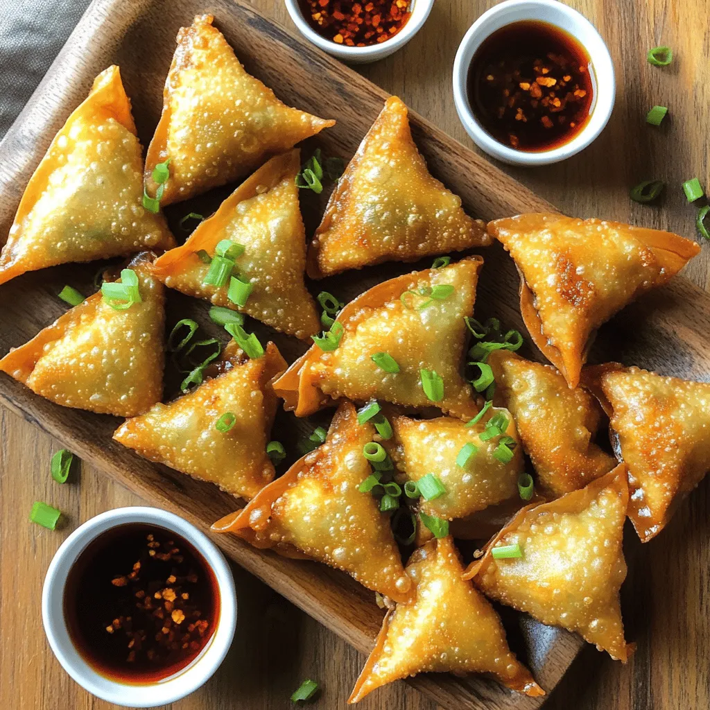 Für die würzigen Schweinefleisch-Wontons brauchen wir einige frische Zutaten. Diese Zutaten geben den Wontons ihren tollen Geschmack und die perfekte Konsistenz. - 450 g gemischtes Schweinefleisch - 2 Esslöffel Sojasauce - 1 Esslöffel Sesamöl - 1 Esslöffel Ingwer, fein gehackt - 2 Zehen Knoblauch, fein gehackt - 1 Esslöffel Sriracha (nach Geschmack anpassen) - 1/2 Teelöffel rote Pfefferflocken (optional für zusätzliche Schärfe) - 1 Frühlingszwiebel, fein gehackt - 1 Packung Wonton-Wrapper (ca. 50 Wrapper) - Salz und Pfeffer nach Geschmack - Wasser (zum Versiegeln der Wontons) - Pflanzenöl (zum Frittieren) - Sojasauce und Chiliöl (für die Dipsauce) Jede dieser Zutaten spielt eine wichtige Rolle. Das gemischte Schweinefleisch gibt den Wontons eine saftige Füllung. Sojasauce und Sesamöl bringen Umami und Tiefe. Ingwer und Knoblauch sorgen für einen frischen Kick. Frühlingszwiebeln geben eine leichte Süße. Die Wonton-Wrapper sind der Schlüssel, um die Füllung einzuschließen. Sie werden knusprig, wenn man sie frittieren. Die Wahl des Öls ist wichtig, um die Wontons beim Frittieren schön goldbraun zu machen. Wenn Sie alle Zutaten bereit haben, sind Sie bereit für das Kochen. Dieses Rezept führt Sie Schritt für Schritt durch den Prozess. Schauen Sie sich das vollständige Rezept an, um zu starten! Um die Wontons perfekt zuzubereiten, beginne mit der Fleischmischung. Nimm eine große Rührschüssel. Füge 450 g gemischtes Schweinefleisch, 2 Esslöffel Sojasauce, 1 Esslöffel Sesamöl, 1 Esslöffel fein gehackten Ingwer, 2 fein gehackte Knoblauchzehen, 1 Esslöffel Sriracha und 1/2 Teelöffel rote Pfefferflocken hinzu. Mische alles gut und schmecke mit Salz und Pfeffer ab. Jetzt bereite die Wonton-Wrapper vor. Lege eine Packung Wonton-Wrapper bereit, etwa 50 Stück. Um die Wontons zu füllen, nehme einen Wrapper und lege einen Teelöffel der Fleischmischung in die Mitte. Tauche deinen Finger in Wasser und befeuchte die Ränder. Falte den Wrapper zu einer Dreiecksform und drücke die Luft heraus. Stelle sicher, dass die Ränder gut versiegelt sind. Für die traditionelle Wontonform bringe die beiden Ecken des Dreiecks zusammen. Befeuchte die Kanten, um sie zu versiegeln. Wiederhole dies für die restlichen Wontons. Jetzt kommt der spannende Teil. Erhitze in einer großen Pfanne etwa einen Zoll Pflanzenöl. Stelle die Hitze auf mittlere bis hohe Temperatur. Wenn das Öl heiß ist, füge die Wontons portionsweise hinzu. Überfülle die Pfanne nicht, damit sie gleichmäßig frittieren. Frittiere die Wontons etwa 3-4 Minuten auf jeder Seite. Sie sollten goldbraun und knusprig sein. Benutze einen Schaumlöffel, um sie herauszunehmen. Lege sie auf einen Teller mit Küchenpapier, damit das überschüssige Öl abtropfen kann. Um die Wontons schön anzurichten, lege sie auf eine große Servierplatte. Garnier sie mit frischen Kräutern wie Koriander oder geschnittenen Frühlingszwiebeln. Bereite Dipsaucen vor, indem du Sojasauce und Chiliöl in kleinen Schalen anrichtest. Jetzt sind deine würzigen Schweinefleisch-Wontons bereit. Genieße den knusprigen Genuss! Für eine detaillierte Anleitung, schau dir die Full Recipe an. Um perfekte Wontons zu machen, ist das Versiegeln der Wrapper wichtig. Hier sind einige Schritte, die helfen: - Nimm einen Wonton-Wrapper und lege einen Teelöffel Füllung in die Mitte. - Befeuchte die Ränder mit Wasser. Das hilft, die Wontons gut zu schließen. - Klappe den Wrapper zu und drücke die Ränder fest. So entweicht keine Luft. Die Temperatur des Öls ist ebenfalls entscheidend. Hier sind Tipps: - Erhitze das Öl auf mittlere bis hohe Temperatur. - Ein kleiner Test: Wirf ein Stück Teig ins Öl. Wenn es sofort aufsteigt, ist das Öl bereit. Du kannst die Schärfe beim Füllen anpassen. Hier sind einige Optionen: - Verwende mehr oder weniger Sriracha, je nach deinem Geschmack. - Füge rote Pfefferflocken hinzu, wenn du es noch schärfer magst. Zusätzlich kannst du die Füllung variieren. Hier sind einige Ideen: - Mische verschiedene Kräuter wie Koriander oder Basilikum. - Probiere andere Gewürze wie Kreuzkümmel oder Paprika aus. Die Präsentation macht viel aus. Hier sind einige kreative Ideen: - Richte die Wontons auf einer großen Platte an. - Garniere sie mit frischen Kräutern oder Frühlingszwiebeln. Du kannst auch kleine Schalen mit Dipsaucen bereitstellen. So wird das Essen noch ansprechender. Für mehr Details, sieh dir das [Full Recipe] an. {{image_4}} Du kannst die Füllung deiner Wontons leicht ändern. Gemüse-Wontons sind eine gesunde Wahl. Verwende frisches Gemüse wie Karotten, Spinat oder Pilze. Diese Füllung ist leicht und lecker. Meeresfrüchte-Wontons sind eine weitere Option. Garnelen oder Fisch bringen einen tollen Geschmack. Mische sie mit frischen Kräutern für extra Frische. Wenn du andere Fleischsorten magst, probiere Hähnchen oder Rindfleisch. Diese Fleischsorten passen gut zu den Gewürzen. Du kannst auch Tofu verwenden, um eine pflanzliche Option zu schaffen. Nicht jeder mag den traditionellen Wonton-Teig. Du kannst glutenfreie Wonton-Wrapper nutzen. Diese sind in vielen Supermärkten erhältlich. Sie bieten einen ähnlichen Geschmack und eine ähnliche Textur. Wenn du es magst, kannst du auch deinen eigenen Wonton-Teig machen. Das ist einfach und macht Spaß. Mische Mehl mit Wasser und knete es gut durch. Lass den Teig ruhen, bevor du ihn ausrollst. Frittieren ist die beliebteste Methode, aber es gibt auch andere. Dampfen der Wontons ist eine gesunde Option. Diese Methode erhält die Feuchtigkeit und den Geschmack. Du kannst die Wontons auch backen. Dies reduziert das Öl und macht sie leichter. Backe sie bei 200 Grad Celsius für etwa 15 bis 20 Minuten. So bleiben sie knusprig und köstlich. Für mehr Details und das vollständige Rezept, schaue dir den Abschnitt "Full Recipe" an. Um die Reste deiner würzigen Schweinefleisch-Wontons frisch zu halten, lege sie in einen luftdichten Behälter. Du kannst sie bis zu drei Tage im Kühlschrank lagern. Achte darauf, dass die Wontons vollständig abgekühlt sind, bevor du sie verpackst. So bleibt die Knusprigkeit länger erhalten. Wenn du mehr Wontons gemacht hast, als du essen kannst, friere sie ein. Lege die Wontons in einer einzelnen Schicht auf ein Backblech und friere sie ein. Nach ein paar Stunden kannst du sie in einen Gefrierbeutel umfüllen. So bleiben sie nicht zusammenkleben. Sie bleiben bis zu drei Monate im Gefrierfach frisch. Um die Wontons gleichmäßig zu erhitzen, benutze eine Pfanne oder einen Ofen. Erhitze etwas Öl in der Pfanne und lege die Wontons mit etwas Abstand hinein. Brate sie bei mittlerer Hitze, bis sie warm sind. Wenn du den Ofen nutzt, heize ihn auf 180 Grad vor. Lege die Wontons auf ein Backblech und backe sie für 10 Minuten. So werden sie wieder knusprig. Vermeide die Mikrowelle. Sie macht die Wontons oft matschig und weich. Die knusprige Textur geht dabei verloren. Die Zubereitungszeit für würzige Schweinefleisch-Wontons beträgt insgesamt etwa 1 Stunde. Die Vorbereitungszeit liegt bei 30 Minuten, während die Kochzeit etwa 30 Minuten in Anspruch nimmt. In dieser Zeit kannst du die Füllung zubereiten und die Wontons formen. Danach frittiere sie, bis sie schön knusprig sind. Ja, du kannst die Wontons im Voraus zubereiten. Bereite die Wontons bis zur Frittierphase vor. Lege sie auf ein Backblech und stelle sicher, dass sie sich nicht berühren. So kannst du sie einfrieren. Wenn du bereit bist, sie zu frittieren, nimm die Wontons einfach heraus und frittiere sie direkt aus dem Gefrierschrank. Das spart Zeit und du hast immer einen Snack bereit! Ja, du kannst eine vegane Variante dieser Wontons herstellen. Ersetze das Schweinefleisch durch eine Mischung aus gehacktem Gemüse, Tofu oder Pilzen. Du kannst auch pflanzliche Sojasauce verwenden. Achte darauf, die Gewürze anzupassen, um den vollen Geschmack zu erhalten. Mit diesen Alternativen bleibt der Genuss der Wontons bestehen, auch ohne Fleisch. Diese Anleitung zeigt, wie du köstliche Wontons schnell zubereitest. Du hast gelernt, wie man die Füllungen macht, Wontons richtig frittiert und sie kreativ serviert. Denke daran, mit den Zutaten zu experimentieren, um deinen eigenen Geschmack zu finden. Wontons sind vielseitig und ideal zum Teilen. Probiere verschiedene Variationen aus und genieße deine leckeren Kreationen! Guten Appetit!