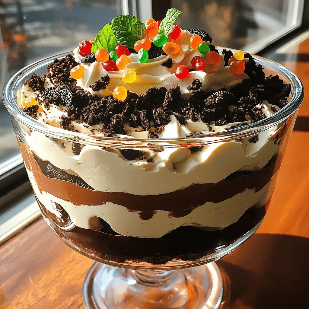 - Oreo-Kekse und ihre Rolle Oreo-Kekse sind die Hauptzutat. Sie geben dem Kuchen seinen tollen Geschmack und die Textur. Die Krümel sind die Basis für die Schichten. Sie machen den Kuchen so besonders und süß. - Butter und Frischkäse für Cremigkeit Butter und Frischkäse sind wichtig für die Cremigkeit. Sie sorgen dafür, dass die Crème-Mischung glatt und reichhaltig wird. Diese Zutaten verbinden sich gut und bringen den perfekten Geschmack. - Schokoladenpudding und Milch als Basis Schokoladenpuddingpulver und Milch bilden die Basis der Crème. Sie machen den Kuchen noch schokoladiger und leckerer. Diese Mischung sorgt für die nötige Konsistenz und Frische. - Gummiwürmer für den Erdereffekt Gummiwürmer sind ein lustiges Detail. Sie machen den Kuchen spannend und passend zum „Dirt Cake“-Thema. Die bunten Würmer sehen toll aus und machen Spaß beim Essen. - Frische Minzblätter als Garnierung (optional) Minzblätter bringen Farbe und Frische. Sie sind optional, aber sie geben dem Kuchen einen schönen Kontrast. Minze hat einen frischen Geschmack, der gut zu Schokolade passt. Für das vollständige Rezept, siehe [Full Recipe]. Zuerst zerdrückst du die Oreo-Kekse. Nimm eine Küchenmaschine und püriere die Kekse. Du kannst auch einen Nudelholz benutzen, um die Kekse in einem Beutel zu zerdrücken. Bewahre etwa 125 g der Krümel für das Topping auf. Jetzt stellst du alle Zutaten bereit. Du brauchst Oreo-Kekse, Butter, Frischkäse, Puderzucker, Schokoladenpuddingpulver, Milch, und Schlagsahne. Vergiss nicht die Gummiwürmer zur Dekoration. In einer großen Schüssel kombinierst du die weiche Butter und den Frischkäse. Nutze einen Handmixer und schlage die Mischung glatt und cremig. Füge dann den Puderzucker nach und nach hinzu. Rühre alles gut durch, bis es eine homogene Masse ist. Nimm eine separate Schüssel und vermische das Schokoladenpuddingpulver mit der Milch. Rühre alles gut um und lass die Mischung etwa 5 Minuten stehen. So dickt sie gut ein. Jetzt vereinst du die Crème- und Puddingmischung. Hebe die Puddingmischung vorsichtig unter die Crème-Mischung. Danach fügst du die Schlagsahne hinzu. Rühre alles, bis die Mischung fluffig ist. Beginne mit einer Schicht der aufbewahrten Oreo-Krümel in einer Dessertschale. Füge eine Schicht der Crème-Mischung hinzu, gefolgt von einer weiteren Schicht Oreo-Krümel. Wiederhole diesen Vorgang, bis alle Zutaten aufgebraucht sind. Schließe mit einer Schicht Oreo-Krümel ab. Dekoriere den Kuchen mit Gummiwürmern, die über den Rand hängen. Optional kannst du frische Minzblätter verwenden, um Farbe hinzuzufügen. Stelle den Kuchen für mindestens 4 Stunden in den Kühlschrank, damit die Aromen sich entfalten. Diese einfache und cremige Oreo Dirt Cake ist ein Hit bei jedem. Du findest das vollständige Rezept unter [Full Recipe]. - Übermixen der Zutaten: Wenn du die Mischung zu lange schlägst, wird sie dünn. Halte die Mischung glatt, aber nicht zu luftig. - Unzureichendes Kühlen: Ohne ausreichend Kühlung wird der Kuchen nicht fest. Lass ihn mindestens 4 Stunden im Kühlschrank, besser über Nacht. - Wie man den Kuchen richtig schneidet: Nutze ein scharfes Messer. Tauche das Messer in warmes Wasser, dann schneide. So bleibt die Schicht sauber. - Vorschläge für die Präsentation: Verwende eine große Schüssel oder Dessertgläser. Streue die restlichen Oreo-Krümel oben drauf. Lege die Gummiwürmer in die Krümel, um den Erdlook zu verstärken. - Rezeptvariationen für glutenfreie Optionen: Du kannst glutenfreie Oreo-Kekse verwenden. Diese sind in vielen Läden erhältlich. Achte auch darauf, glutenfreie Butter und Pudding zu wählen. So kannst du das Dessert für alle sicher machen. {{image_4}} Du kannst deinem Oreo Dirt Cake einen neuen Twist geben. Verwende andere Kekse, wie Chips Ahoy oder sogar Butterkekse. Diese Kekse bringen verschiedene Geschmäcker und Texturen. Zum Beispiel, Chips Ahoy geben eine knusprige Note. Wenn du die Kekse zerdrückst, achte darauf, dass sie gleichmäßig sind. Das sorgt für eine schöne Schichtung im Kuchen. Wenn du eine vegane Version möchtest, sind die Anpassungen einfach. Ersetze die Butter durch vegane Margarine. Für den Frischkäse kannst du pflanzlichen Frischkäse verwenden. Diese Optionen machen deinen Kuchen nicht nur vegan, sondern auch lecker. Achte darauf, dass die anderen Zutaten auch vegan sind, wie der Pudding und die Schlagsahne. Die Präsentation ist wichtig, und Desserts in Gläsern sehen toll aus. Schichte die Krümel und die Crème-Mischung in kleine Gläser. Das ist perfekt für Partys. Du kannst die Gummiwürmer oben drauf legen, um das Erd-Thema zu betonen. Diese Gläser sind nicht nur schön, sie machen auch das Servieren leicht. Jeder bekommt seine eigene Portion. Für das vollständige Rezept schau dir bitte [Full Recipe] an. Um den Oreo Dirt Cake frisch zu halten, lege ihn in einen luftdichten Behälter. Dieser Kuchen sollte immer im Kühlschrank aufbewahrt werden. Dadurch bleiben die Schichten fest und die Aromen gut. Du kannst ihn bis zu fünf Tage im Kühlschrank lagern. Achte darauf, dass er nicht zu lange draußen steht, um die Frische zu erhalten. Wenn du ihn portionsweise servierst, schneide nur das, was du brauchst. Das hilft, die restlichen Stücke frisch zu halten. Falls du Oreo Dirt Cake für später aufbewahren möchtest, kannst du ihn auch einfrieren. Das geht ganz einfach! Teile den Kuchen in Portionen und lege sie in gefrierfeste Behälter. Stelle sicher, dass die Stücke gut verpackt sind, damit sie keine Luft bekommen. So bleibt der Geschmack erhalten. Der Kuchen kann bis zu drei Monate im Gefrierfach bleiben. Zum Auftauen legst du die Portionen einfach in den Kühlschrank, bis sie wieder weich sind. So hast du immer ein leckeres Dessert bereit! Oreo Dirt Cake bleibt frisch für 3 bis 5 Tage im Kühlschrank. Die Zutaten, wie Frischkäse und Sahne, bleiben kühl und cremig. Achte darauf, den Kuchen in einem luftdichten Behälter zu lagern. So verhinderst du, dass er Gerüche annimmt. Die Krümel bleiben auch feucht und lecker. Ja, du kannst die Gummiwürmer weglassen. Es gibt viele Alternativen für die Dekoration. Zum Beispiel kannst du Schokoladenstückchen oder bunte Streusel verwenden. Diese bringen Farbe und Spaß. Wenn du einen gesünderen Look willst, sind frische Beeren auch eine tolle Option. Sie verbinden sich gut mit der Schokolade. Ja, du kannst Oreo Dirt Cake einfrieren. Teile den Kuchen in Portionen für einfaches Auftauen. Wickel jede Portion gut in Frischhaltefolie ein. So bleibt die Frische erhalten. Zum Auftauen lege die Portionen in den Kühlschrank. Lass sie dort über Nacht stehen. Das bringt die cremige Textur zurück. Der Name „Dirt Cake“ kommt von der Optik des Kuchens. Er sieht aus wie Erde, vor allem mit den Krümeln oben. Die Gummiwürmer verstärken diesen Eindruck. Der Kuchen ist ein Spaßdessert, das oft für Kinderpartys gemacht wird. Er verbindet Schokolade mit einer spielerischen Präsentation. Der Oreo Dirt Cake ist ein einfacher und leckerer Nachtisch. Wir haben die Hauptzutaten wie Oreo-Kekse, Butter, Frischkäse und Schokoladenpudding besprochen. Außerdem gab es Tipps zur Zubereitung, Fehler, die man vermeiden sollte, sowie Variationen des Rezepts. Egal, ob du Allergien hast oder vegan bist, es gibt eine Lösung für jeden. Mit diesen Ideen wirst du sicher einen beeindruckenden Kuchen zaubern. Jetzt liegt es an dir, kreativ zu werden und deine eigene Version zu kreieren!