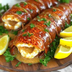 Um cremige Knoblauchbutter-Lobster-Schwänze zu machen, brauchen Sie einige einfache Zutaten. Hier ist die Liste: - 4 Lobster-Schwänze - 120 g ungesalzene Butter - 4 Knoblauchzehen, fein gehackt - 240 ml Schlagsahne - 1 Teelöffel geräuchertes Paprikapulver - 1 Esslöffel Zitronensaft - 1 Teelöffel frische Petersilie, gehackt - Salz und Pfeffer nach Geschmack - Zitronenschnitze zum Servieren Wählen Sie frische Lobster-Schwänze für das beste Ergebnis. Frische Schwänze haben eine feste Textur und einen milden Geschmack. Achten Sie darauf, dass die Schalen glänzen und keine Risse haben. Wenn Sie gefrorene Schwänze kaufen, wählen Sie solche, die bereits aufgetaut sind. So sparen Sie Zeit und erhalten einen besseren Geschmack. Verwenden Sie ungesalzene Butter, um die Kontrolle über den Salzgehalt zu behalten. Dadurch können Sie die Aromen besser abstimmen. Frische Petersilie bringt Farbe und Frische in das Gericht. Sie können auch frischen Knoblauch verwenden, um den Geschmack zu intensivieren. Seien Sie vorsichtig mit dem geräucherten Paprikapulver. Es fügt einen rauchigen Geschmack hinzu, der das Gericht hebt. Schauen Sie sich auch das vollständige Rezept an, um alle Schritte zu sehen. Zuerst müssen Sie die Lobster-Schwänze vorbereiten. Nehmen Sie eine Küchenschere und schneiden Sie vorsichtig die Oberseite der Schale. Achten Sie darauf, die Flosse nicht zu verletzen. Ziehen Sie die Schale sanft auseinander. Jetzt zeigt sich das frische Lobsterfleisch. Es ist wichtig, dass Sie dies vorsichtig machen. Sie wollen, dass die Schwänze schön aussehen, wenn Sie servieren. Jetzt machen wir die Knoblauchbuttersauce. Erhitzen Sie in einer großen Pfanne die ungesalzene Butter bei mittlerer Hitze. Fügen Sie die fein gehackten Knoblauchzehen hinzu und sautieren Sie sie für 1-2 Minuten. Sie sollten den köstlichen Duft spüren, aber passen Sie auf, dass der Knoblauch nicht verbrennt! Gießen Sie dann die Schlagsahne in die Pfanne. Rühren Sie alles gut um und fügen Sie das geräucherte Paprikapulver, den Zitronensaft, Salz und Pfeffer hinzu. Lassen Sie die Mischung leicht köcheln. Nach etwa 5 Minuten sollte die Sauce leicht eindicken. Jetzt kommen wir zum Backen. Legen Sie die vorbereiteten Lobster-Schwänze in eine Auflaufform. Löffeln Sie eine großzügige Menge von der Knoblauchbuttersauce über das Lobsterfleisch. Backen Sie die Schwänze im vorgeheizten Ofen bei 190 °C für 15-20 Minuten. Das Lobsterfleisch sollte nun undurchsichtig und durchgegart sein. Während des Garens können Sie die Schwänze mit zusätzlicher Sauce besprühen. Das verstärkt den Geschmack. Nach dem Backen nehmen Sie die Lobster-Schwänze heraus und bestreuen sie mit frischer Petersilie. Für die genauen Mengen und Schritte, schauen Sie sich das Full Recipe an. Die Garzeit ist entscheidend für zarte Lobster-Schwänze. Backen Sie sie 15 bis 20 Minuten. Achten Sie darauf, dass das Fleisch weiß und undurchsichtig wird. Zu langes Garen macht das Fleisch zäh. Nutzen Sie ein Fleischthermometer. Die ideale Temperatur liegt bei 60 °C. So wissen Sie, dass sie perfekt gegart sind. Die Knoblauchbuttersauce bietet viele Möglichkeiten. Fügen Sie frische Kräuter wie Thymian oder Basilikum hinzu. Ein Hauch von Chili gibt der Sauce einen Kick. Für einen zusätzlichen Geschmack können Sie auch Weißwein verwenden. Experimentieren Sie mit verschiedenen Gewürzen. Geräuchertes Paprikapulver ist ein Hit und verleiht Tiefe. Ein häufiger Fehler ist, die Schale des Lobsters nicht richtig zu öffnen. Dies kann das Fleisch austrocknen. Seien Sie vorsichtig beim Schneiden. Ein anderer Fehler ist, die Sauce zu lange zu kochen. Sie sollte leicht eindicken, aber nicht zu dick werden. Achten Sie auf die Temperatur. Zu hohe Hitze kann die Butter verbrennen. Halten Sie alles im Blick, um ein perfektes Gericht zu zaubern. {{image_4}} Du kannst die klassische Knoblauchbuttersauce auf verschiedene Arten anpassen. Ein tolles Beispiel ist die Verwendung von Kräutern. Frischer Thymian oder Oregano können einen neuen Geschmack bringen. Auch eine scharfe Chilisauce kann der Mischung etwas Pepp geben. Wenn du es milder magst, probiere etwas Honig oder braunen Zucker. Diese Zutaten sorgen für eine süße Note, die gut zu dem salzigen Lobster passt. Um das Aroma zu verstärken, kannst du einige einfache Zutaten hinzufügen. Zum Beispiel, ein Spritzer Weißwein bringt eine fruchtige Note. Auch etwas Parmesan-Käse kann der Sauce eine cremige Tiefe verleihen. Wenn du gerne Zitrusfrüchte magst, füge etwas Limettensaft hinzu. Du kannst auch getrocknete Kräuter wie Basilikum oder Dill verwenden, um das Gericht zu verfeinern. Diese kleinen Änderungen machen einen großen Unterschied im Geschmack. Wenn du Lust auf Abwechslung hast, probiere andere Proteine. Garnelen sind eine großartige Wahl. Sie kochen schnell und nehmen die Sauce gut auf. Du kannst auch Krabbenfleisch verwenden. Krabben geben einen süßen und zarten Geschmack. Für eine vegetarische Option, probiere gegrillte Pilze oder Zucchini. Diese Optionen bieten eine tolle Ergänzung zu der cremigen Knoblauchbuttersauce. So hast du viele Möglichkeiten, um dein Gericht ganz nach deinem Geschmack zu gestalten. Wenn Sie Lobster-Schwänze übrig haben, lagern Sie sie richtig. Wickeln Sie die Schwänze in Frischhaltefolie. Legen Sie sie dann in einen luftdichten Behälter. So bleibt das Fleisch frisch. Lagern Sie sie im Kühlschrank. Genießen Sie die Reste innerhalb von zwei Tagen. So vermeiden Sie, dass sie schlecht werden. Um die Lobster-Schwänze wieder heiß zu machen, nutzen Sie den Ofen. Heizen Sie ihn auf 160 °C vor. Legen Sie die Schwänze in eine Auflaufform. Bedecken Sie sie mit Folie, um das Austrocknen zu verhindern. Erwärmen Sie sie 10 bis 15 Minuten. Prüfen Sie, ob das Fleisch warm ist. Eine andere Methode ist die Mikrowelle. Stellen Sie die Schwänze auf einen mikrowellengeeigneten Teller. Decken Sie sie mit einem feuchten Papiertuch ab. Erwärmen Sie sie in 30-Sekunden-Intervallen, bis sie heiß sind. Um Lebensmittelverschwendung zu vermeiden, planen Sie die Portionen gut. Überlegen Sie, wie viele Lobster-Schwänze Sie essen möchten. Verwenden Sie Reste in neuen Gerichten. Fügen Sie das Lobsterfleisch zu Pasta oder Salaten hinzu. Auch Suppen sind eine gute Idee. So nutzen Sie jeden Bissen und genießen gleichzeitig neue Aromen. Die Zubereitung dauert etwa 30 Minuten. Die Vorbereitungszeit liegt bei 10 Minuten, und das Backen dauert 15 bis 20 Minuten. So hast du in kurzer Zeit ein leckeres Gericht auf dem Tisch. Ja, du kannst gefrorene Lobster-Schwänze verwenden. Achte darauf, sie vorher aufzutauen. Am besten über Nacht im Kühlschrank auftauen. Dies sorgt dafür, dass sie gleichmäßig kochen. Zu Lobster-Schwänzen passen viele Beilagen. Du kannst zum Beispiel frisches Brot oder einen grünen Salat servieren. Auch Reis oder Kartoffeln sind eine gute Wahl. Diese Beilagen ergänzen den reichen Geschmack der Lobster-Schwänze perfekt. Die Zubereitung cremiger Knoblauchbutter-Lobster-Schwänze ist einfach und macht Spaß. Wir haben die besten Zutaten und die Schritte zur Vorbereitung beschrieben. Ich gab Tipps für perfekte Garzeiten und leckere Variationen. Richtiges Lagern und Aufwärmen hilft, Verschwendung zu vermeiden. Denke daran, mit frischen Zutaten zu arbeiten. So schmecken die Lobster-Schwänze am besten. Probier verschiedene Würzvarianten aus, um deinen persönlichen Geschmack zu finden. Du wirst dieses Gericht lieben!