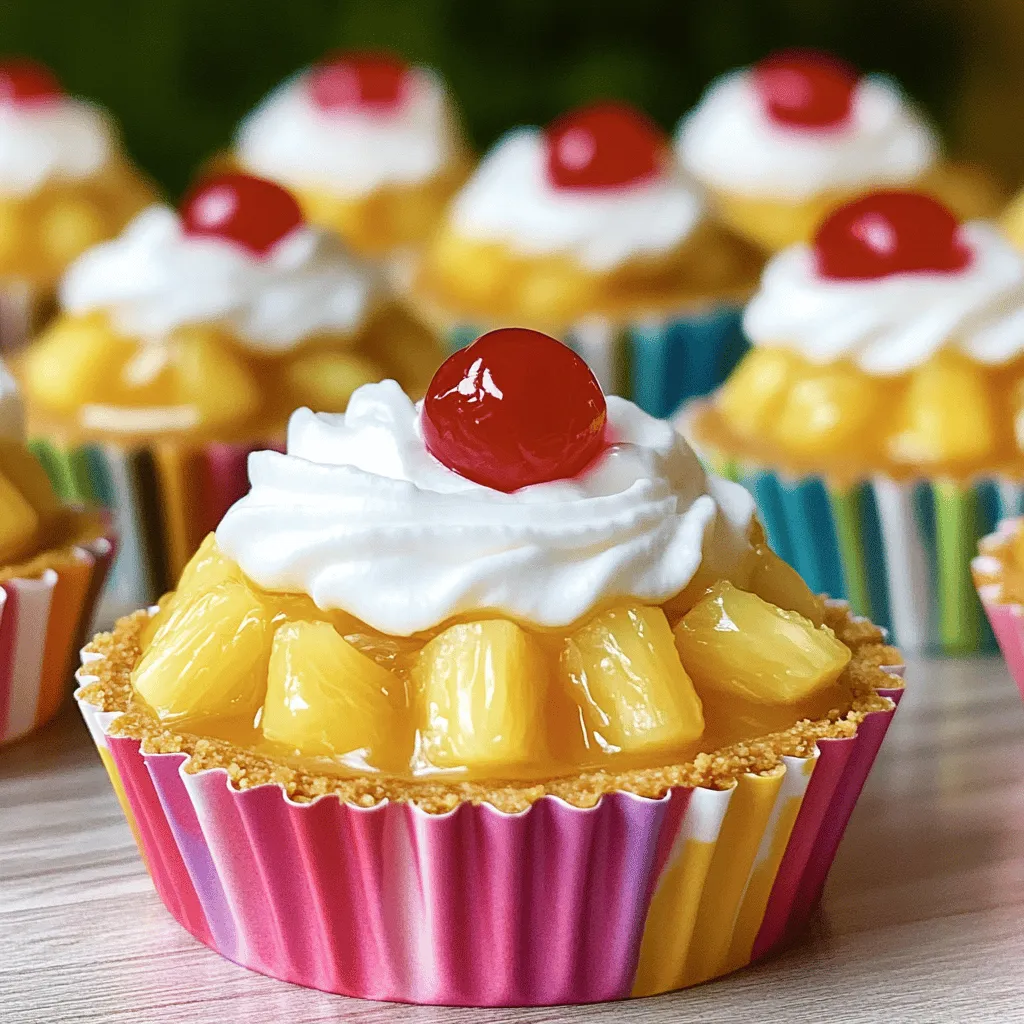 Für die Mini-Ananas-Umbaukäsekuchen brauchst du: - 1 Tasse zerbröselte Graham-Cracker - 1/4 Tasse ungesalzene Butter, geschmolzen - 2 Esslöffel Brauner Zucker - 225 g Frischkäse, erweicht - 100 g Kristallzucker - 1 Teelöffel Vanilleextrakt - 1/4 Tasse saure Sahne - 1 großes Ei - 1 Tasse frische Ananas, gewürfelt (oder abgetropfte Dosenananas) - Maraschino-Kirschen zum Garnieren - Schlagsahne (optional für die Dekoration) Die Hauptzutaten dieser Mini-Käsekuchen bringen viele Nährstoffe. Frischkäse liefert Kalzium und Proteine. Ananas ist reich an Vitamin C und Ballaststoffen. Graham-Cracker bieten dir eine gute Basis mit Kohlenhydraten. Butter gibt Geschmack, aber auch Kalorien. Zucker macht es süß, hat aber viele Kalorien. Diese Mischung ist lecker, aber auch kalorienreich. Wenn du frische Ananas wählst, achte auf diese Punkte: - Die Schale sollte goldbraun sein und leicht nachgeben. - Der Duft muss süß und fruchtig sein. - Die Blätter oben sollten frisch und grün wirken. - Wähle eine Ananas, die schwer für ihre Größe ist. Mit diesen Tipps findest du die beste Ananas für deine Mini-Ananas-Umbaukäsekuchen. Frische Ananas gibt den Käsekuchen einen tollen Geschmack. Sie macht sie saftig und fruchtig. Um die Kruste zu machen, mischen Sie in einer mittleren Schüssel die zerbröselten Graham-Cracker, die geschmolzene Butter und den braunen Zucker. Rühren Sie die Mischung gut um, bis sie wie nasser Sand aussieht. Dies gibt der Kruste die perfekte Textur. Füllen Sie die Mischung gleichmäßig in die Muffinförmchen und drücken Sie sie fest. Achten Sie darauf, dass die Kruste stabil ist. Nun kommen wir zur Füllung! Schlagen Sie den erweichten Frischkäse in einer großen Schüssel glatt. Fügen Sie dann den Kristallzucker, den Vanilleextrakt und die saure Sahne hinzu. Mixen Sie gut, bis die Mischung schön cremig ist. Geben Sie das Ei hinzu und rühren Sie kurz. Es ist wichtig, nicht zu lange zu mixen, damit die Füllung fluffig bleibt. Falten Sie dann die gewürfelte Ananas vorsichtig unter. Löffeln Sie die Käsekuchenfüllung gleichmäßig auf die Krusten. Füllen Sie jedes Förmchen bis zu drei Viertel voll. Backen Sie die Mini-Käsekuchen bei 160 °C für 18-20 Minuten. Sie sind fertig, wenn die Ränder fest sind und die Mitte leicht wackelt. Lassen Sie die Käsekuchen nach dem Backen 10 Minuten im Blech abkühlen. Stellen Sie sie dann für mindestens 2 Stunden in den Kühlschrank, damit sie fest werden. Nach dem Kühlen können Sie die Käsekuchen vorsichtig aus den Förmchen nehmen und mit Ananas und Sahne garnieren. Für das vollständige Rezept und die genauen Schritte schauen Sie sich das [Full Recipe] an. Ein häufiges Problem ist, wenn die Käsekuchen nicht fest werden. Um das zu vermeiden, heizen Sie den Ofen richtig vor. Achten Sie darauf, die Käsekuchen nicht zu lange zu backen. Wenn die Ränder fest sind und die Mitte leicht wackelt, sind sie perfekt. Ein weiteres Problem ist das Rissige an der Oberfläche. Um dies zu verhindern, schlagen Sie die Mischung nicht zu lange. Zu viel Luft kann Risse verursachen. Eine langsame und gleichmäßige Rührtechnik ist der Schlüssel. Die beste Zeit, um die Mini-Käsekuchen zu machen, ist am Vortag. So haben sie genug Zeit, um zu kühlen und fest zu werden. Sie können sie auch einige Stunden vor einer Party zubereiten. So bleibt der Druck weg, und Sie können sich entspannen. Wenn die Käsekuchen gut gekühlt sind, schmecken sie am besten. Die Dekoration macht viel aus! Verwenden Sie frische Ananasstücke und Maraschino-Kirschen. Ein Klecks Schlagsahne obenauf macht sie noch schöner. Servieren Sie die Käsekuchen auf einem schönen Dessertteller. Das zieht die Blicke an und macht Lust auf mehr. Wenn Sie etwas mehr Farbe möchten, fügen Sie Minzblätter hinzu. Das sieht nicht nur toll aus, sondern schmeckt auch frisch. {{image_4}} Mini Pineapple Upside-Down Cheesecakes lassen sich leicht mit anderen Früchten abwandeln. Mango und Kirschen sind tolle Alternativen. Für Mango verwenden Sie frische Stücke. Schneiden Sie sie klein und falten Sie sie in die Käsekuchenmasse. Kirschen sind ebenfalls eine süße Wahl. Verwenden Sie entsteinte Kirschen und fügen Sie sie direkt hinzu. Diese Variationen bieten neue Geschmäcker und machen das Dessert spannend. Für eine glutenfreie Variante tauschen Sie die Graham-Cracker gegen glutenfreie Kekse aus. Achten Sie darauf, dass die Butter ebenfalls glutenfrei ist. Die restlichen Zutaten bleiben gleich. So genießen alle Gäste ein leckeres Dessert ohne Gluten. Glutenfreie Mini-Käsekuchen schmecken genauso gut wie die klassischen. Um eine vegane Version zu machen, ersetzen Sie den Frischkäse durch pflanzlichen Frischkäse. Anstelle des Eies verwenden Sie eine Mischung aus einem Esslöffel Leinsamen und drei Esslöffeln Wasser. Lassen Sie das kurz quellen. Die Butter kann durch Kokosöl ersetzt werden. So erhalten Sie ein köstliches veganes Dessert, das alle erfreut. Für die vollständige Rezeptanleitung schauen Sie sich das [Full Recipe] an. Lagern Sie Ihre Mini-Käsekuchen im Kühlschrank. Verwenden Sie eine luftdichte Box, um sie frisch zu halten. Legen Sie ein Stück Frischhaltefolie über die Käsekuchen, falls nötig. So bleibt die Creme schön und feucht. Vermeiden Sie es, sie in einem warmen Raum zu lassen. Die Hitze lässt sie schmelzen und verlieren ihre Form. Im Kühlschrank bleiben die Mini-Käsekuchen etwa fünf bis sieben Tage frisch. Achten Sie darauf, sie gut abzudecken. Nach ein paar Tagen können sie an Geschmack verlieren. Wenn sie anfangen, seltsam zu riechen, entsorgen Sie sie sofort. Es ist besser, auf Nummer sicher zu gehen. Möchten Sie die Mini-Käsekuchen länger aufbewahren? Frieren Sie sie ein! Lassen Sie sie zuerst vollständig abkühlen. Wickeln Sie jeden Käsekuchen in Frischhaltefolie ein. Legen Sie sie dann in einen gefrierfesten Beutel oder Behälter. So bleiben sie bis zu drei Monate haltbar. Zum Auftauen legen Sie sie einfach in den Kühlschrank. Lassen Sie sie über Nacht auftauen, um die beste Textur zu erhalten. Wenn die Käsekuchen nicht fest werden, kann das mehrere Gründe haben. Zuerst sollten Sie sicherstellen, dass Sie die richtige Backzeit einhalten. Die Käsekuchen sollten leicht wackeln, aber die Ränder müssen fest sein. Wenn sie nach dem Kühlen immer noch zu weich sind, lassen Sie sie länger im Kühlschrank. Manchmal hilft es auch, die Mini-Käsekuchen in den Tiefkühler zu legen. Achten Sie darauf, die Füllung nicht zu übermixen, da dies Luft einführt und die Käsekuchen beim Abkühlen aufgehen können. Ja, Sie können die Mini-Käsekuchen im Voraus zubereiten. Sie schmecken sogar besser, wenn sie einige Stunden oder über Nacht kühl stehen. Bereiten Sie die Käsekuchen einfach nach dem Rezept vor und kühlen Sie sie dann. Wenn Sie sie am nächsten Tag servieren möchten, lassen Sie sie einfach im Kühlschrank. Das macht es leicht, wenn Gäste kommen oder wenn Sie für eine Feier backen. Servieren Sie die Mini-Ananas-Umbaukäsekuchen auf einem hübschen Dessertteller. Das macht einen schönen Eindruck. Fügen Sie frische Ananasstücke oder Minzblätter hinzu, um die Farben zu verstärken. Garnieren Sie jeden Käsekuchen mit einem Klecks Schlagsahne und einer Maraschino-Kirsche. So sehen sie nicht nur lecker aus, sondern schmecken auch fantastisch! In diesem Blogbeitrag haben wir alle wichtigen Aspekte für einen perfekten Mini-Ananas-Käsekuchen behandelt. Wir haben die benötigten Zutaten und die Nährwerte besprochen. Die Schritt-für-Schritt-Anleitung hilft dir bei der Zubereitung, während unsere Tipps häufige Fehler vermeiden. Du kannst auch kreative Variationen ausprobieren und erhältst nützliche Lagerungshinweise. Denke daran, dass frische Zutaten und gute Planung der Schlüssel sind. Nutze alle Tipps, um deinen Käsekuchen zum Star jeder Feier zu machen. Viel Spaß beim Backen!