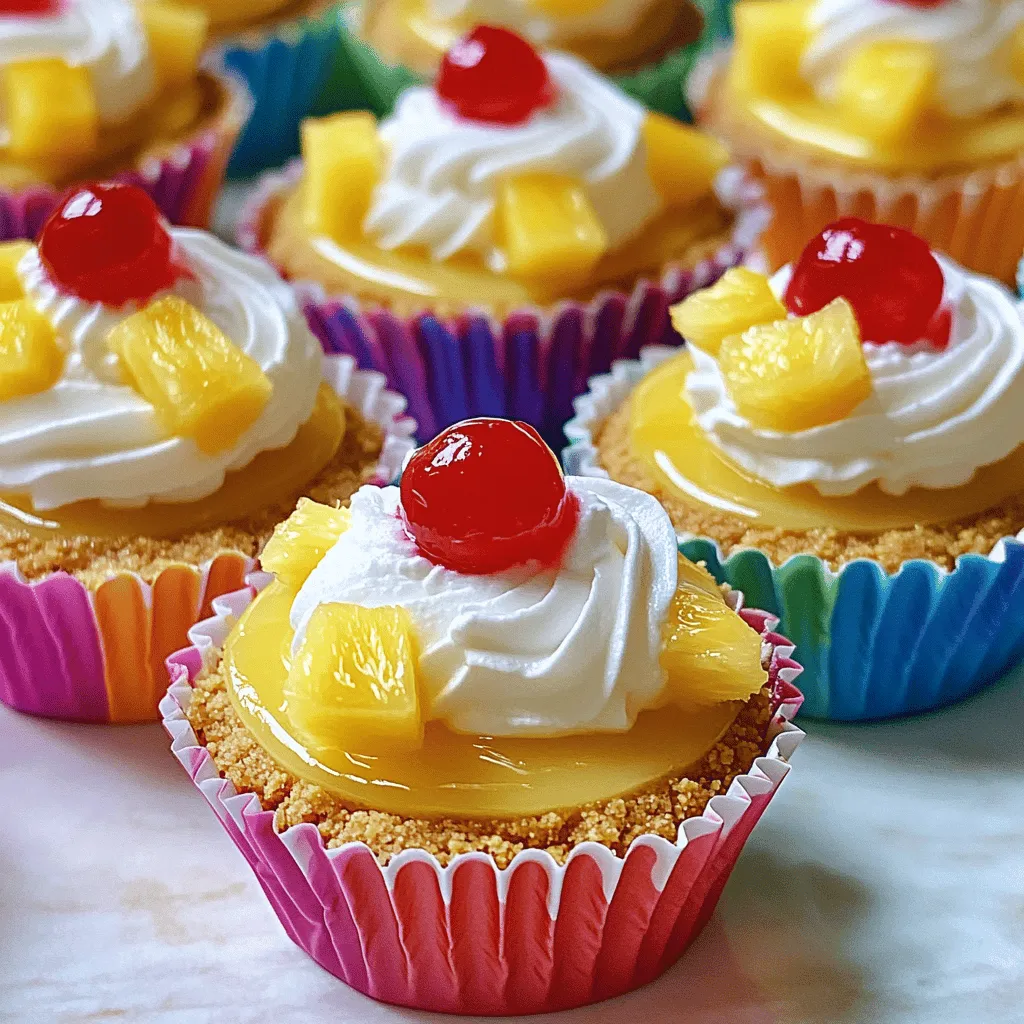 Für die Mini-Ananas-Umbaukäsekuchen brauchst du: - 1 Tasse zerbröselte Graham-Cracker - 1/4 Tasse ungesalzene Butter, geschmolzen - 2 Esslöffel Brauner Zucker - 225 g Frischkäse, erweicht - 100 g Kristallzucker - 1 Teelöffel Vanilleextrakt - 1/4 Tasse saure Sahne - 1 großes Ei - 1 Tasse frische Ananas, gewürfelt (oder abgetropfte Dosenananas) - Maraschino-Kirschen zum Garnieren - Schlagsahne (optional für die Dekoration) Die Hauptzutaten dieser Mini-Käsekuchen bringen viele Nährstoffe. Frischkäse liefert Kalzium und Proteine. Ananas ist reich an Vitamin C und Ballaststoffen. Graham-Cracker bieten dir eine gute Basis mit Kohlenhydraten. Butter gibt Geschmack, aber auch Kalorien. Zucker macht es süß, hat aber viele Kalorien. Diese Mischung ist lecker, aber auch kalorienreich. Wenn du frische Ananas wählst, achte auf diese Punkte: - Die Schale sollte goldbraun sein und leicht nachgeben. - Der Duft muss süß und fruchtig sein. - Die Blätter oben sollten frisch und grün wirken. - Wähle eine Ananas, die schwer für ihre Größe ist. Mit diesen Tipps findest du die beste Ananas für deine Mini-Ananas-Umbaukäsekuchen. Frische Ananas gibt den Käsekuchen einen tollen Geschmack. Sie macht sie saftig und fruchtig. Um die Kruste zu machen, mischen Sie in einer mittleren Schüssel die zerbröselten Graham-Cracker, die geschmolzene Butter und den braunen Zucker. Rühren Sie die Mischung gut um, bis sie wie nasser Sand aussieht. Dies gibt der Kruste die perfekte Textur. Füllen Sie die Mischung gleichmäßig in die Muffinförmchen und drücken Sie sie fest. Achten Sie darauf, dass die Kruste stabil ist. Nun kommen wir zur Füllung! Schlagen Sie den erweichten Frischkäse in einer großen Schüssel glatt. Fügen Sie dann den Kristallzucker, den Vanilleextrakt und die saure Sahne hinzu. Mixen Sie gut, bis die Mischung schön cremig ist. Geben Sie das Ei hinzu und rühren Sie kurz. Es ist wichtig, nicht zu lange zu mixen, damit die Füllung fluffig bleibt. Falten Sie dann die gewürfelte Ananas vorsichtig unter. Löffeln Sie die Käsekuchenfüllung gleichmäßig auf die Krusten. Füllen Sie jedes Förmchen bis zu drei Viertel voll. Backen Sie die Mini-Käsekuchen bei 160 °C für 18-20 Minuten. Sie sind fertig, wenn die Ränder fest sind und die Mitte leicht wackelt. Lassen Sie die Käsekuchen nach dem Backen 10 Minuten im Blech abkühlen. Stellen Sie sie dann für mindestens 2 Stunden in den Kühlschrank, damit sie fest werden. Nach dem Kühlen können Sie die Käsekuchen vorsichtig aus den Förmchen nehmen und mit Ananas und Sahne garnieren. Für das vollständige Rezept und die genauen Schritte schauen Sie sich das [Full Recipe] an. Ein häufiges Problem ist, wenn die Käsekuchen nicht fest werden. Um das zu vermeiden, heizen Sie den Ofen richtig vor. Achten Sie darauf, die Käsekuchen nicht zu lange zu backen. Wenn die Ränder fest sind und die Mitte leicht wackelt, sind sie perfekt. Ein weiteres Problem ist das Rissige an der Oberfläche. Um dies zu verhindern, schlagen Sie die Mischung nicht zu lange. Zu viel Luft kann Risse verursachen. Eine langsame und gleichmäßige Rührtechnik ist der Schlüssel. Die beste Zeit, um die Mini-Käsekuchen zu machen, ist am Vortag. So haben sie genug Zeit, um zu kühlen und fest zu werden. Sie können sie auch einige Stunden vor einer Party zubereiten. So bleibt der Druck weg, und Sie können sich entspannen. Wenn die Käsekuchen gut gekühlt sind, schmecken sie am besten. Die Dekoration macht viel aus! Verwenden Sie frische Ananasstücke und Maraschino-Kirschen. Ein Klecks Schlagsahne obenauf macht sie noch schöner. Servieren Sie die Käsekuchen auf einem schönen Dessertteller. Das zieht die Blicke an und macht Lust auf mehr. Wenn Sie etwas mehr Farbe möchten, fügen Sie Minzblätter hinzu. Das sieht nicht nur toll aus, sondern schmeckt auch frisch. {{image_4}} Mini Pineapple Upside-Down Cheesecakes lassen sich leicht mit anderen Früchten abwandeln. Mango und Kirschen sind tolle Alternativen. Für Mango verwenden Sie frische Stücke. Schneiden Sie sie klein und falten Sie sie in die Käsekuchenmasse. Kirschen sind ebenfalls eine süße Wahl. Verwenden Sie entsteinte Kirschen und fügen Sie sie direkt hinzu. Diese Variationen bieten neue Geschmäcker und machen das Dessert spannend. Für eine glutenfreie Variante tauschen Sie die Graham-Cracker gegen glutenfreie Kekse aus. Achten Sie darauf, dass die Butter ebenfalls glutenfrei ist. Die restlichen Zutaten bleiben gleich. So genießen alle Gäste ein leckeres Dessert ohne Gluten. Glutenfreie Mini-Käsekuchen schmecken genauso gut wie die klassischen. Um eine vegane Version zu machen, ersetzen Sie den Frischkäse durch pflanzlichen Frischkäse. Anstelle des Eies verwenden Sie eine Mischung aus einem Esslöffel Leinsamen und drei Esslöffeln Wasser. Lassen Sie das kurz quellen. Die Butter kann durch Kokosöl ersetzt werden. So erhalten Sie ein köstliches veganes Dessert, das alle erfreut. Für die vollständige Rezeptanleitung schauen Sie sich das [Full Recipe] an. Lagern Sie Ihre Mini-Käsekuchen im Kühlschrank. Verwenden Sie eine luftdichte Box, um sie frisch zu halten. Legen Sie ein Stück Frischhaltefolie über die Käsekuchen, falls nötig. So bleibt die Creme schön und feucht. Vermeiden Sie es, sie in einem warmen Raum zu lassen. Die Hitze lässt sie schmelzen und verlieren ihre Form. Im Kühlschrank bleiben die Mini-Käsekuchen etwa fünf bis sieben Tage frisch. Achten Sie darauf, sie gut abzudecken. Nach ein paar Tagen können sie an Geschmack verlieren. Wenn sie anfangen, seltsam zu riechen, entsorgen Sie sie sofort. Es ist besser, auf Nummer sicher zu gehen. Möchten Sie die Mini-Käsekuchen länger aufbewahren? Frieren Sie sie ein! Lassen Sie sie zuerst vollständig abkühlen. Wickeln Sie jeden Käsekuchen in Frischhaltefolie ein. Legen Sie sie dann in einen gefrierfesten Beutel oder Behälter. So bleiben sie bis zu drei Monate haltbar. Zum Auftauen legen Sie sie einfach in den Kühlschrank. Lassen Sie sie über Nacht auftauen, um die beste Textur zu erhalten. Wenn die Käsekuchen nicht fest werden, kann das mehrere Gründe haben. Zuerst sollten Sie sicherstellen, dass Sie die richtige Backzeit einhalten. Die Käsekuchen sollten leicht wackeln, aber die Ränder müssen fest sein. Wenn sie nach dem Kühlen immer noch zu weich sind, lassen Sie sie länger im Kühlschrank. Manchmal hilft es auch, die Mini-Käsekuchen in den Tiefkühler zu legen. Achten Sie darauf, die Füllung nicht zu übermixen, da dies Luft einführt und die Käsekuchen beim Abkühlen aufgehen können. Ja, Sie können die Mini-Käsekuchen im Voraus zubereiten. Sie schmecken sogar besser, wenn sie einige Stunden oder über Nacht kühl stehen. Bereiten Sie die Käsekuchen einfach nach dem Rezept vor und kühlen Sie sie dann. Wenn Sie sie am nächsten Tag servieren möchten, lassen Sie sie einfach im Kühlschrank. Das macht es leicht, wenn Gäste kommen oder wenn Sie für eine Feier backen. Servieren Sie die Mini-Ananas-Umbaukäsekuchen auf einem hübschen Dessertteller. Das macht einen schönen Eindruck. Fügen Sie frische Ananasstücke oder Minzblätter hinzu, um die Farben zu verstärken. Garnieren Sie jeden Käsekuchen mit einem Klecks Schlagsahne und einer Maraschino-Kirsche. So sehen sie nicht nur lecker aus, sondern schmecken auch fantastisch! In diesem Blogbeitrag haben wir alle wichtigen Aspekte für einen perfekten Mini-Ananas-Käsekuchen behandelt. Wir haben die benötigten Zutaten und die Nährwerte besprochen. Die Schritt-für-Schritt-Anleitung hilft dir bei der Zubereitung, während unsere Tipps häufige Fehler vermeiden. Du kannst auch kreative Variationen ausprobieren und erhältst nützliche Lagerungshinweise. Denke daran, dass frische Zutaten und gute Planung der Schlüssel sind. Nutze alle Tipps, um deinen Käsekuchen zum Star jeder Feier zu machen. Viel Spaß beim Backen!