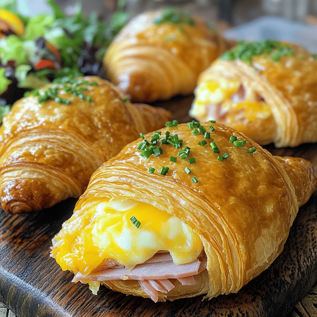 Um einen Buttery Ham and Cheese Croissant zuzubereiten, brauchst du einige Hauptzutaten. Du benötigst große Croissants, Kochschinken, Gruyère-Käse und Butter. Dijon-Senf und frische Schnittlauch bringen extra Geschmack. Denke daran, Salz und Pfeffer für die Würze hinzuzufügen.