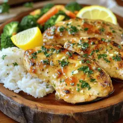 - 4 Hähnchenbrustfilets (ohne Haut und Knochen) - 1/2 Tasse ungesalzene Butter - 8 Knoblauchzehen, fein gehackt Die Hauptzutaten sind einfach zu finden. Die Hähnchenbrust ist mager und schnell zu garen. Butter macht das Gericht reichhaltig und lecker. Knoblauch bringt einen starken Geschmack. Er macht das Hähnchen besonders. - 1 Teelöffel getrockener Thymian - 1 Teelöffel getrockener Rosmarin - 1 Teelöffel Paprika - Salz und Pfeffer nach Geschmack Die Gewürze sind wichtig für den Geschmack. Thymian und Rosmarin geben eine herzhafte Note. Paprika sorgt für etwas Farbe und Würze. Salz und Pfeffer bringen alles zusammen. Ich empfehle, die Gewürze frisch zu nutzen, wenn möglich. - 2 Esslöffel frische Petersilie, gehackt - Saft von 1 Zitrone - 1 Tasse Hühnerbrühe Die Petersilie ist perfekt zum Garnieren. Sie bringt frische Farbe ins Gericht. Zitronensaft fügt Säure und Frische hinzu. Hühnerbrühe macht die Soße reichhaltig. Sie sorgt für den vollmundigen Geschmack. Für das vollständige Rezept schauen Sie sich [Full Recipe] an. Zuerst werde ich die Hähnchenbrustfilets würzen. Ich tupfe sie mit einem Küchentuch trocken. Dann gebe ich Salz, Pfeffer und Paprika auf beide Seiten. Ich füge auch die Hälfte des Thymians und Rosmarins hinzu. Jetzt lasse ich die Gewürze einziehen. Das gibt dem Hähnchen viel Geschmack. Jetzt kommt die Butter dran. Ich nehme eine große Pfanne und schmelze die Butter bei mittlerer Hitze. Sobald die Butter geschmolzen ist, füge ich den gehackten Knoblauch hinzu. Ich brate den Knoblauch 1-2 Minuten an, bis er duftet. Dabei achte ich darauf, dass der Knoblauch nicht verbrennt. Das gibt der Butter einen tollen Geschmack. Jetzt erhöhe ich die Hitze auf mittel-hoch. Ich lege die gewürzten Hähnchenbrustfilets in die Pfanne. Jedes Filet brate ich etwa 5-6 Minuten auf jeder Seite. Sie sollten goldbraun und durchgegart sein. Die Innentemperatur muss 75°C erreichen. Nachdem ich das Hähnchen gebraten habe, nehme ich es aus der Pfanne und lege es auf einen Teller. In derselben Pfanne gebe ich die Hühnerbrühe und den Zitronensaft dazu. Ich nehme einen Holzlöffel und löse die Bratensäfte vom Pfannenboden. Dann füge ich den restlichen Thymian und Rosmarin hinzu. Ich lasse die Mischung 2-3 Minuten köcheln, damit sich die Aromen entfalten. Jetzt ist es Zeit zu kombinieren. Ich gebe die Hähnchenbrustfilets zurück in die Pfanne. Dann löffle ich die Knoblauchbuttersoße darüber. Ich lasse alles 2-3 Minuten köcheln. So verbinden sich die Geschmäcker gut. Vor dem Servieren streue ich die gehackte Petersilie drüber. Dann serviere ich das Hähnchen heiß mit Beilagen wie Reis oder Gemüse. Du kannst auch die Soße aus der Pfanne darüberträufeln. Für die gesamte Zubereitung empfehle ich dir die [Full Recipe]. Um dein Hähnchen perfekt anzubraten, achte auf die Temperatur. Beginne bei mittlerer Hitze, um die Butter zu schmelzen. Wenn du das Hähnchen hinzufügst, erhöhe die Hitze auf mittel-hoch. Brate jedes Filet etwa 5-6 Minuten auf jeder Seite. So bekommst du eine schöne goldbraune Kruste. Achte darauf, dass die Innentemperatur des Hähnchens 75°C erreicht. Das sorgt für Saftigkeit und Sicherheit. Der Knoblauch ist der Star in diesem Gericht. Hacke die Zehen fein, damit sie gleichmäßig braten. Füge den Knoblauch in die Butter hinzu, sobald sie geschmolzen ist. Brate ihn 1-2 Minuten, bis er duftet. Achte darauf, dass er nicht verbrennt, denn verbrannter Knoblauch schmeckt bitter. Du kannst auch etwas Knoblauchpulver verwenden, um den Geschmack zu intensivieren. Um die Soße noch besser zu machen, füge verschiedene Geschmäcker hinzu. Experimentiere mit Zitronensaft, um Frische zu bringen. Du kannst auch einen Schuss Weißwein hinzufügen, um die Aromen zu vertiefen. Kräuter wie Oregano oder Basilikum passen ebenfalls gut dazu. Wenn du es scharf magst, füge eine Prise Cayennepfeffer hinzu. Diese Variationen bringen neue Geschmacksrichtungen in dein Knoblauchbutter-Hühnchen. Für das vollständige Rezept schau dir die [Full Recipe] an. {{image_4}} Du kannst Knoblauchbutter-Hühnchen auch mit anderen Fleischsorten zubereiten. Zum Beispiel, probiere es mit Pute. Putenbrust hat einen ähnlichen Geschmack und bleibt saftig. Auch Schweinefilet ist eine gute Wahl. Es nimmt die Gewürze gut auf. Du kannst die Garzeiten anpassen. Achte darauf, die Innentemperatur bei 75°C zu halten. Wenn du eine vegane Option willst, ersetze das Hähnchen durch Tofu oder Seitan. Tofu nimmt die Aromen gut auf. Marinier ihn vorher in einer Mischung aus Zitronensaft, Knoblauch und Kräutern. Für die Butter kannst du pflanzliche Margarine verwenden. Das sorgt für einen ähnlichen Geschmack. Eine vegane Brühe gibt zusätzliche Tiefe. Zu Knoblauchbutter-Hühnchen passen viele Beilagen. Reis ist einfach und lecker. Er nimmt die Soße gut auf. Auch gedämpftes Gemüse ist eine tolle Wahl. Brokkoli oder grüne Bohnen bringen Farbe auf den Teller. Kartoffelpüree ist ebenfalls eine gute Option. Es ergänzt die reichhaltige Soße perfekt. Experimentiere mit verschiedenen Beilagen für Abwechslung. Um Knoblauchbutter-Hühnchen frisch zu halten, lege die Reste in einen luftdichten Behälter. Stelle sicher, dass das Hühnchen abgekühlt ist, bevor du es einpackst. Lagere es im Kühlschrank für bis zu drei Tage. So bleibt das Fleisch zart und die Aromen erhalten. Wenn du mehr Knoblauchbutter-Hühnchen zubereitest, kannst du es einfrieren. Lass das Hühnchen zuerst abkühlen. Teile es dann in Portionen und lege sie in Gefrierbeutel. Drücke die Luft heraus, bevor du sie verschließt. So bleibt das Gericht bis zu drei Monate frisch. Die Haltbarkeit von Knoblauchbutter-Hühnchen hängt von der Lagerung ab. Im Kühlschrank bleibt es drei Tage genießbar. Eingefroren kannst du es bis zu drei Monate verwenden. Achte darauf, das Hühnchen auf Anzeichen von Gefrierbrand oder unangenehmen Gerüchen zu überprüfen. Die Zubereitung von Knoblauchbutter-Hühnchen dauert insgesamt etwa 30 Minuten. Die Vorbereitungszeit beträgt rund 10 Minuten. In dieser Zeit würzen Sie die Hähnchenbrustfilets und bereiten die Zutaten vor. Danach brauchen Sie etwa 20 Minuten zum Kochen. Sie braten das Hähnchen und machen die Soße in der gleichen Pfanne. So sparen Sie Zeit und haben weniger Abwasch. Ja, Sie können die Butter durch Öl ersetzen. Verwenden Sie ein geschmacksneutrales Öl wie Raps- oder Olivenöl. Das Öl gibt dem Gericht eine andere Textur, aber es bleibt lecker. Achten Sie darauf, die Menge anzupassen. Sie können etwa 1/3 Tasse Öl verwenden. Das Ergebnis wird trotzdem gut schmecken. Zu Knoblauchbutter-Hühnchen passen viele Beilagen. Hier sind einige Vorschläge: - Reis: Er absorbiert die köstliche Soße. - Gedämpftes Gemüse: Brokkoli oder grüne Bohnen sind perfekt. - Kartoffeln: Püree oder Bratkartoffeln ergänzen den Geschmack. - Salat: Ein frischer grüner Salat bringt Frische. Diese Beilagen machen Ihr Gericht noch besser und runden das Essen ab. Probieren Sie verschiedene Kombinationen aus! Für die genaue Zubereitung, schauen Sie sich das [Full Recipe] an. In diesem Artikel haben wir die Zutaten und Zubereitung des Knoblauchbutter-Hühnchens besprochen. Wir haben die Hauptzutaten wie Hähnchen, Butter und Knoblauch betrachtet. Außerdem haben wir Tipps gegeben, um das Hähnchen perfekt anzubraten. Variationen für andere Fleischsorten und vegane Optionen wurden ebenfalls vorgestellt. Kochen kann einfach und lecker sein. Experimentiere mit den Tipps und genieße dein Gericht!