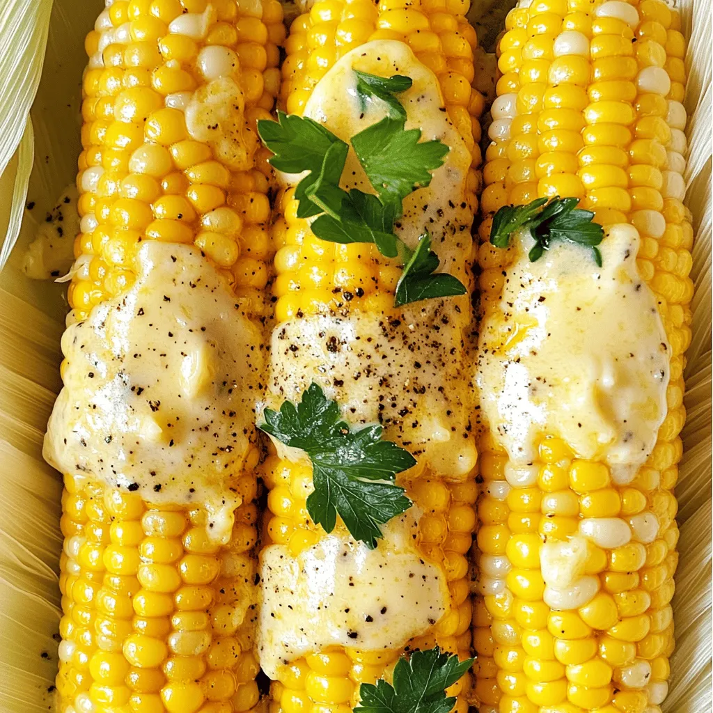 Zitronenpfeffer-Maiskolben sind einfach und lecker. Du brauchst nur wenige Zutaten. Die Zutaten sind frische Maiskolben, Butter, Zitronenschale, Zitronensaft, schwarzer Pfeffer und Meersalz. Optional kannst du frische Petersilie für die Garnitur nutzen.