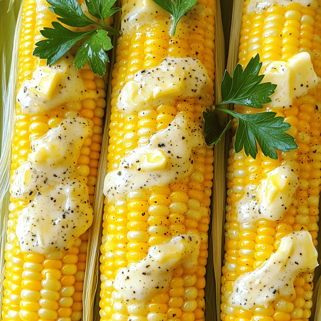 Zitronenpfeffer-Maiskolben sind einfach und lecker. Du brauchst nur wenige Zutaten. Die Zutaten sind frische Maiskolben, Butter, Zitronenschale, Zitronensaft, schwarzer Pfeffer und Meersalz. Optional kannst du frische Petersilie für die Garnitur nutzen.