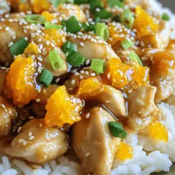 Für das leckere 3 Ingredient Orange Chicken brauchst du nur drei einfache Zutaten: - 450 g Hähnchenschenkel, ohne Knochen und Haut, gewürfelt - 1 Tasse Orangenmarmelade - 2 Esslöffel Sojasauce Diese Zutaten sind leicht zu finden. Sie geben dem Gericht den perfekten süßen und salzigen Geschmack. Beim Hähnchen empfehle ich frische, hochwertige Stücke. Achte darauf, dass das Fleisch nicht gefroren ist. Für die Orangenmarmelade wähle eine Marke mit echtem Fruchtanteil. Dies sorgt für einen besseren Geschmack. Die Sojasauce sollte dunkel und reichhaltig sein. Sie bringt mehr Tiefe in die Sauce. Das Rezept ergibt vier Portionen. Du kannst die Menge leicht anpassen: - Für zwei Portionen: 225 g Hähnchen, ½ Tasse Marmelade, 1 Esslöffel Sojasauce. - Für sechs Portionen: 675 g Hähnchen, 1 ½ Tassen Marmelade, 3 Esslöffel Sojasauce. Mit diesen einfachen Anpassungen bleibt das Gericht lecker und sättigend. Nutze die Full Recipe für weitere Details und Tipps! Zuerst nimm eine mittelgroße Schüssel. Füge 1 Tasse Orangenmarmelade und 2 Esslöffel Sojasauce hinzu. Rühre die Mischung gut um, bis sie glatt ist. Diese Sauce wird dein Hauptgeschmacksträger sein. Sie ist süß und salzig zugleich. Erhitze eine große Pfanne bei mittlerer bis hoher Hitze. Gib die gewürfelten Hähnchenteile in die Pfanne. Brate das Hähnchen 5 bis 7 Minuten lang an. Es sollte leicht braun und durchgegart sein. Achte darauf, es regelmäßig umzurühren, damit es gleichmäßig gart. Reduziere die Hitze auf mittlere Stufe. Gieße die vorbereitete Orangensauce gleichmäßig über das Hähnchen. Rühre gut um, damit die Sauce alle Hähnchenteile bedeckt. Lass das Ganze für weitere 5 bis 7 Minuten köcheln. Die Sauce wird dicker und klebrig. Rühre zwischendurch um, damit nichts an der Pfanne kleben bleibt. Wenn die Sauce die gewünschte Dicke hat, nimm die Pfanne vom Herd. Um die perfekte Sauce für dein Orangenhähnchen zu erhalten, ist die richtige Mischung wichtig. Die Sojasauce und die Orangenmarmelade sollten gut vermischt sein. Dies gibt der Sauce die süße Note und die salzige Tiefe. Achte darauf, die Hitze beim Kochen zu kontrollieren. Eine mittlere Hitze hilft, die Sauce gleichmäßig dick zu machen. Wenn die Sauce zu dünn ist, koche sie länger. Rühre dabei oft um, damit sie nicht anbrennt. Ein häufiger Fehler ist, das Hähnchen zu lange zu garen. Das Hähnchen wird dann trocken und zäh. Brate es nur, bis es goldbraun und durchgegart ist. Ein weiterer Fehler ist, die Sauce nicht genug zu rühren. Wenn du die Sauce nicht gut verteilst, klebt das Hähnchen an der Pfanne. Überprüfe auch die Hitze. Zu hohe Hitze kann die Sauce verbrennen und bitter machen. Die Garzeit für das Hähnchen beträgt etwa 5-7 Minuten. Das hängt von der Größe der Stücke ab. Wenn du größere Stücke verwendest, verlängere die Zeit etwas. Für die Sauce solltest du ebenfalls 5-7 Minuten einplanen, um die richtige Dicke zu erreichen. Wenn du mehr Sauce möchtest, verdopple die Menge an Marmelade und Sojasauce. Teste die Konsistenz, bis sie dir gefällt. {{image_4}} Wenn du eine vegetarische Version machen möchtest, nutze Tofu statt Hähnchen. Schneide den Tofu in Würfel und brate ihn goldbraun an. Der Tofu nimmt die süße Sauce gut auf. Du kannst auch Tempeh oder Seitan verwenden. Diese Optionen sind herzhaft und lecker. Um den Geschmack zu intensivieren, füge frischen Ingwer oder Knoblauch hinzu. Eine kleine Menge Chili kann auch für einen scharfen Kick sorgen. Du kannst auch einen Spritzer Limettensaft hinzufügen. Dies bringt eine frische Note in die Sauce. Für mehr Textur probiere geröstete Erdnüsse oder Cashewkerne. Serviere dein Orangenhähnchen mit fluffigem, weißem Reis oder Quinoa. Gedämpfter Brokkoli passt auch perfekt dazu. Für eine knusprige Note kannst du Frühlingsrollen als Beilage anbieten. Garniere das Gericht mit frischen Kräutern oder gehackten Frühlingszwiebeln. Dies macht das Gericht noch ansprechender. Um dein 3 Ingredient Orange Chicken frisch zu halten, lagere es in einem luftdichten Behälter. So bleibt das Hähnchen saftig und die Sauce bleibt klebrig. Stelle sicher, dass das Gericht abgekühlt ist, bevor du es in den Kühlschrank stellst. So vermeidest du Kondensation, die das Essen wässrig machen könnte. Du kannst Reste auch einfrieren. Teile das Hähnchen in Portionen und lege sie in Gefrierbeutel. Vergiss nicht, die Luft herauszudrücken, bevor du sie verschließt. So bleibt das Hähnchen bis zu drei Monate frisch. Wenn du bereit bist, es zu genießen, lasse es über Nacht im Kühlschrank auftauen. Um das Hähnchen wieder aufzuwärmen, kannst du es in einer Pfanne auf mittlerer Hitze erhitzen. Füge einen kleinen Schuss Wasser oder Brühe hinzu, um ein Ankleben zu verhindern. Alternativ kannst du die Mikrowelle nutzen. Stelle die Leistung auf mittel und erwärme das Hähnchen in Intervallen von 30 Sekunden. So bleibt das Gericht lecker und nicht trocken. Für das vollständige Rezept, schau dir die Full Recipe an. Du kannst das Rezept leicht anpassen. Füge Ingwer für mehr Geschmack hinzu. Oder probiere Knoblauch für eine herzhaftere Note. Du kannst auch den Zucker in der Marmelade reduzieren, falls du es weniger süß magst. Ja, du kannst frisches Obst nutzen! Verwende frisch gepressten Orangensaft und etwas Zucker. Das gibt deinem Gericht einen frischen Geschmack. Du kannst auch andere Zitrusfrüchte probieren, wie Limetten oder Grapefruits. Orangenhähnchen schmeckt toll mit Reis. Probiere weißen Reis oder Jasminreis. Auch gedämpfter Brokkoli passt gut dazu. Für etwas Knusprigkeit sind gebratene Gemüse eine tolle Wahl. Du kannst auch einen frischen Salat servieren. Für das vollständige Rezept schau dir den Abschnitt "Full Recipe" an. Diese Anleitung hat Ihnen gezeigt, wie Sie leckeres Orangenhähnchen zubereiten. Wir haben wichtige Zutaten besprochen, Tipps zur perfekten Sauce gegeben und Variationen vorgestellt. Denken Sie daran, die Garzeiten gut im Blick zu behalten. Egal, ob Sie das Rezept anpassen oder zusätzliche Beilagen wählen, viel Spaß beim Kochen und Genießen! Mit diesen Tipps können Sie ein großartiges Gericht schaffen, das jeder liebt.
