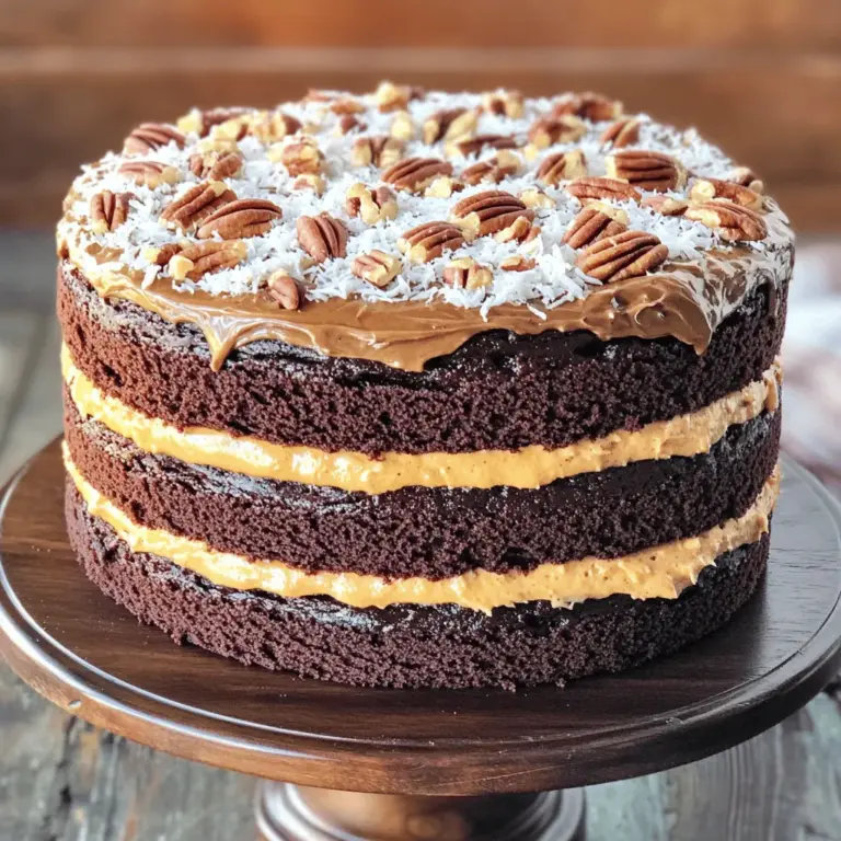 Um einen deutschen Schokoladenkuchen zuzubereiten, brauchst du einige wichtige Zutaten. Du benötigst Weizenmehl, Zucker, Kakaopulver, Backpulver, Natron, und Salz. Außerdem kommen Eier, Milch, Pflanzenöl, Vanilleextrakt und kochendes Wasser dazu. Für das Frosting brauchst du Kokosnuss, Pekannüsse, Kondensmilch, Butter, Eigelb und Vanilleextrakt. All diese Zutaten machen deinen Kuchen besonders lecker.