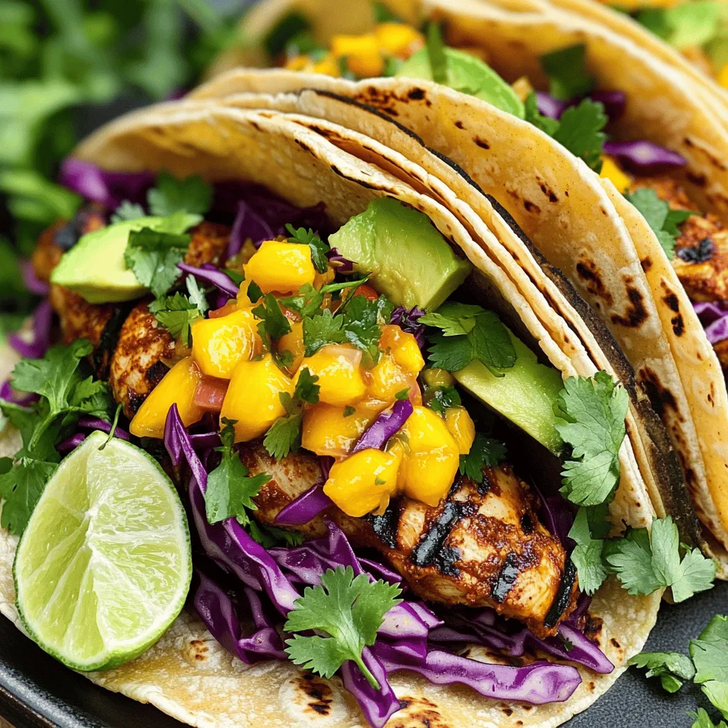 Für diese Jerk-Hühnchen-Tacos brauchst du einige Hauptzutaten. Die Basis sind: - 450 g boneless Hühnchenschenkel, in Streifen geschnitten - 2 Esslöffel jamaikanisches Jerk-Gewürz - 1 Esslöffel Olivenöl - 4 kleine Maistortillas - 1 Tasse fein gehobelter roter Kohl - 1 reife Avocado, in Scheiben geschnitten - 120 g Mangosalsa (fertig gekauft oder selbstgemacht) - Frischer Koriander, zur Garnitur - Limettenspalten, zum Servieren Diese Zutaten bringen die Aromen von Jamaika direkt auf deinen Teller. Die Hühnchenschenkel sind zart und saftig. Das wichtigste Gewürz ist das jamaikanische Jerk-Gewürz. Es enthält oft Zutaten wie Piment, Thymian und Knoblauch. Diese Gewürze geben dem Hühnchen ein tolles Aroma. Wenn du es scharf magst, wähle eine schärfere Mischung. Du kannst auch selbst eine Mischung herstellen, wenn du die Zutaten zur Hand hast. Frische Beilagen machen die Tacos noch besser. Ich empfehle: - Fein gehobelter roter Kohl für Crunch und Frische. - Reife Avocado für Cremigkeit. - Mangosalsa für eine süße Note. Frischer Koriander bringt den letzten Schliff. Limettenspalten sind perfekt, um jedem Bissen Frische zu geben. Für das vollständige Rezept schau dir die [Full Recipe] an. Um das Hühnchen lecker zu machen, beginne mit der Marinade. Nimm eine Schüssel und lege die Hühnchenstreifen hinein. Füge das Olivenöl und das jamaikanische Jerk-Gewürz hinzu. Mische alles gut, bis das Hühnchen gleichmäßig bedeckt ist. Lass das Hühnchen mindestens 30 Minuten im Kühlschrank marinieren. So ziehen die Aromen gut ein. Am besten ist es, das Hühnchen über Nacht marinieren zu lassen. Erhitze eine Grillpfanne oder eine normale Pfanne auf mittelhohe Hitze. Lege die marinierten Hühnchenstücke in die Pfanne. Brate sie für etwa 5-7 Minuten auf jeder Seite. Achte darauf, dass sie schön gebräunt sind und die Innentemperatur 75°C beträgt. So ist das Hühnchen saftig und zart. Jetzt wird es spannend! Nimm die Maistortillas und wärme sie in einer trockenen Pfanne für etwa 30 Sekunden auf jeder Seite. So werden sie weich und biegsam. Lege eine Portion des gehobelten roten Kohls auf jede Tortilla. Füge die gegrillten Jerk-Hühnchenstücke hinzu. Toppe sie mit Avocadoscheiben und einem Löffel Mangosalsa. Garniere die Tacos mit frischem Koriander und serviere sie mit Limettenspalten. So entsteht eine köstliche Geschmacksexplosion! Für die vollständige Zubereitung schaue dir das Full Recipe an. Um das Hühnchen perfekt zu marinieren, probier diese Zeiten. Marinier das Hühnchen mindestens 30 Minuten. Das gibt den Gewürzen Zeit, einzuziehen. Noch besser ist es, wenn du es über Nacht machst. So wird das Hühnchen zart und voller Geschmack. Wenn du wenig Zeit hast, sind 30 Minuten auch gut. Sei geduldig, denn die Aromen werden es wert sein. Die Tortillas sind wichtig für deinen Taco. Erwärme sie in einer trockenen Pfanne. Mach das für 30 Sekunden auf jeder Seite. So werden sie weich und leicht knusprig. Achte darauf, die Hitze nicht zu hoch zu stellen. Zu viel Hitze macht sie brüchig. Du kannst auch die Tortillas im Ofen warmhalten, während du das Hühnchen garst. Toppings machen die Tacos noch besser. Hier sind einige tolle Ideen: - Feta oder Cotija-Käse: Für einen salzigen Kick. - Frisches Gemüse: Wie Tomaten oder Paprika für mehr Knackigkeit. - Sauerrahm oder griechischer Joghurt: Für eine cremige Textur. - Zusätzliche Salsa: Probiere eine scharfe oder eine fruchtige Version. - Limettensaft: Ein Spritzer bringt Frische. Diese Toppings sind leicht zu finden und geben deinen Tacos mehr Farbe und Geschmack. Lass deiner Kreativität freien Lauf! {{image_4}} Wenn du eine vegetarische Option suchst, probiere Tofu oder Jackfruit. Diese Zutaten nehmen Gewürze gut auf. Marinieren sie wie das Hühnchen. Brate sie dann knusprig in der Pfanne. Diese Alternativen bringen viel Geschmack in die Tacos. Du kannst auch schwarze Bohnen verwenden. Sie sorgen für Protein und sind sehr sättigend. Salsa bringt Frische in die Tacos. Du kannst Mango-Salsa nutzen, die du im Rezept findest. Aber du kannst auch andere Varianten ausprobieren. Versuche eine Ananas-Salsa für einen süßen Kick. Oder mache eine scharfe Tomatensalsa mit Jalapeños. Frische Zutaten sind wichtig. So bleibt der Geschmack lebendig und aufregend. Die Wahl der Tortilla kann viel ausmachen. Maistortillas sind klassisch, aber nicht die einzige Option. Weizentortillas sind weich und leicht zu rollen. Für eine glutenfreie Wahl, probiere Tortillas aus Reis oder Mais. Das gibt jedem Biss eine neue Textur. Experimentiere mit verschiedenen Tortillas, um deinen perfekten Taco zu finden. Ich liebe es, die Reste von Jamaikanischen Jerk-Hühnchen-Tacos zu genießen. Um die Qualität zu halten, lege die Reste in einen luftdichten Behälter. Das schützt vor Feuchtigkeit und Gerüchen. Achte darauf, das Hühnchen und die Tortillas getrennt aufzubewahren. So bleiben sie frisch und lecker. Die Reste bleiben im Kühlschrank bis zu drei Tage frisch. Nach dieser Zeit können Geschmack und Textur leiden. Ich empfehle, die Reste schnell zu essen. Wenn du sie länger lagern möchtest, friere sie ein. So bleiben die Aromen gut erhalten. Um die Tacos einzufrieren, folge diesen Schritten: - Lass das Hühnchen und die Tortillas abkühlen. - Teile die Tacos in Portionen. - Wickel sie in Frischhaltefolie ein oder lege sie in Gefrierbehälter. - Beschrifte die Behälter mit dem Datum. So bleiben die Tacos bis zu drei Monate frisch im Gefrierfach. Wenn du bereit bist, sie zu essen, tau sie im Kühlschrank über Nacht auf. Dann kannst du sie einfach aufwärmen und genießen! Ja, du kannst die Tacos im Voraus zubereiten. Mariniere das Hühnchen einen Tag vorher. So zieht der Geschmack tief ein. Du kannst auch die Tortillas und die Beilagen bereitstellen. Halte alles in separaten Behältern im Kühlschrank. So bleibt alles frisch und lecker. Am Tag des Servierens einfach alles zusammenstellen. Zu Jerk-Hühnchen-Tacos passen viele Beilagen gut. Hier sind einige Ideen: - Guacamole für cremige Frische - Ein frischer Salat für Knackigkeit - Reis und Bohnen für mehr Fülle - Gegrilltes Gemüse für den Grillgeschmack - Eine scharfe Sauce für den Extra-Kick Diese Beilagen ergänzen die Aromen der Tacos perfekt. Experimentiere mit deinen Favoriten! Die Jerk-Gewürzmischung stammt aus Jamaika. Diese Mischung hat ihre Wurzeln in der Kultur der Tainos und der afrikanischen Sklaven. Sie enthält oft Gewürze wie Piment, Zimt und Scotch-Bonnet-Chili. Diese Zutaten geben der Mischung ihre charakteristische Schärfe und Tiefe. Jerk ist mehr als nur ein Rezept; es ist ein Teil der jamaikanischen Identität. Die Jerk-Hühnchen-Tacos sind einfache und leckere Gerichte. Wir haben die Hauptzutaten und Gewürze besprochen. Frische Beilagen machen die Tacos noch besser. Eine Schritt-für-Schritt-Anleitung hilft dir beim Marinieren, Garen und Zusammenstellen. Tipps zu Marinierzeiten und Tortillas sorgen für einen perfekten Genuss. Du kannst sogar vegetarische Alternativen ausprobieren oder kreative Salsas machen. Denke daran, Reste richtig aufzubewahren. Letztlich sind diese Tacos eine großartige Option für jedes Essen. Mach sie nach und genieße den Geschmack!