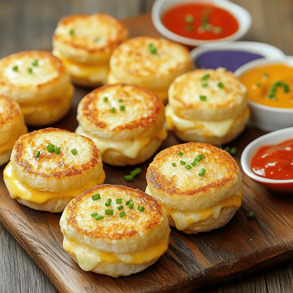 Um leckere Mini Gegrillte Käse-Sandwiches zuzubereiten, brauchst du folgende Hauptzutaten: - 8 Scheiben Vollkornbrot - 115 g scharfer Cheddar-Käse, gerieben - 115 g Mozzarella-Käse, gerieben - 60 g Frischkäse, weich gemacht - 4 Esslöffel ungesalzene Butter, weich gemacht Diese Zutaten sind einfach zu finden und bringen viel Geschmack. Vollkornbrot gibt deinem Sandwich einen gesunden Touch. Der scharfe Cheddar und der Mozzarella sorgen für einen tollen Käsegeschmack. Für den Aufstrich benötigst du: - 1 Esslöffel frische Schnittlauch, fein gehackt - 1 Teelöffel Knoblauchpulver - 1/2 Teelöffel Paprika - Salz und Pfeffer nach Geschmack Der Frischkäse-Aufstrich macht die Sandwiches besonders. Der Schnittlauch bringt Frische. Knoblauchpulver und Paprika fügen einen leichten Kick hinzu. Du kannst verschiedene Käsesorten und Brote ausprobieren: - Gouda oder Emmentaler sind ebenfalls lecker. - Für glutenfreies Brot wähle ein gutes glutenfreies Produkt. - Probier auch Ciabatta oder Baguette für eine andere Textur. Diese Alternativen lassen sich gut anpassen. Mit verschiedenen Käsesorten und Broten kannst du neue Geschmäcker entdecken. So bleibt das Kochen spannend und interessant. Für das vollständige Rezept, schau dir die [Full Recipe] an. Um den perfekten Frischkäse-Aufstrich zu machen, beginne mit einer kleinen Schüssel. Gib 60 g weichen Frischkäse hinein. Füge 1 Esslöffel fein gehackten Schnittlauch, 1 Teelöffel Knoblauchpulver und 1/2 Teelöffel Paprika hinzu. Jetzt kommt das Wichtigste: Mische alles gut. Das Ergebnis sollte eine cremige und aromatische Mischung sein. Diese wird deine Sandwiches geschmacklich aufpeppen. Nimm zwei Scheiben Vollkornbrot. Bestreiche eine Seite jeder Scheibe mit dem Frischkäse-Aufstrich. Auf der unbeschmierten Seite einer Scheibe legst du eine großzügige Portion von 115 g geriebenem Cheddar-Käse und 115 g geriebenem Mozzarella-Käse. Setze die zweite Scheibe Brot mit der Frischkäse-Seite nach unten darauf, um ein Sandwich zu bilden. Wiederhole diesen Schritt, bis du vier Sandwiches hast. Erhitze eine Pfanne auf mittlerer Hitze. Füge 1 Esslöffel weiche Butter hinzu und lass sie schmelzen. Lege vorsichtig die Sandwiches in die Pfanne. Brate sie 3-4 Minuten, bis sie goldbraun sind. Wende die Sandwiches mit einem Spatel. Füge die restliche Butter in die Pfanne hinzu und brate die andere Seite für weitere 3-4 Minuten. Nimm die Sandwiches aus der Pfanne und lass sie eine Minute abkühlen. Schneide sie dann in Viertel. So ist das Essen einfacher! Diese Mini gegrillten Käse-Sandwiches sind perfekt für jeden Anlass. Die richtige Temperatur macht einen großen Unterschied. Du willst die Sandwiches bei mittlerer Hitze grillen. So schmilzt der Käse gut, ohne dass das Brot verbrennt. Eine Temperatur von etwa 180 Grad Celsius ist ideal. Wenn du die Hitze zu hoch einstellst, kann das Brot schnell dunkel werden. Du kannst die Zutaten leicht anpassen. Probiere verschiedene Käsesorten wie Gouda oder Brie. Für einen kräftigeren Geschmack füge etwas Blauschimmelkäse hinzu. Du kannst auch Gemüse wie Spinat oder Tomaten zwischen die Käseschichten legen. So machst du die Sandwiches gesünder und bunter. Ein häufiger Fehler ist, die Sandwiches zu früh zu wenden. Lass sie genug Zeit auf einer Seite grillen. So wird das Brot knusprig. Ein weiterer Fehler ist, zu viel Butter zu verwenden. Eine dünne Schicht reicht aus. Zu viel Butter macht die Sandwiches fettig und schwer. Halte dich an die Mengen im Full Recipe für die besten Ergebnisse. {{image_4}} Es gibt viele leckere Füllungen für deine mini gegrillten Käse-Sandwiches. Du kannst kreativ sein! Hier sind einige Ideen: - Tomaten: Frische Tomatenscheiben bringen Saftigkeit. - Avocado: Diese macht das Sandwich cremig und gesund. - Schinken: Eine Schicht Schinken gibt einen herzhaften Geschmack. - Pesto: Es fügt eine tolle Kräuternote hinzu. Jede Füllung kann den Geschmack deines Sandwiches verändern. Probiere sie aus! Wenn du Vegetarier oder Veganer bist, gibt es viele tolle Optionen. Du kannst die Käsesorten einfach ersetzen. Hier sind einige Vorschläge: - Vegane Käsesorten: Sie sind aus Nüssen oder Soja. Sie schmelzen gut. - Gemüse: Verwende Spinat, Zucchini oder Paprika für eine frische Note. - Hummus: Anstelle von Frischkäse gibt Hummus eine cremige Basis. Diese Alternativen machen dein Sandwich genau so lecker! Mini gegrillte Käse-Sandwiches können viele Kulturen widerspiegeln. Hier sind einige inspirierte Rezepte: - Mexikanisch: Füge Jalapeños und Guacamole hinzu. - Italienisch: Nutze Mozzarella und Basilikum. - Griechisch: Verwende Feta und Oliven. Jede dieser Variationen bringt globale Aromen auf deinen Teller. Lass deiner Kreativität freien Lauf! Um die Reste deiner Mini gegrillten Käse-Sandwiches frisch zu halten, lege sie in einen luftdichten Behälter. Stelle sicher, dass die Sandwiches abgekühlt sind, bevor du sie lagerst. So bleibt der Käse schmelzig und das Brot knusprig. Wenn du sie in Folie wickelst, kannst du die Feuchtigkeit minimieren. Wenn du die Sandwiches aufwärmen möchtest, benutze eine Pfanne oder einen Toaster. Erhitze die Pfanne bei mittlerer Hitze. Lege die Sandwiches hinein und brate sie für 2-3 Minuten auf jeder Seite. So wird der Käse wieder schön schmelzig. Vermeide die Mikrowelle, da sie das Brot weich macht. Die Mini gegrillten Käse-Sandwiches sind im Kühlschrank 3 bis 4 Tage haltbar. Wenn du sie einfrierst, bleiben sie bis zu 3 Monate frisch. Achte darauf, sie gut zu verpacken, um Gefrierbrand zu vermeiden. Vor dem Servieren solltest du sie vollständig auftauen und wieder aufwärmen. Um die Sandwiches einfacher zu machen, benutze einen Sandwich-Maker. Dieser grillt die Sandwiches gleichmäßig und spart Zeit. Du kannst auch alle Zutaten im Voraus vorbereiten. Mische den Frischkäse und die Gewürze am Morgen, um Zeit zu sparen. Wenn du die Brotscheiben vorher schneidest, wird der Zusammenbau schneller. Gute Dips machen das Essen noch besser. Marinara-Sauce ist klassisch und lecker. Ranch-Dressing passt gut zu den Käse-Sandwiches. Ein würziger Senf bringt einen tollen Kick. Auch ein leichter Joghurt-Dip mit Kräutern ist frisch und gut. Experimentiere mit verschiedenen Dips, um neue Aromen zu entdecken. Ja, du kannst die Sandwiches im Voraus machen. Bereite sie bis zur Grillphase vor. Wicke die ungrillten Sandwiches in Frischhaltefolie und lege sie in den Kühlschrank. Wenn du bereit bist, sie zu grillen, nimm sie einfach heraus. So sparst du Zeit, wenn Gäste kommen oder beim Snack für die Familie. Mini gegrillte Käse-Sandwiches sind einfach lecker. Wir haben die besten Zutaten, wie Käse und frischen Brot, benutzt. Ich habe dir auch gezeigt, wie du den perfekten Frischkäse-Aufstrich machst und die Sandwiches grillst. Denke daran, die richtige Temperatur zu wählen und Fehler zu vermeiden. Probiere die tollen Variationen aus, um neue Geschmäcker zu entdecken. Achte darauf, die Reste richtig zu lagern, damit du lange Freude daran hast. Mit diesen Tipps macht das Kochen und Essen noch mehr Spaß!