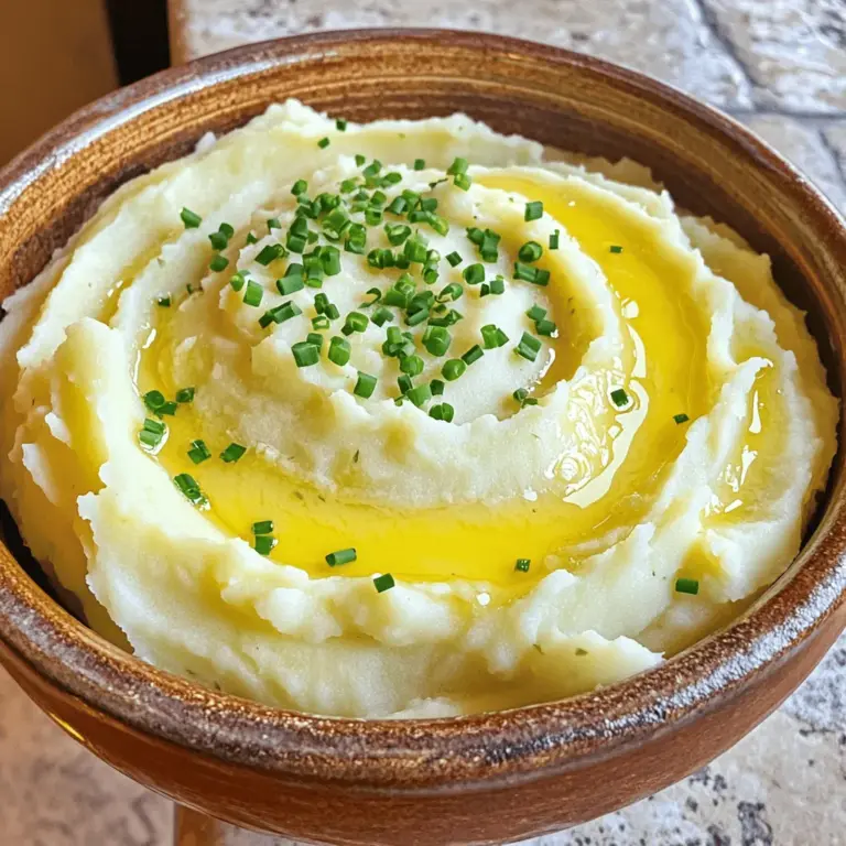 - 900 g Yukon Gold Kartoffeln - 4 Knoblauchzehen - 240 ml Schlagsahne - 60 g ungesalzene Butter Die Hauptzutaten sind einfach zu finden. Yukon Gold Kartoffeln machen das Püree besonders cremig. Diese Sorte hat eine glatte Textur und einen feinen Geschmack. Der Knoblauch gibt dem Püree eine tolle Tiefe. Frisch gehackter Knoblauch bringt mehr Aroma. Schlagsahne sorgt für die nötige Cremigkeit und einen reichhaltigen Geschmack. Ungesalzene Butter fügt eine samtige Note hinzu. - 1 Teelöffel Salz - 1/2 Teelöffel schwarzer Pfeffer - 1/4 Teelöffel Knoblauchpulver - Frische Schnittlauch zur Garnitur Die Gewürze sind wichtig für den Geschmack. Salz hebt die Aromen hervor. Schwarzer Pfeffer bringt einen leichten Kick. Knoblauchpulver verstärkt den Knoblauchgeschmack. Frischer Schnittlauch gibt dem Gericht einen hübschen Touch und frische Noten. Diese Garnitur macht das Püree nicht nur lecker, sondern auch schön anzusehen. Für das vollständige Rezept schauen Sie sich bitte das [Full Recipe] an. Zuerst schälen Sie die Kartoffeln. Nehmen Sie Yukon Gold Kartoffeln. Diese Kartoffeln sind perfekt. Schneiden Sie die geschälten Kartoffeln in Viertel. Legen Sie die viertelierten Kartoffeln in einen großen Topf. Fügen Sie kaltes Wasser hinzu. Geben Sie 1 Teelöffel Salz dazu. Bringen Sie das Wasser zum Kochen. Reduzieren Sie die Hitze. Lassen Sie die Kartoffeln 15 bis 20 Minuten köcheln. Die Kartoffeln sind fertig, wenn Sie sie leicht mit einer Gabel durchstechen können. Gießen Sie das Wasser ab. Geben Sie die Kartoffeln zurück in den Topf. In einem kleinen Topf schmelzen Sie die Butter bei niedriger Hitze. Fügen Sie den gehackten Knoblauch hinzu. Sautieren Sie den Knoblauch etwa 2 Minuten lang. Er sollte aromatisch sein, aber nicht bräunen. Geben Sie die Butter-Knoblauch-Mischung zu den Kartoffeln. Fügen Sie die Schlagsahne, den schwarzen Pfeffer und das Knoblauchpulver hinzu. Pürieren Sie alles zusammen. Verwenden Sie einen Kartoffelstampfer oder einen Handmixer. Passen Sie die Konsistenz an, wenn nötig. Kosten Sie das Püree und passen Sie die Gewürze nach Bedarf an. Für das Full Recipe schauen Sie bitte nach. Um dein Kartoffelpüree noch cremiger zu machen, kannst du mehr Sahne oder Butter verwenden. Das macht den Geschmack reicher und die Textur glatter. Wenn du eine leichtere Option suchst, probiere Milch anstelle von Sahne. Sie wird das Püree nicht ganz so reichhaltig machen, schmeckt aber dennoch toll. Die richtige Menge Salz und Pfeffer ist wichtig. Beginne mit 1 Teelöffel Salz und 1/2 Teelöffel Pfeffer. Du kannst die Gewürze nach dem Pürieren anpassen. Schmecke das Püree ab, bis es deinen Vorlieben entspricht. Eine kleine Menge Knoblauchpulver kann den Geschmack verstärken. Beginne mit 1/4 Teelöffel und passe es nach deinem Geschmack an. Zu viel Knoblauchpulver kann jedoch überwältigend sein. Ein wenig reicht oft aus, um das Aroma zu heben. Wenn du die Tipps befolgst, wirst du das perfekte cremige Knoblauchkartoffelpüree zaubern. Du kannst das gesamte Rezept in der Rubrik "Full Recipe" finden. {{image_4}} Käse macht das Püree noch besser. Du kannst Feta, Parmesan oder Cheddar verwenden. Feta gibt einen salzigen Geschmack. Parmesan sorgt für Tiefe. Cheddar bringt eine cremige Textur. Füge einfach etwas Käse in den Mixer, wenn du das Püree machst. Du wirst den Unterschied sofort schmecken. Du kannst das Püree auch aufpeppen. Sour Cream oder Joghurt geben einen tollen Geschmack. Sie machen das Püree noch cremiger. Kräuter wie Thymian oder Rosmarin sind ebenfalls eine gute Wahl. Diese Kräuter verleihen dem Gericht Frische und Aroma. Experimentiere mit verschiedenen Kombinationen. So findest du deinen Lieblingsgeschmack. Wenn du vegan kochen möchtest, gibt es einfache Alternativen. Nutze pflanzliche Butter und Pflanzenmilch. Diese ersetzen die Butter und die Schlagsahne. Das Püree bleibt lecker und cremig. Du kannst auch Nussmilch wie Mandel- oder Hafermilch verwenden. So wird dein Püree vegan und trotzdem köstlich. Probier es aus! Bewahren Sie das Püree in einem luftdichten Behälter auf. Lassen Sie es zuerst abkühlen. Stellen Sie dann den Behälter in den Kühlschrank. So bleibt das Püree frisch für bis zu drei Tage. Möchten Sie das Püree länger aufbewahren? Sie können es einfrieren. Teilen Sie das Püree in Portionen auf. Nutzen Sie gefrierfeste Behälter oder Beutel. Lassen Sie dabei etwas Platz, da das Püree beim Einfrieren expandiert. Es bleibt bis zu drei Monate haltbar. Achten Sie darauf, das Püree vor dem Einfrieren gut zu beschriften. Um das Püree aufzuwärmen, haben Sie zwei gute Optionen. Die erste ist die Mikrowelle. Geben Sie das Püree in eine mikrowellengeeignete Schüssel. Decken Sie die Schüssel ab und erwärmen Sie es in 30-Sekunden-Intervallen. Rühren Sie zwischendurch um. Die zweite Methode ist der Herd. Erhitzen Sie das Püree in einem Topf bei niedriger Hitze. Fügen Sie etwas Sahne oder Butter hinzu, um die Cremigkeit zu erhalten. Rühren Sie gut um, bis es heiß ist. So bleibt Ihr cremiges Knoblauchkartoffelpüree lecker und geschmeidig. Cremige Knoblauchkartoffeln sind im Kühlschrank etwa drei bis fünf Tage haltbar. Lagern Sie sie in einem luftdichten Behälter. So bleibt das Püree frisch und lecker. Achten Sie darauf, dass das Püree gut abgekühlt ist, bevor Sie es in den Kühlschrank stellen. Wenn Sie wissen, dass Sie es länger aufbewahren möchten, empfehle ich das Einfrieren. Ja, Sie können die Kartoffeln im Voraus zubereiten. Bereiten Sie sie einfach wie im Rezept beschrieben zu, lassen Sie sie abkühlen und bewahren Sie sie im Kühlschrank auf. Zum Aufwärmen können Sie die Kartoffeln in der Mikrowelle oder auf dem Herd erhitzen. Fügen Sie bei Bedarf etwas Sahne hinzu, um die Cremigkeit zu erhalten. Cremige Knoblauchkartoffeln passen zu vielen Hauptgerichten. Sie sind eine tolle Beilage zu gegrilltem Fleisch, wie Hühnchen oder Rindfleisch. Auch zu gebratenem Fisch sind sie lecker. Vegetarische Gerichte wie Ratatouille oder gebratenes Gemüse harmonieren ebenfalls gut. Genießen Sie sie mit einem frischen Salat für eine komplette Mahlzeit. Cremiges Knoblauchkartoffelpüree ist einfach und lecker. Wir haben die Hauptzutaten und die Schritte zur Zubereitung durchgenommen. Sie können das Gericht leicht anpassen und lagern. Denk an die Tipps, um die Cremigkeit und den Geschmack zu verbessern. Variationen machen das Püree noch spannender. Mit etwas Übung gelingt dir das perfekte Püree. Probiere es aus, und genieße jede Biss!