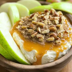 - 225 g Frischkäse, weich - 100 g brauner Zucker - 50 g weißer Zucker - 1 Teelöffel Vanilleextrakt - 120 ml Karamellsauce - 1/4 Teelöffel Zimt - 2-3 mittelgroße Äpfel, entkernt und in Scheiben geschnitten (Granny Smith oder Honeycrisp eignen sich hervorragend) - Gehackte Pekannüsse oder Walnüsse zum Bestreuen (optional) Das Rezept ergibt 4 bis 6 Portionen. Es ist perfekt für eine kleine Feier oder einen Snack. Wenn du mehr Gäste hast, kannst du die Mengen einfach verdoppeln. So gibt es genug für alle, und jeder kann sich bedienen. Für den besten Geschmack wähle frischen Frischkäse. Überprüfe das Haltbarkeitsdatum, um sicherzustellen, dass er frisch ist. Nutze auch hochwertige Karamellsauce. Du kannst sie im Laden kaufen oder selbst machen. Achte auf die Äpfel. Granny Smith sind saftig und sauer. Honeycrisp sind süß und knackig. Beide Sorten passen gut zu diesem Dip. Wenn du Nüsse magst, nutze frische Pekannüsse oder Walnüsse. Sie geben einen tollen Crunch und Geschmack. Zuerst nimmst du eine Rührschüssel. Gib den weichen Frischkäse, den braunen Zucker, den weißen Zucker und den Vanilleextrakt hinein. Mit einem Handmixer oder einem Schneebesen vermischst du die Zutaten. Schlage sie, bis die Mischung glatt und cremig ist. Das dauert nicht lange. Der Frischkäse-Mix wird die Basis deines Dips. Nimm eine separate Schüssel für die Karamellsauce. Erwärme sie leicht in der Mikrowelle. Etwa 15 bis 20 Sekunden sind genug. Die Sauce sollte flüssig, aber nicht heiß sein. Jetzt rührst du den Zimt in die warme Karamellsauce. Mische alles gut, bis der Zimt gleichmäßig verteilt ist. So bekommt die Sauce einen tollen Geschmack. Jetzt ist es Zeit, den Dip anzurichten. Verteile die Frischkäsemischung gleichmäßig auf einem Servierteller. Streiche die Oberfläche glatt. Dann träufelst du die Karamellsauce über die Frischkäsemischung. Achte darauf, dass sie gut bedeckt ist. Optional kannst du gehackte Pekannüsse oder Walnüsse darüber streuen. Das gibt zusätzlichen Crunch. Du kannst den Dip sofort mit frischen Apfelscheiben servieren oder im Kühlschrank aufbewahren. Für das vollständige Rezept schaue dir den Abschnitt "Zutaten" an. Ein häufiger Fehler ist, den Frischkäse nicht weich genug zu machen. Er sollte Zimmertemperatur haben. Wenn er kalt ist, wird die Mischung klumpig. Achten Sie darauf, die Karamellsauce nicht zu heiß zu machen. Sie sollte warm, aber nicht kochen. Zu viel Zimt kann den Geschmack dominieren. Fügen Sie ihn also sparsam hinzu. Um eine cremige Konsistenz zu erreichen, schlagen Sie die Mischung gut. Verwenden Sie einen Handmixer oder einen Schneebesen. Mischen Sie den Frischkäse und die Zuckerarten gründlich. Das sorgt für eine glatte Textur. Wenn der Dip zu dick ist, können Sie eine kleine Menge Milch hinzufügen. So wird er leichter und angenehmer zu dippen. Servieren Sie den Dip in einer schönen Schüssel. Umgeben Sie ihn mit frischen Apfelscheiben. Das sieht toll aus und macht Lust auf mehr. Ein zusätzlicher Spritzer Karamellsauce oben drauf erhöht die Attraktivität. Streuen Sie die gehackten Nüsse gleichmäßig darüber. Sie bringen einen tollen Crunch und einen extra Geschmack. Wenn Sie mehr über die Zubereitung erfahren möchten, schauen Sie sich das [Full Recipe] an. {{image_4}} Nüsse bringen einen tollen Crunch in den Dip. Pekannüsse sind süß und leicht butterig. Walnüsse haben einen stärkeren Geschmack. Du kannst auch andere Nüsse nutzen, wie Mandeln oder Haselnüsse. Probiere verschiedene Nüsse aus, um deinen Lieblingsgeschmack zu finden. Der Karamell-Apfel-Dip schmeckt am besten mit frischen Äpfeln. Granny Smith ist sauer und erfrischend, während Honeycrisp süßer ist. Du kannst auch Birnenscheiben oder Kekse als Beilage verwenden. Eine schöne Schüssel macht das Servieren besonders. Eine große Platte mit Apfelscheiben und Dip sieht super aus. Du kannst den Dip nach deinem Geschmack anpassen. Füge einen Hauch Muskatnuss für Wärme hinzu. Eine Prise Meersalz kann den süßen Geschmack hervorheben. Wenn du Schokolade magst, probiere Schokoladenstückchen oder Kakaopulver. Experimentiere mit verschiedenen Gewürzen, um deinen perfekten Dip zu kreieren. Bewahren Sie den Karamell-Apfel-Dip im Kühlschrank auf. Nutzen Sie einen luftdichten Behälter. So bleibt der Dip frisch und lecker. Stellen Sie sicher, dass der Behälter gut verschlossen ist. So verhindern Sie, dass der Dip Gerüche aus dem Kühlschrank aufnimmt. Der Dip hält sich bis zu fünf Tage im Kühlschrank. Nach dieser Zeit kann der Geschmack nachlassen. Achten Sie darauf, den Dip vor dem Servieren zu überprüfen. Wenn sich die Konsistenz oder der Geruch verändert hat, entsorgen Sie ihn lieber. Falls der Dip etwas fest wird, können Sie ihn leicht auflockern. Nehmen Sie einfach eine Gabel oder einen Schneebesen. Mischen Sie den Dip gut durch, um die Cremigkeit wiederherzustellen. Fügen Sie bei Bedarf einen kleinen Spritzer Karamellsauce hinzu. So bleibt der Dip geschmeidig und lecker. Der Karamell-Dip hält sich gut im Kühlschrank. Sie können ihn bis zu fünf Tage aufbewahren. Bewahren Sie ihn in einem luftdichten Behälter auf. So bleibt er frisch und lecker. Vor dem Servieren können Sie ihn kurz auf Zimmertemperatur bringen. Ja, Sie können die Karamellsauce selbst machen. Dafür brauchen Sie nur Zucker, Butter und Sahne. Kochen Sie den Zucker, bis er goldbraun ist. Fügen Sie dann die Butter und die Sahne hinzu. Rühren Sie gut um, bis alles glatt ist. Diese hausgemachte Sauce hat einen tollen Geschmack. Für diesen Dip eignen sich Granny Smith und Honeycrisp sehr gut. Granny Smith sind knackig und sauer. Sie bieten einen tollen Kontrast zum süßen Karamell. Honeycrisp sind süß und saftig. Sie bringen eine schöne Textur in den Dip. Wählen Sie die Äpfel, die Ihnen am besten gefallen. Der Karamellisierte Apfel-Dip ist einfach zuzubereiten und ein Genuss. In diesem Artikel haben wir die besten Zutaten aufgelistet, um einen perfekten Dip herzustellen. Die Schritt-für-Schritt-Anleitung hilft Ihnen, alles richtig zu machen. Sie haben auch viele Tipps und Tricks erhalten, um Fehler zu vermeiden. Denken Sie an die verschiedenen Variationen, um den Dip interessant zu halten. Lagern Sie ihn richtig, damit er frisch bleibt. Genießen Sie Ihren Dip und lassen Sie Freunde beeindruckt zurück!