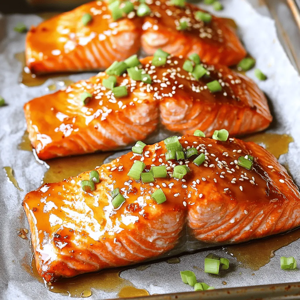 Für diesen köstlichen Honig-Knoblauch-Lachs brauchst du einige einfache Zutaten. Hier ist die Liste: - 4 Lachsfilets - 60 ml Honig - 60 ml natriumarme Sojasauce - 3 Knoblauchzehen, fein gehackt - 2,5 cm frischer Ingwer, gerieben - 1 Esslöffel Olivenöl - 1 Esslöffel Zitronensaft - Salz und Pfeffer nach Geschmack - 2 Frühlingszwiebeln, fein gehackt (zum Garnieren) - Sesamkörner (zum Garnieren) Diese Zutaten machen den Lachs saftig und voller Geschmack. Der Honig gibt eine süße Note, während der Knoblauch und der Ingwer eine würzige Tiefe bringen. Aromen sind der Schlüssel zu einem guten Gericht. Hier sind einige besondere Aspekte, die du beachten solltest: - Honig: Er sorgt für Süße und eine schöne Karamellisierung. - Sojasauce: Diese bringt Umami und salzige Tiefe. - Knoblauch: Er verleiht dem Gericht einen starken, reichen Geschmack. - Ingwer: Frischer Ingwer gibt eine pikante Frische. Die Kombination dieser Aromen macht den Honig-Knoblauch-Lachs zu einem echten Genuss. Die Qualität des Lachses ist wichtig. Hier sind einige Tipps, um frische Lachsfilets auszuwählen: - Farbe: Achte auf eine leuchtende, gleichmäßige Farbe. Frischer Lachs hat eine schöne, rosa bis orange Farbe. - Geruch: Rieche am Lachs. Er sollte frisch und leicht nach Meer riechen, nicht fischig. - Textur: Drücke leicht auf das Filet. Es sollte fest und elastisch sein. Wenn es matschig ist, lass es stehen. - Haut: Wenn du die Haut lässt, achte darauf, dass sie glänzend und nicht schuppig ist. Mit diesen Tipps findest du die besten Lachsfilets für dein Rezept. Du kannst die Zutaten für das Honig-Knoblauch-Lachs Rezept in deinem nächsten Kochabenteuer nutzen. Um den besten Geschmack zu erzielen, marinieren wir die Lachsfilets zuerst. Nimm eine mittlere Schüssel. Vermische dort 60 ml Honig mit 60 ml natriumarmer Sojasauce. Füge drei fein gehackte Knoblauchzehen und 2,5 cm geriebenen Ingwer hinzu. Dann kommen 1 Esslöffel Olivenöl und 1 Esslöffel Zitronensaft dazu. Vergiss nicht, mit Salz und Pfeffer zu würzen. Rühre alles gut um, bis es gut vermischt ist. Lege die Lachsfilets in eine flache Schale. Gieße die Marinade gleichmäßig über die Filets. So wird jedes Stück gut bedeckt. Lasse den Lachs mindestens 30 Minuten marinieren. Wenn du mehr Geschmack möchtest, lasse ihn bis zu 2 Stunden im Kühlschrank. Heize den Ofen auf 200°C vor. Lege ein Backblech mit Backpapier aus. Nimm die marinierten Lachsfilets und lege sie mit der Hautseite nach unten darauf. Backe den Lachs 12 bis 15 Minuten lang. Er ist fertig, wenn er undurchsichtig aussieht und sich leicht mit einer Gabel zerteilen lässt. Für eine goldene Kruste schalte die Grillfunktion des Ofens in den letzten 2 bis 3 Minuten ein. So karamelisiert die Oberseite des Lachses schön. Nimm den Lachs nach dem Backen aus dem Ofen und lasse ihn ein paar Minuten ruhen. Jetzt ist dein Honig-Knoblauch-Lachs bereit zum Servieren. Du kannst einige Tropfen der restlichen Marinade darüber geben und mit fein gehackten Frühlingszwiebeln und Sesamkörnern garnieren. Das sieht nicht nur gut aus, sondern schmeckt auch großartig! Serviere deinen Honig-Knoblauch-Lachs warm auf einem schönen Teller. Ein frischer Salat passt gut dazu. Du kannst auch Reis oder Quinoa als Beilage wählen. Das gibt dem Gericht mehr Struktur. Garniere den Lachs mit Frühlingszwiebeln und Sesamkörnern. Das sieht nicht nur toll aus, sondern schmeckt auch lecker. Eine Scheibe Zitrone kann zusätzlichen Geschmack bringen. Ein häufiger Fehler ist, den Lachs zu lange zu marinieren. Mehr als zwei Stunden kann den Lachs zu salzig machen. Achte auch auf die Backzeit. Wenn du ihn überbackst, wird der Lachs trocken. Um dies zu vermeiden, prüfe die Garzeit genau. Der Lachs ist fertig, wenn er leicht mit einer Gabel zerfällt. Ein weiterer Tipp: Verwende frische Zutaten. Alte Gewürze oder abgelaufener Honig können den Geschmack ruinieren. Um das Rezept zu verfeinern, füge frische Kräuter hinzu, wie Koriander oder Dill. Diese Kräuter bringen ein neues Aroma. Du kannst auch Chili hinzufügen, wenn du es scharf magst. Eine Prise Rauchsalz kann dem Lachs einen besonderen Geschmack geben. Experimentiere mit verschiedenen Sojasaucen. Einige sind süßer, andere salziger. So findest du die perfekte Balance für deinen Gaumen. Für die vollständige Zubereitung, schau dir das [Full Recipe] an. {{image_4}} Wenn du Lachs nicht magst, probiere Forelle oder Heilbutt. Beide Fische sind zart und haben einen milden Geschmack. Die Honig-Knoblauch-Marinade passt gut zu ihnen. Forelle hat eine feine Textur und ist einfach zuzubereiten. Heilbutt bietet einen festen Biss und bleibt saftig. Du kannst die gleiche Marinade verwenden und die Garzeit anpassen. Forelle braucht meist weniger Zeit, etwa 10-12 Minuten. Heilbutt benötigt etwas länger, etwa 15-18 Minuten. Für eine vegane Variante kannst du Tofu verwenden. Wähle festen Tofu für beste Ergebnisse. Schneide ihn in Scheiben und marinieren ihn wie den Lachs. Lass ihn mindestens 30 Minuten in der Marinade. Alternativ kannst du auch Seitan oder Jackfruit ausprobieren. Beide nehmen Aromen gut auf. Sie sind eiweißreich und lecker. Grille oder backe sie, bis sie goldbraun sind. Diese Optionen bieten eine tolle Abwechslung und sind gesund. Die Marinade lässt sich leicht anpassen. Probiere verschiedene Sojasaucen, wie Tamari für einen glutenfreien Geschmack. Füge mehr Knoblauch hinzu, wenn du es würziger magst. Du kannst auch frische Kräuter wie Koriander oder Basilikum einmischen. Ein Spritzer Limettensaft gibt einen frischen Kick. Experimentiere mit Chili für etwas Schärfe. Diese Anpassungen machen dein Gericht einzigartig und spannend. Wenn du Lachs übrig hast, kühl ihn sofort. Lege die Filets in einen luftdichten Behälter. So bleibt der Lachs frisch. Achte darauf, dass die Marinade nicht zu lange mit dem Lachs in Kontakt bleibt. Sie kann den Fisch weich machen. Im Kühlschrank hält sich der gekochte Lachs etwa 3 Tage. Wenn du ihn länger lagern willst, friere ihn ein. Im Gefrierschrank bleibt der Lachs bis zu 3 Monate gut. Achte darauf, ihn gut einzupacken, um Gefrierbrand zu vermeiden. Um den Lachs wieder aufzuwärmen, benutze den Ofen oder die Pfanne. Stelle den Ofen auf 150°C. Lege den Lachs auf ein Blech und decke ihn mit Folie ab. So bleibt er saftig. In der Pfanne kannst du etwas Öl hinzufügen und den Lachs bei mittlerer Hitze erwärmen. Achte darauf, ihn nicht zu überhitzen, damit er nicht trocken wird. Für die besten Ergebnisse, genieße den Lachs warm und frisch. So schmeckt er am besten! Wenn du das Rezept nachkochen möchtest, findest du die Details in der Full Recipe. Du kannst den Lachs mindestens 30 Minuten marinieren. Das gibt dem Fisch Zeit, die Aromen aufzunehmen. Wenn du mehr Geschmack möchtest, lasse ihn bis zu 2 Stunden im Kühlschrank marinieren. So wird der Honig und Knoblauch intensiver. Achte darauf, den Lachs nicht zu lange zu marinieren, da die Sojasauce den Fisch zu salzig machen könnte. Der Honig-Knoblauch-Lachs passt gut zu vielen Beilagen. Du kannst ihn mit gedünstetem Gemüse servieren. Brokkoli, grüne Bohnen oder Karotten sind lecker. Reis oder Quinoa sind auch tolle Optionen. Sie nehmen die Sauce gut auf. Ein frischer Salat mit Zitronendressing passt ebenfalls gut. So bekommst du eine schöne Balance zu dem süßen Lachs. Um zu wissen, ob der Lachs gar ist, schau dir die Farbe an. Er sollte undurchsichtig und leicht rosa sein. Eine Gabel sollte leicht in den Fisch eindringen. Wenn du den Lachs mit einer Gabel leicht zerteilen kannst, ist er fertig. Ein gutes Zeichen ist auch, wenn die Oberfläche leicht knusprig ist. Folge der Zubereitungszeit im Rezept für beste Ergebnisse. In diesem Blogbeitrag haben wir die besten Zutaten für Honig-Knoblauch-Lachs entdeckt. Wir haben über die Marinierung, das Backen und Tipps zur perfekten Kruste gesprochen. Ich habe auch praktische Tipps gegeben, um häufige Fehler zu vermeiden. Zudem gab es Ideen für Variationen, Lagerung und Antworten auf häufige Fragen. Denke daran, das Rezept nach deinem Geschmack anzupassen. So machst du jedes Mal ein leckeres Gericht. Schmecke deine Kreativität an und genieße deinen Lachs!