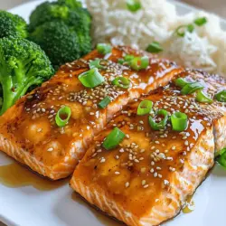 Um das Rezept für krosse Honig-Knoblauch-Lachs zu machen, brauchst du folgende Zutaten: - 4 Lachsfilets - 3 Esslöffel Honig - 2 Esslöffel Sojasauce - 4 Knoblauchzehen, fein gehackt - 1 Esslöffel frisch geriebener Ingwer - 1 Esslöffel Olivenöl - Salz und Pfeffer nach Geschmack - 1 Teelöffel Sesamkörner (zum Garnieren) - 2 Frühlingszwiebeln, in Ringe geschnitten (zum Garnieren) Diese Zutaten sind einfach zu finden und machen dein Gericht so lecker. Der Lachs ist eine großartige Proteinquelle. Honig und Sojasauce geben dem Lachs eine süße und salzige Note. Knoblauch und Ingwer bringen einen tollen Geschmack. Du kannst die Zutaten je nach Vorliebe anpassen. Vielleicht magst du mehr Knoblauch oder weniger Honig. Das ist das Schöne an diesem Rezept. Du kannst kreativ sein! Um das vollständige Rezept zu sehen, schau dir bitte die [Full Recipe] an. Zuerst machen wir die Marinade. Nehmen Sie eine kleine Schüssel. Geben Sie dort Honig, Sojasauce, gehackten Knoblauch und frisch geriebenen Ingwer hinein. Mischen Sie alles gut. Es sollte eine glatte Mischung sein. Legen Sie die Hälfte dieser Marinade zur Seite. Wir verwenden sie später zum Glasieren. Jetzt kommen die Lachsfilets. Tupfen Sie sie mit Küchenpapier trocken. Würzen Sie die Filets von beiden Seiten mit Salz und Pfeffer. Seien Sie großzügig mit den Gewürzen. So schmeckt der Lachs besser. Legen Sie die gewürzten Lachsfilets in eine flache Schüssel. Gießen Sie die Marinade gleichmäßig über den Lachs. Lassen Sie ihn für 10 Minuten marinieren. In dieser Zeit können Sie die Pfanne vorbereiten. Erhitzen Sie in einer großen, antihaftbeschichteten Pfanne das Olivenöl bei mittelhoher Hitze. Warten Sie, bis das Öl heiß ist. Legen Sie die Lachsfilets mit der Hautseite nach unten in die Pfanne. Braten Sie den Lachs für etwa 4-5 Minuten. Berühren Sie ihn nicht, damit die Haut knusprig wird. Wenden Sie den Lachs vorsichtig mit einem Spatel. Gießen Sie nun die beiseitegestellte Marinade über die Filets. Kochen Sie den Lachs weiter für 3-4 Minuten. Verwenden Sie einen Löffel, um die Soße über den Lachs zu gießen. Achten Sie darauf, dass die Innentemperatur 63°C erreicht. Sobald der Lachs knusprig und glasiert ist, nehmen Sie ihn aus der Pfanne. Lassen Sie ihn für eine Minute ruhen. Vor dem Servieren streuen Sie die Sesamkörner und die geschnittenen Frühlingszwiebeln über den Lachs. Servieren Sie den Lachs auf einem weißen Teller. So sieht das Gericht schön aus. Ergänzen Sie es mit gedämpftem Brokkoli und Jasminreis. Das macht das Essen bunt und lecker. Um den Lachs knusprig zu machen, tupfen Sie die Filets gut trocken. Feuchtigkeit macht den Lachs weich. Nutzen Sie eine heiße Pfanne und viel Olivenöl. Braten Sie den Lachs zuerst mit der Hautseite nach unten. Lassen Sie ihn in Ruhe, damit sich eine goldene Kruste bilden kann. Wenden Sie den Lachs vorsichtig, um die Kruste nicht zu beschädigen. Die Marinade ist der Schlüssel zu diesem Rezept. Sie können die Sojasauce ersetzen. Versuchen Sie stattdessen Teriyaki-Sauce für einen süßeren Geschmack. Fügen Sie etwas Limettensaft hinzu, um Frische zu bringen. Auch Honig kann durch Ahornsirup ersetzt werden. Experimentieren Sie mit verschiedenen Kräutern wie Koriander oder Basilikum für eine neue Note. Ein perfekt gegrillter Lachs braucht gute Beilagen. Servieren Sie ihn mit gedämpftem Brokkoli oder grünem Spargel. Jasminreis passt auch gut dazu. Für mehr Farbe können Sie einen gemischten Salat hinzufügen. Dies bringt Frische und Knackigkeit auf den Teller. Wenn Sie etwas Herzhaftes wollen, probieren Sie Kartoffelpüree oder Quinoa. {{image_4}} Wenn du keinen Lachs magst, kannst du auch andere Fische verwenden. Forelle und Heilbutt sind tolle Optionen. Sie haben einen ähnlichen Geschmack und eine gute Textur. Du kannst auch Hähnchenbrust oder Tofu probieren. Beide nehmen die Aromen gut auf. Achte darauf, die Garzeiten anzupassen, falls du Hähnchen oder Tofu verwendest. Um dein Gericht zu variieren, füge verschiedene Gewürze hinzu. Ein Hauch von Chili kann für etwas Schärfe sorgen. Frischer Koriander oder Petersilie bringen Frische. Du kannst auch etwas Limettensaft für eine spritzige Note verwenden. Experimentiere mit verschiedenen Sojasaucen oder Teriyaki-Sauce, um neue Geschmäcker zu entdecken. Für eine vegetarische Version kannst du Auberginen oder Zucchini verwenden. Schneide sie in Scheiben und mariniere sie wie den Lachs. Brate sie in der Pfanne, bis sie goldbraun sind. Diese Gemüse sind lecker und nehmen die Aromen gut auf. Du kannst die Zubereitung ähnlich machen wie im Full Recipe für den Lachs. Wenn du Lachs übrig hast, lass ihn zuerst auf Raumtemperatur abkühlen. Wickel die Filets dann in Frischhaltefolie. Du kannst sie auch in einen luftdichten Behälter legen. So bleibt der Lachs frisch. Stelle sicher, dass du ihn innerhalb von zwei Tagen isst. Lachs kann gut eingefroren werden. Wickel die Filets fest in Folie ein. Leg sie dann in einen Gefrierbeutel, um Frostschäden zu vermeiden. So bleibt der Lachs bis zu drei Monate frisch. Zum Auftauen lege den Lachs über Nacht in den Kühlschrank oder benutze die Mikro. Im Kühlschrank hält sich frisch zubereiteter Lachs etwa zwei bis drei Tage. Achte darauf, ihn gut abgedeckt zu lagern. Überprüfe den Lachs vor dem Verzehr auf Geruch und Aussehen. Wenn er unangenehm riecht oder die Farbe sich ändert, wirf ihn weg. Für das vollständige Rezept schau dir die [Full Recipe] an. Um den Lachs knusprig zu machen, ist die richtige Hitze wichtig. Erhitze das Olivenöl bei mittelhoher Temperatur. Lege die Lachsfilets mit der Hautseite nach unten in die Pfanne. Lass sie ohne Bewegung für 4-5 Minuten braten. Diese Methode hilft, die Haut knusprig zu werden. Wende den Lachs vorsichtig mit einem Spatel, um die andere Seite zu garen. Ja, du kannst die Marinade im Voraus zubereiten. Mische den Honig, die Sojasauce, den Knoblauch und den Ingwer in einer Schüssel. Stelle die Marinade dann in den Kühlschrank. Du kannst sie bis zu zwei Tage im Voraus machen. So sparst du Zeit, wenn du das Gericht kochen willst. Gute Beilagen zu Lachs sind einfach und lecker. Hier sind einige Vorschläge: - Gedämpfter Brokkoli - Jasminreis - Quinoa-Salat - Ofenkartoffeln - Grüner Salat Diese Beilagen ergänzen den Geschmack des Lachses perfekt. Die Zubereitung dauert insgesamt nur 30 Minuten. Du benötigst 10 Minuten für die Vorbereitung und 20 Minuten zum Kochen. Das ist schnell und einfach. Du kannst das Rezept für krosse Honig-Knoblauch-Lachs leicht in deinen Zeitplan integrieren. Diese Anleitung gibt Ihnen alle Infos, um leckeren Lachs zuzubereiten. Wir haben die Zutaten, die Schritte und viele Tipps für Sie zusammengestellt. Den Lachs marinieren Sie einfach und kochen ihn knusprig. Variationen sorgen für noch mehr Geschmack. Außerdem haben wir hilfreiche Lagerhinweise und häufige Fragen beantwortet. Experimentieren Sie mit Aromen und Beilagen nach Ihrem Wunsch. So wird jede Mahlzeit zum Genuss. Genießen Sie den Lachs und Ihre Kreativität in der Küche!