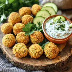Für die perfekte Falafel brauchst du nur wenige Hauptzutaten. Hier ist die Liste: - 1 Dose (15 oz) Kichererbsen, abgetropft und abgespült - 1/2 Tasse frische Petersilie, gehackt - 1/2 Tasse frischer Koriander, gehackt - 1 kleine Zwiebel, gehackt - 2 Knoblauchzehen, gehackt - 1 Teelöffel gemahlener Kreuzkümmel - 1 Teelöffel gemahlener Koriander - 1/2 Teelöffel Salz - 1/4 Teelöffel schwarzer Pfeffer - 1 Esslöffel Zitronensaft - 2 Esslöffel Olivenöl - 1/4 Tasse Vollkorenmehl (oder Semmelbrösel) Diese Zutaten sorgen für einen tollen Geschmack und die richtige Konsistenz. Die Kichererbsen sind die Basis, die dir eine tolle Textur gibt. Die Kräuter bringen Frische und Farbe. Die Tzatziki-Sauce ist der perfekte Dip. Hier sind die Zutaten: - 1 Tasse griechischer Joghurt (oder pflanzlicher Joghurt) - 1/2 Salatgurke, gerieben und abgetropft - 1 Knoblauchzehe, gehackt - 1 Esslöffel Zitronensaft - 1 Esslöffel frischer Dill, gehackt (oder Minze) - Salz und Pfeffer nach Geschmack Die Tzatziki-Sauce ist kühl und cremig. Sie passt super zu den knusprigen Falafel. Die Gurke sorgt für Frische, während der Joghurt die Sauce schön cremig macht. Frische Zutaten machen einen großen Unterschied. Hier sind ein paar Tipps, um die besten Zutaten auszuwählen: - Kichererbsen: Wähle Kichererbsen in der Dose, die fest und nicht matschig sind. - Kräuter: Achte darauf, dass die Petersilie und der Koriander lebendig und grün sind. - Zwiebeln: Sie sollten fest und ohne Druckstellen sein. - Gurken: Achte auf glatte, knackige Gurken ohne weiche Stellen. Wenn du frische Zutaten wählst, schmecken die Falafel und die Sauce noch besser. Du wirst den Unterschied sofort schmecken! Zuerst müssen die Kichererbsen bereit sein. Nehmen Sie eine Dose Kichererbsen und spülen Sie sie ab. So entfernen Sie die überschüssige Flüssigkeit. Dann lassen Sie die Kichererbsen gut abtropfen. Jetzt kommen die Kräuter. Frische Petersilie und Koriander sind hier wichtig. Hacken Sie beide Kräuter fein. Achten Sie darauf, dass sie gleichmäßig klein sind. Das gibt dem Falafel einen tollen Geschmack. Für die Falafel-Mischung brauchen Sie eine Küchenmaschine. Geben Sie die Kichererbsen, die Kräuter, eine gehackte Zwiebel, zwei gehackte Knoblauchzehen, Kreuzkümmel, gemahlenen Koriander, Salz, Pfeffer, Zitronensaft und Olivenöl hinein. Pulsieren Sie die Mischung, bis sie grob ist. Fügen Sie dann das Mehl oder die Semmelbrösel hinzu. Pulsieren Sie erneut, bis alles gut vermischt ist. Der Teig sollte zusammenhalten, aber nicht klebrig sein. Falls nötig, fügen Sie mehr Mehl hinzu. Jetzt formen Sie kleine Bälle oder Patties aus der Mischung. Sie sollten ungefähr die Größe eines Golfballs haben. Legen Sie diese auf ein Backblech. Achten Sie darauf, genug Platz zwischen den Falafel zu lassen. Heizen Sie den Ofen auf 200°C vor. Legen Sie Backpapier auf das Backblech, bevor Sie die Falafel darauf geben. Backen Sie die Falafel für 20 bis 25 Minuten. Wenden Sie sie nach der Hälfte der Zeit. Die Falafel sind fertig, wenn sie goldbraun und knusprig sind. Nehmen Sie sie aus dem Ofen und lassen Sie sie ein paar Minuten abkühlen. So werden sie noch besser. Die Kombination mit der Tzatziki-Sauce macht das Gericht besonders lecker. Für die vollständige Zubereitung können Sie das Rezept in der Full Recipe nachlesen. Um die Falafel knusprig zu machen, achte auf die Feuchtigkeit. Nutze gut abgetropfte Kichererbsen. Wenn sie zu nass sind, bleibt der Teig weich. Füge etwas mehr Mehl hinzu, um die Mischung zu festigen. Eine weitere Möglichkeit ist, die Falafel vor dem Backen leicht mit Olivenöl zu bestreichen. Das hilft der Außenschicht, knusprig zu werden. Achte darauf, die Falafel während des Backens einmal zu wenden. Das sorgt für eine gleichmäßige Bräunung. Experimentiere mit verschiedenen Kräutern und Gewürzen. Du kannst frischen Minze oder Thymian hinzufügen. Auch Paprika oder Chili geben mehr Würze. Für einen extra Kick füge etwas Harissa-Paste oder Cayennepfeffer hinzu. Wenn du die Falafel etwas nussiger magst, probiere gemahlene Mandeln oder Walnüsse. Diese Zutaten bringen neue Geschmäcker in dein Gericht. Ein häufiger Fehler ist, die Kichererbsen zu pürieren. Sie sollten grob bleiben. Das gibt der Falafel die richtige Textur. Zu viel Feuchtigkeit im Teig führt zu einer matschigen Falafel. Achte darauf, die Mischung nicht zu lange zu pürieren. Ein weiterer Fehler ist, die Falafel zu dicht auf das Backblech zu legen. Lass genug Platz zwischen den Falafel, damit die Luft zirkulieren kann. So garen sie gleichmäßig und werden schön knusprig. Wenn du mehr über die Zubereitung erfahren möchtest, schau dir das Full Recipe an. {{image_4}} Falafel sind von Natur aus vegetarisch. Für vegane Optionen können Sie einfach den Joghurt in der Tzatziki-Sauce durch pflanzlichen Joghurt ersetzen. So bleibt das Gericht rein pflanzlich. Nutzen Sie Kokos- oder Sojajoghurt für einen tollen Geschmack. Diese Alternativen halten das Gericht leicht und lecker, perfekt für alle, die auf tierische Produkte verzichten möchten. Um Ihre Falafel interessanter zu machen, können Sie verschiedene Gewürze hinzufügen. Probieren Sie zum Beispiel: - Paprika für eine süßliche Note - Cayennepfeffer für etwas Schärfe - Zimt für eine exotische Note Jede Gewürzvariation gibt den Falafel einen neuen Twist. Experimentieren Sie, um Ihren persönlichen Favoriten zu finden! Sie können die Falafel auch in Scheiben schneiden, um sie vielseitiger zu servieren. Schneiden Sie sie nach dem Backen in dünne Scheiben. Diese Scheiben eignen sich hervorragend als Belag für Wraps oder Salate. Sie können sogar eine Falafel-Bowl damit zusammenstellen. Diese Variationen bringen Abwechslung auf den Tisch und machen das Essen spannend! Für das vollständige Rezept schauen Sie sich das [Full Recipe] an. Nach dem Backen sollten Sie die Falafel in einem luftdichten Behälter aufbewahren. Stellen Sie sicher, dass sie vollständig abgekühlt sind. Wenn Sie mehrere Schichten haben, legen Sie zwischen die Schichten Backpapier. So bleiben sie knusprig und kleben nicht zusammen. Lagern Sie die Falafel im Kühlschrank. Gebackene Falafel bleiben im Kühlschrank etwa 3 bis 5 Tage frisch. Achten Sie darauf, sie gut verpackt zu halten. Prüfen Sie die Falafel vor dem Verzehr auf Geruch oder Aussehen. Wenn sie seltsam riechen oder schimmelig sind, sollten Sie sie wegwerfen. Wenn Sie mehr Falafel machen, können Sie sie einfrieren. Lassen Sie die gebackenen Falafel zuerst abkühlen. Legen Sie sie dann in einen Gefrierbeutel oder einen luftdichten Behälter. Sie können die Falafel bis zu 3 Monate einfrieren. Zum Auftauen legen Sie sie über Nacht in den Kühlschrank. Sie können sie dann im Ofen aufwärmen, um die Knusprigkeit zu erhalten. Diese Methode macht das Kochen einfach und schnell. Sie können das ganze Rezept für weitere Details ausprobieren, um sicherzustellen, dass Sie die besten Falafel genießen. Um deine Falafel gesünder zu machen, kannst du ein paar einfache Schritte befolgen. Nutze weniger Öl beim Backen. Statt Olivenöl kannst du auch Apfelmus verwenden. Verwende Vollkornmehl oder Kichererbsenmehl. Diese Optionen sind gesünder und reich an Ballaststoffen. Füge mehr Gemüse hinzu, wie Spinat oder Karotten. Ja, du kannst die Falafel frittieren! Das ergibt eine knusprige Textur. Erhitze Öl in einer tiefen Pfanne auf 180 Grad Celsius. Formen die Falafel-Mischung zu kleinen Bällchen. Frittiere sie in kleinen Portionen für 3-4 Minuten. Achte darauf, sie nicht zu überladen, damit sie gleichmäßig garen. Lass die Falafel auf Küchentüchern abtropfen, um überschüssiges Öl zu entfernen. Es gibt viele leckere Beilagen zu Baked Falafel mit Tzatziki Sauce. Probiere frisches Pitabrot oder Fladenbrot. Ein einfacher Salat mit Tomaten und Gurken passt gut. Auch Reis oder Quinoa sind tolle Optionen. Du kannst die Falafel in Wraps einwickeln, um ein schnelles Mittagessen zu machen. Serviere alles mit etwas frischem Dill oder Minze für einen extra Kick. Falafel zu machen ist einfach und macht Spaß. Wir haben die wichtigen Zutaten für die Falafel und die Tzatziki-Sauce besprochen. Die Schritt-für-Schritt-Anleitung hilft dir, perfekte Falafel zu zaubern. Tipps zeigen dir, wie du sie knusprig machst und Fehler vermeidest. Variationen wie vegetarische Optionen bringen mehr Geschmack. Die richtige Lagerung verlängert die Haltbarkeit der Falafel. Dein Wissen über Falafel hat sich jetzt verbessert. Probiere es aus und genieße die leckeren Ergebnisse!