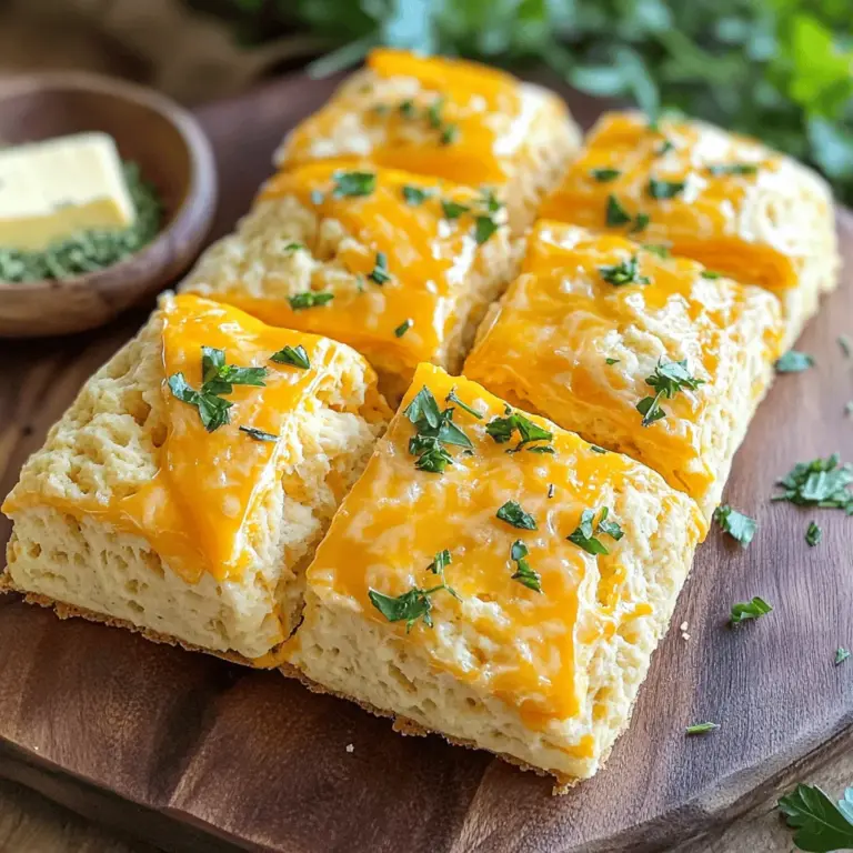 - 2 Tassen Weizenmehl - 1 Esslöffel Backpulver Weizenmehl ist die Basis für unsere Scones. Es sorgt für die richtige Textur. Backpulver hilft den Scones, beim Backen aufzugehen. So erhalten sie die perfekte Höhe und Leichtigkeit. - ½ Teelöffel Salz - ½ Teelöffel schwarzer Pfeffer - ¼ Teelöffel Cayennepfeffer (optional für einen scharfen Kick) - ½ Tasse ungesalzene Butter, kalt und gewürfelt Salz und Pfeffer bringen den Geschmack nach vorne. Der Cayennepfeffer gibt den Scones einen kleinen Kick. Die kalte Butter macht sie wunderbar zart. Achte darauf, die Butter kalt zu halten, damit sie nicht schmilzt. So bleiben die Scones fluffig und lecker. - 1 Tasse geriebener scharfer Cheddar-Käse - 1 Esslöffel frische Petersilie, gehackt (oder 1 Teelöffel getrocknete Petersilie) Cheddar-Käse gibt den Scones einen herzhaften Geschmack. Die Petersilie fügt frische hinzu. Du kannst auch andere Kräuter verwenden, um die Aromen zu variieren. Die Kombination aus Käse und Kräutern macht diese Scones besonders. Für das vollständige Rezept, schau dir den [Full Recipe] an. Heize deinen Ofen auf 200°C vor. Dies ist wichtig, um die Scones schön zu backen. Bereite ein Backblech vor, indem du es mit Backpapier auslegst. So bleiben die Scones nicht kleben und lassen sich leicht entfernen. In einer großen Rührschüssel vermischst du die Zutaten. Nimm 2 Tassen Weizenmehl, 1 Esslöffel Backpulver, ½ Teelöffel Salz, ½ Teelöffel schwarzen Pfeffer und optional ¼ Teelöffel Cayennepfeffer, wenn du es scharf magst. Mische alles gut. Jetzt fügst du die kalte, gewürfelte Butter hinzu. Nimm ½ Tasse ungesalzene Butter. Arbeite die Butter mit deinen Fingern oder einem Teigmischer ein. Die Mischung sollte wie grobe Krümel aussehen. Jetzt ist es Zeit für den Käse. Füge 1 Tasse geriebenen scharfen Cheddar-Käse und 1 Esslöffel gehackte Petersilie hinzu. Vermische alles gut. Jetzt mach eine Vertiefung in der Mitte der Mischung. Gieße ¾ Tasse Milch hinein. Mische vorsichtig mit einem Löffel, bis alles gerade so verbunden ist. Achte darauf, den Teig nicht zu überarbeiten. Gib den Teig auf eine leicht bemehlte Arbeitsfläche. Knete ihn sanft ein paar Mal, bis er zusammenhält. Forme den Teig zu einem Kreis, etwa 2,5 cm dick. Jetzt schneide den Teig in Stücke. Du kannst Wedges schneiden oder einen runden Ausstecher verwenden. Lege die Scones auf das vorbereitete Backblech. Lass Platz zwischen den Scones, damit sie beim Backen aufgehen können. Bestreiche die Oberseite der Scones mit dem verquirlten Ei. Das gibt eine schöne goldene Kruste. Jetzt sind die Scones bereit für den Ofen. Backe sie 15-20 Minuten, bis sie goldbraun sind. Falls du mehr Details benötigst, kannst du das [Full Recipe] für alle Schritte und Tipps nachlesen. Um die beste Textur zu erreichen, sollten Sie den Teig nicht überarbeiten. Wenn Sie die Zutaten mischen, rühren Sie nur so lange, bis alles zusammenkommt. Das verhindert ein zähes Ergebnis. Kalt arbeiten ist ebenfalls wichtig. Kühlen Sie die Butter vor der Verwendung und nutzen Sie kalte Milch. So bleibt der Teig locker und luftig. Sie können mit verschiedenen Käsesorten experimentieren. Gouda, Feta oder Blauschimmelkäse geben eine neue Note. Ersetzen Sie den Cheddar für spannende Variationen. Fügen Sie auch zusätzliche Gewürze hinzu, um mehr Geschmack zu erzielen. Paprika, Knoblauchpulver oder frische Kräuter bringen neuen Schwung in Ihre Scones. Servieren Sie die Scones warm, zusammen mit Kräuterbutter. Diese Kombination ist einfach köstlich. Ein leichtes Meersalz oben drauf gibt dem Ganzen einen tollen Geschmack. Für eine ansprechende Präsentation richten Sie die Scones auf einer schönen Platte an. Garnieren Sie sie mit frischen Petersilienzweigen für einen hübschen Look. {{image_4}} Um mediterrane Scones zu machen, können Sie die Zutaten anpassen. Tauschen Sie den Cheddar-Käse gegen Feta. Feta hat einen tollen Geschmack und passt gut zu Oliven. Fügen Sie auch einige gehackte Oliven hinzu. Sie bringen eine salzige Note in die Scones. Diese Kombination gibt Ihnen das Gefühl, sich in einer griechischen Taverne zu befinden. Experimentieren Sie mit getrockneten Kräutern wie Oregano oder Thymian für noch mehr Geschmack. Wenn Sie eine vegane Option suchen, ist das einfach. Ersetzen Sie die Butter durch pflanzliche Margarine. Auf diese Weise bleibt der Geschmack erhalten. Für die Milch nehmen Sie eine pflanzliche Alternative. Mandel-, Soja- oder Hafermilch sind gute Optionen. Achten Sie darauf, dass Sie ungesüßte Varianten wählen. So bleibt der Geschmack der Scones herzhaft und lecker. Wenn Sie etwas Süßes wollen, probieren Sie diese Idee. Fügen Sie Honig oder Zucker zum Teig hinzu. Eine halbe Tasse Honig kann den Scones eine besondere Süße geben. Sie können auch getrocknete Früchte wie Rosinen oder Cranberries hinzufügen. Diese Früchte geben einen fruchtigen Geschmack und eine schöne Textur. Süße Scones sind perfekt zum Frühstück oder als Snack. Für das vollständige Rezept besuchen Sie bitte den Abschnitt Full Recipe. Die Scones bleiben im Kühlschrank etwa 3 bis 5 Tage frisch. Lagern Sie sie in einem luftdichten Behälter. Das hält sie weich und feucht. Vor dem Servieren können Sie sie leicht aufwärmen. So schmecken sie fast wie frisch gebacken. Um Scones einzufrieren, lassen Sie sie zuerst vollständig abkühlen. Legen Sie sie in einen Gefrierbeutel oder einen luftdichten Behälter. Sie können die Scones bis zu 3 Monate einfrieren. Zum Wiederaufwärmen, nehmen Sie die Scones aus dem Gefrierfach. Lassen Sie sie bei Raumtemperatur auftauen. Erwärmen Sie sie dann im Ofen bei 180°C für etwa 10 Minuten. Für die beste Luftdichtheit ist ein luftdichter Behälter wichtig. Vermeiden Sie es, die Scones in Aluminiumfolie zu wickeln, da dies die Feuchtigkeit festhält. Stattdessen sollten Sie sie auf einem Gitter abkühlen lassen, bevor Sie sie lagern. So bleibt die Kruste knusprig und der Innenraum bleibt fluffig. Die Backzeit für die Scones beträgt 15 bis 20 Minuten. Um zu prüfen, ob sie gar sind, schauen Sie auf die Farbe. Sie sollten goldbraun und aufgegangen sein. Ein einfacher Test ist, leicht auf die Unterseite zu klopfen. Hört sich das hohl an? Dann sind sie fertig! Ja, Sie können verschiedene Käsesorten verwenden! Einige leckere Optionen sind Gouda, Parmesan oder Feta. Jede Käsesorte gibt den Scones einen einzigartigen Geschmack. Experimentieren Sie mit Kräutern oder Gewürzen, um den Käsegeschmack zu ergänzen. Das macht Ihr Scone-Rezept noch aufregender! Ja, das ist möglich! Sie können den Teig bis zu 24 Stunden im Voraus zubereiten. Wickeln Sie ihn in Frischhaltefolie und stellen Sie ihn in den Kühlschrank. Wenn Sie bereit sind zu backen, lassen Sie den Teig kurz bei Raumtemperatur stehen. So lässt er sich leichter formen. Alternativ können Sie die Scones auch im Voraus backen und einfrieren. In diesem Artikel haben wir die wichtigsten Zutaten für Scones besprochen. Wir haben Grundlagen wie Weizenmehl, Butter und Käse behandelt. Außerdem gab es Tipps für perfekte Scone-Texturen und einige leckere Varianten. Denke daran, kreativ bei den Zutaten zu sein und deine Scones anzupassen. Viel Freude beim Backen. Genieße deine frisch gebackenen Scones mit Freunden oder Familie!