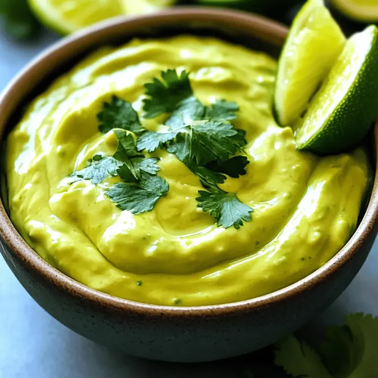 Um das cremige Avocado-Dressing zu machen, brauchst du folgende Zutaten: - 2 reife Avocados, entkernt und geschält - 60 ml Naturjoghurt (Griechischer Joghurt) - 30 ml frischer Limettensaft - 1 Knoblauchzehe, fein gehackt - 1 Esslöffel Honig oder Ahornsirup - 30 g frische Korianderblätter - Salz und Pfeffer nach Geschmack - Wasser (zum Verdünnen des Dressings, falls nötig) Jede Zutat spielt eine Rolle. Die Avocados geben die cremige Basis. Der Joghurt bringt Frische und einen leichten Kick. Limettensaft sorgt für die perfekte Säure. Wähle reife Avocados. Sie sollten leicht gedrückt werden können, aber nicht zu weich sein. Eine gute Avocado hat eine glatte, grüne Haut. Überprüfe sie im Laden, indem du sie sanft drückst. Wenn sie zu fest ist, warte ein paar Tage. Reife Avocados schmecken besser und geben mehr Cremigkeit. Du kannst auch andere Zutaten verwenden, wenn du keinen griechischen Joghurt magst. Eine tolle Option ist Kokosjoghurt. Er gibt einen leichten, süßen Geschmack. Auch Cashewcreme ist eine gute Wahl. Sie macht das Dressing sehr cremig und reichhaltig. Wenn du eine milchfreie Option suchst, sind diese Alternativen perfekt. Um das cremige Avocado-Dressing zu machen, brauchst du frische Zutaten. Du brauchst: - 2 reife Avocados, entkernt und geschält - 60 ml Naturjoghurt (Griechischer Joghurt) - 30 ml frischer Limettensaft - 1 Knoblauchzehe, fein gehackt - 1 Esslöffel Honig oder Ahornsirup - 30 g frische Korianderblätter - Salz und Pfeffer nach Geschmack - Wasser (zum Verdünnen des Dressings, falls nötig) Stelle sicher, dass die Avocados reif sind. Sie sollten weich sein, aber nicht matschig. Die Korianderblätter sollten frisch und grün sein. Jetzt geht es an die Zubereitung. Befolge diese einfachen Schritte: 1. Gib die Avocados, den griechischen Joghurt, den Limettensaft, den Knoblauch, den Honig und die Korianderblätter in einen Mixer. 2. Mixe alles, bis die Mischung glatt und cremig ist. Schabe die Seiten des Behälters ab, um alles gut zu vermischen. 3. Ist das Dressing zu dick? Füge langsam Wasser hinzu – jeweils einen Esslöffel – und mixe weiter, bis die Konsistenz stimmt. 4. Würze das Dressing mit Salz und Pfeffer. Mixe einmal mehr, um die Gewürze gut zu integrieren. 5. Fülle das Dressing in eine Schüssel oder einen luftdichten Behälter. Stelle es mindestens 30 Minuten in den Kühlschrank. So können sich die Aromen entfalten. Um das beste Ergebnis zu erzielen, beachte diese Tipps: - Nutze reife Avocados. Sie schmecken besser und machen das Dressing cremiger. - Wenn das Dressing zu dick ist, füge schrittweise Wasser hinzu. So kontrollierst du die Konsistenz besser. - Übermixen kann die Textur verändern. Mixe nur bis zur gewünschten Cremigkeit. - Lass das Dressing im Kühlschrank ruhen. Das verbessert den Geschmack. Mit diesen einfachen Schritten machst du ein leckeres und cremiges Avocado-Dressing. Probiere es zu deinen Lieblingsgerichten oder als Dip! Um die perfekte Konsistenz zu erreichen, achte auf die Avocados. Sie sollten reif sein, aber nicht überreif. Wenn das Dressing zu dick ist, füge langsam Wasser hinzu. Mixe es gut, bis es die gewünschte Cremigkeit hat. Du kannst immer mehr Wasser hinzufügen, aber nicht zu viel auf einmal. So behältst du die Kontrolle über die Textur. Das Grundrezept ist schon lecker, aber du kannst es anpassen. Füge etwas geräuchertes Paprikapulver hinzu für einen rauchigen Geschmack. Auch ein Spritzer Worcestersauce kann die Tiefe erhöhen. Experimentiere mit Chili-Flocken für eine scharfe Note. Probiere auch verschiedene Essigsorten aus, um die Säure zu variieren. Frische Kräuter bringen Leben in dein Dressing. Koriander ist schon toll, aber auch Basilikum oder Petersilie passen gut. Diese Kräuter fügen nicht nur Geschmack hinzu, sondern auch Farbe. Hacke sie fein und mische sie vor dem Servieren unter das Dressing. Das macht es noch frischer und interessanter. Wenn du mehr über die Zubereitung erfahren möchtest, schau dir das Full Recipe an. {{image_4}} Um das Dressing vegan zu machen, ersetze den griechischen Joghurt. Nutze stattdessen eine pflanzliche Joghurt-Alternative. Kokosjoghurt oder Sojajoghurt funktionieren gut. Diese Optionen bringen eine ähnliche Cremigkeit. Du kannst auch etwas mehr Avocado hinzufügen für zusätzliche Textur. Du kannst das Dressing leicht anpassen. Füge mehr Knoblauch für einen kräftigeren Geschmack hinzu. Für eine scharfe Note, gib etwas Chili oder Cayennepfeffer hinzu. Wenn du es süßer magst, erhöhe die Menge an Honig oder Ahornsirup. Experimentiere mit Kräutern, wie Petersilie oder Dill, um neue Aromen zu entdecken. Das cremige Avocado-Dressing passt zu vielen Gerichten. Verwende es als Dip für frisches Gemüse oder Chips. Es ist auch ideal für Salate oder Tacos. Du kannst es über gegrilltes Gemüse gießen oder mit gegrilltem Hähnchen servieren. Egal, wo du es verwendest, es bringt immer einen frischen Geschmack. Nach der Zubereitung bewahre das cremige Avocado-Dressing im Kühlschrank auf. Nutze einen luftdichten Behälter, um die Frische zu sichern. So bleibt der Geschmack lange erhalten. Stelle sicher, dass der Behälter gut verschlossen ist. So vermeidest du, dass andere Gerüche in das Dressing eindringen. Das Dressing bleibt im Kühlschrank bis zu fünf Tage frisch. Achte darauf, es in den ersten zwei Tagen zu verwenden, um die beste Qualität zu genießen. Wenn du es länger aufbewahren möchtest, friere es in einer Eiswürfelschale ein. So kannst du Portionen nach Bedarf auftauen. Wenn du Reste hast, gibt es viele Möglichkeiten, sie zu nutzen. Verwende das Dressing als Dip für Gemüse oder Chips. Du kannst es auch auf Sandwiches oder Wraps streichen. Experimentiere, indem du es in Salate oder sogar in Pastagerichte einfügst. So gibst du deinen Gerichten neuen Schwung. Cremiges Avocado-Dressing hält sich im Kühlschrank etwa 3 bis 5 Tage. Der Hauptgrund für die Haltbarkeit ist die Frische der Zutaten. Avocados oxidieren schnell und verlieren ihre Farbe. Um die Frische zu verlängern, lagere das Dressing in einem luftdichten Behälter. Ein Spritzer Limettensaft kann helfen, die Farbe länger zu halten. Dies liegt daran, dass der Saft die Oxidation verlangsamt. Ja, du kannst das Dressing ohne Joghurt zubereiten. Du hast mehrere Optionen. Du könntest zum Beispiel mehr Avocado verwenden oder pflanzliche Alternativen wie Kokosmilch oder Mandelmilch nehmen. Diese Zutaten geben dem Dressing trotzdem eine cremige Textur. Experimentiere mit den Mengen, um die richtige Konsistenz zu finden. Probiere auch, die Aromen mit Gewürzen oder Kräutern zu variieren. Cremiges Avocado-Dressing passt wunderbar zu vielen Gerichten. Hier sind einige Ideen: - Frische Salate: Es ergänzt grüne Salate sehr gut. - Tacos: Verwende es als Topping für Tacos oder Burritos. - Gemüse: Es eignet sich hervorragend als Dip für frisches Gemüse. - Sandwiches: Du kannst es auch auf Sandwiches oder Wraps streichen. Egal, wofür du es verwendest, es bringt die Aromen zum Strahlen! In diesem Artikel haben wir alle Schritte zur Herstellung eines cremigen Avocado-Dressings behandelt. Wir haben die besten Zutaten und Alternativen besprochen, sowie Tipps zur Zubereitung gegeben. Die Variationen und Lagerinformationen helfen dir, das Dressing perfekt zu nutzen. Denke daran, dass frische Kräuter und die richtige Konsistenz entscheidend sind. Jetzt bist du bereit, dieses leckere Dressing zu genießen und mit verschiedenen Gerichten zu kombinieren. Nutze die Tipps, um jeden Bissen geschmackvoll zu machen!