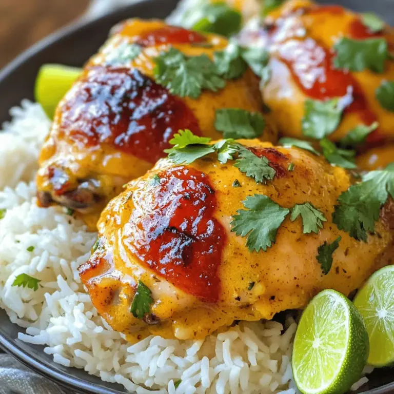 - 4 Hähnchenschenkel ohne Knochen und Haut - 1 Dose (400 ml) Kokosmilch - 1 Esslöffel Kokosöl - 1 mittelgroße Zwiebel, fein gehackt - 2 Knoblauchzehen, gehackt - 1-2 rote Chilischoten, gehackt (nach Schärfewunsch anpassen) - 1 Teelöffel gemahlener Kreuzkümmel - 1 Teelöffel Paprika - 1 Esslöffel frischer Limettensaft - Salz und Pfeffer nach Geschmack - Frischer Koriander, gehackt, zum Garnieren - Gekochter Jasminreis zum Servieren Falls du keine Hähnchenschenkel hast, nutze Hähnchenbrust. Diese kocht schneller. Für eine milderer Sauce kannst du die Chilischoten weglassen oder weniger verwenden. Ersetze Kokosmilch durch Sahne, wenn du einen anderen Geschmack magst. Anstelle von Limettensaft kannst du auch Zitronensaft verwenden. Frische Kräuter bringen mehr Aroma. Verwende frischen Koriander für die Garnitur. Getrocknete Gewürze wie Kreuzkümmel und Paprika sind praktisch und haben auch viel Geschmack. Achte darauf, sie gut zu lagern, damit sie frisch bleiben. Wenn du frische Kräuter verwendest, füge sie kurz vor dem Servieren hinzu. So bleiben sie grün und lebhaft. Das Rezept für würziges brasilianisches Kokosnuss-Hühnchen ist einfach. Die Zubereitung dauert etwa 40 Minuten. Sie brauchen frische Zutaten und etwas Zeit, um die Aromen zu verbinden. 1. Erhitze in einer großen Pfanne das Kokosöl bei mittlerer Hitze. 2. Füge die gehackte Zwiebel hinzu. Sautiere sie für etwa 5 Minuten, bis sie glasig ist. 3. Rühre den gehackten Knoblauch und die roten Chilischoten ein. Brate sie 1-2 Minuten, bis der Knoblauch duftet. 4. Gib den gemahlenen Kreuzkümmel und die Paprika dazu. Mische alles gut und röste die Gewürze etwa eine Minute an. 5. Lege die Hähnchenschenkel in die Pfanne. Brate jede Seite 3-4 Minuten, bis sie schön braun ist. 6. Gieße die Kokosmilch über das Hühnchen. Achte darauf, dass das Hühnchen vollständig bedeckt ist. 7. Bringe alles zum sanften Köcheln. Reduziere die Hitze auf niedrig und decke die Pfanne ab. Koche das Hühnchen 20-25 Minuten lang, bis es zart ist. 8. Rühre nach dem Garen den Limettensaft ein. Schmecke mit Salz und Pfeffer ab. 9. Für eine dickere Sauce nimm das Hühnchen heraus. Erhöhe die Hitze auf mittel-hoch. Koche die Sauce 5-10 Minuten weiter. 10. Gib das Hühnchen wieder in die Pfanne und überziehe es mit der köstlichen Kokossauce. - Wähle frische Hähnchenschenkel für den besten Geschmack. - Achte darauf, die Gewürze gut zu rösten. So entfalten sie ihr volles Aroma. - Lass das Hühnchen in der Sauce ruhen, damit es die Aromen aufnimmt. - Serviere das Gericht mit Jasminreis und frisch gehacktem Koriander für den perfekten Genuss. Für weitere Details, siehe auch das [Full Recipe]. Um den Geschmack deines würzigen brasilianischen Kokosnuss-Hühnchens zu verbessern, nutze frische Zutaten. Frische Zwiebeln und Knoblauch haben einen stärkeren Geschmack. Füge mehr Chilischoten hinzu, wenn du es schärfer magst. Eine Prise Zucker kann die Aromen ausbalancieren. Limettensaft bringt Frische und Tiefe in die Sauce. Probiere auch, die Kokosmilch etwas länger zu köcheln, um den Geschmack zu intensivieren. Ein häufiger Fehler ist, das Hühnchen zu lange bei hoher Hitze zu braten. Das macht das Fleisch trocken. Achte darauf, die Hitze zu reduzieren, wenn du die Kokosmilch hinzufügst. Ein weiterer Fehler ist, die Gewürze nicht ausreichend zu rösten. Das Rösten ist wichtig, um den vollen Geschmack zu entfalten. Außerdem solltest du nicht vergessen, die Sauce regelmäßig zu rühren, um ein Anbrennen zu vermeiden. Für eine cremige Sauce ist die richtige Hitze wichtig. Halte die Hitze niedrig, wenn die Kokosmilch kocht. Wenn die Sauce zu dünn ist, nimm das Hühnchen heraus und lasse die Sauce etwas länger kochen. So verdampft etwas Flüssigkeit und die Sauce wird dicker. Wenn sie zu dick ist, füge einfach etwas Wasser oder Brühe hinzu. Achte darauf, die Sauce vor dem Servieren gut abzuschmecken, um sicherzustellen, dass sie perfekt ist. Für das vollständige Rezept klicke hier: [Full Recipe]. {{image_4}} Wenn Sie eine vegetarische Option möchten, probieren Sie Tofu oder Gemüse. Tofu nimmt die Aromen gut auf. Schneiden Sie ihn in Würfel und braten Sie ihn in Kokosöl. Für Gemüse können Sie Paprika, Zucchini oder Brokkoli verwenden. Braten Sie das Gemüse, bis es weich ist, und folgen Sie dem gleichen Rezept. So erhalten Sie ein leckeres, würziges Gericht. Die Schärfe ist wichtig für den Geschmack. Sie können die roten Chilischoten nach Wunsch anpassen. Für milde Speisen verwenden Sie nur eine Schote oder entfernen die Kerne. Mögen Sie es scharf? Fügen Sie zwei oder mehr Chilischoten hinzu. Das gibt Ihrem Gericht einen echten Kick. Experimentieren Sie, bis Sie die perfekte Schärfe gefunden haben. Sie können auch Fisch oder Meeresfrüchte verwenden. Garnelen oder Kabeljau passen hervorragend zu dieser Kokosmilchsoße. Kochen Sie diese Proteine in der gleichen Zeit wie das Hühnchen. Achten Sie darauf, dass der Fisch nicht zu lange gart. So bleibt er zart und saftig. Für eine neue Geschmacksrichtung probieren Sie verschiedene Meeresfrüchte. Das gibt Ihrem Gericht eine besondere Note. Wenn Sie die volle Rezeptur sehen möchten, schauen Sie sich das vollständige Rezept an. Wenn Sie nach dem Kochen von würzigem brasilianischem Kokosnuss-Hühnchen Reste haben, lagern Sie sie in einem luftdichten Behälter. Lassen Sie das Hühnchen zuerst auf Raumtemperatur abkühlen. Decken Sie es gut ab, um die Frische zu bewahren. Achten Sie darauf, das Hühnchen innerhalb von zwei Stunden nach dem Kochen zu lagern. Um das Hühnchen einzufrieren, teilen Sie es in Portionen auf. Verwenden Sie einen gefriergeeigneten Behälter oder einen starken Gefrierbeutel. Drücken Sie so viel Luft wie möglich heraus, um Frost zu vermeiden. Zum Auftauen legen Sie das Hühnchen über Nacht in den Kühlschrank. Alternativ können Sie es in der Mikrowelle auftauen, aber das Ergebnis kann weniger saftig sein. Im Kühlschrank bleibt das Hühnchen 3 bis 4 Tage frisch. Wenn Sie es einfrieren, beträgt die Haltbarkeit etwa 3 Monate. Nach dieser Zeit kann sich die Textur und der Geschmack ändern. Achten Sie darauf, das Hühnchen gut zu beschriften, damit Sie das Datum wissen. Das Hühnchen ist nach 20-25 Minuten gar. Es sollte zart sein. Ich empfehle, ein Fleischthermometer zu nutzen. Die Innentemperatur sollte 75 Grad Celsius erreichen. So wissen Sie, dass es sicher zu essen ist. Lassen Sie das Hühnchen nach dem Kochen einige Minuten ruhen. Das verbessert den Geschmack und die Saftigkeit. Ja, Sie können die Kokosmilch ersetzen. Eine gute Option ist Mandelmilch. Diese hat jedoch einen anderen Geschmack. Auch Soja- oder Hafermilch sind möglich. Achten Sie darauf, ungesüßte Varianten zu wählen. Diese Alternativen ändern die Textur des Gerichts, aber es bleibt lecker. Experimentieren Sie, um die beste Option für Ihren Geschmack zu finden. Um mehr Portionen zu machen, verdoppeln Sie einfach die Zutaten. Achten Sie darauf, die Kochzeit anzupassen. Größere Mengen benötigen mehr Zeit, um durchzugaren. Verwenden Sie eine größere Pfanne oder einen Topf, damit das Hühnchen gleichmäßig gart. Dies verbessert das Endergebnis. Für eine vollständige Anleitung schauen Sie sich das Full Recipe an. Zusammengefasst bietet dieses Rezept für würziges brasilianisches Kokosnuss-Hühnchen eine Vielzahl an Möglichkeiten. Du hast die Zutaten und Zubereitung kennengelernt. Tipps helfen, den Geschmack zu verbessern, während Variationen für jeden etwas bieten. Denke an die Aufbewahrung, um Reste frisch zu halten. Diese Mahlzeit bringt Farbe auf deinen Tisch. Probiere es aus und genieße die Vielfalt!