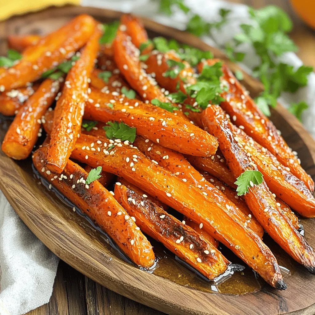 Für dieses leckere Gericht brauchen Sie: - 450 g Karotten, geschält und in Sticks geschnitten - 2 Esslöffel Olivenöl - 2 Esslöffel Honig Diese Zutaten sind einfach zu finden und machen die Karotten süß und saftig. Karotten sind reich an Vitaminen und Ballaststoffen. Sie sind perfekt für eine gesunde Beilage. Für den besonderen Kick fügen wir folgende Gewürze hinzu: - 1 Teelöffel gemahlener Zimt - 1/2 Teelöffel Cayennepfeffer (nach Wunsch anpassen) - Salz und Pfeffer nach Geschmack Zimt bringt Wärme und Tiefe, während Cayennepfeffer eine angenehme Schärfe hinzufügt. Sie können die Schärfe nach Ihrem Geschmack anpassen. Diese Gewürze machen die Karotten spannend und aromatisch. Für das perfekte Finish nutzen wir: - 1 Esslöffel Sesamsamen - Frische Petersilie, gehackt zum Garnieren Sesamsamen geben einen schönen Crunch und Petersilie sorgt für einen frischen Farbklecks. Diese Garnierungen machen das Gericht nicht nur lecker, sondern auch hübsch. Wenn Sie mehr über die Zubereitung erfahren wollen, schauen Sie sich die Full Recipe an. Zuerst schälen Sie 450 g Karotten. Schneiden Sie sie in Sticks. Nehmen Sie eine große Schüssel. Geben Sie die Karotten hinein. Fügen Sie 2 Esslöffel Olivenöl und 2 Esslöffel Honig hinzu. Dann streuen Sie 1 Teelöffel gemahlenen Zimt und 1/2 Teelöffel Cayennepfeffer darüber. Salzen und pfeffern Sie die Mischung nach Geschmack. Vermengen Sie alles gut, bis die Karotten gleichmäßig überzogen sind. Heizen Sie Ihren Ofen auf 220°C vor. Verteilen Sie die Karotten gleichmäßig auf einem Backblech, das mit Backpapier ausgelegt ist. Rösten Sie die Karotten für 25 bis 30 Minuten. Nach der Hälfte der Zeit sollten Sie die Karotten wenden. So garen sie gleichmäßiger und karamellisieren besser an den Rändern. Nutzen Sie eine große Zange oder einen Spatel. Drehen Sie die Karotten vorsichtig um, damit sie nicht zerbrechen. Achten Sie darauf, dass sie gut verteilt bleiben. So können sie schön bräunen und die Aromen entfalten. In den letzten 5 Minuten streuen Sie 1 Esslöffel Sesamsamen über die Karotten. Dies verleiht ihnen einen tollen Crunch. Nach dem Röstvorgang nehmen Sie die Karotten aus dem Ofen und lassen sie leicht abkühlen. Garnieren Sie sie mit frischer, gehackter Petersilie vor dem Servieren. Für die vollständige Anleitung und alle Schritte schauen Sie sich das [Full Recipe] an. Um die besten gerösteten Karotten zu machen, achte auf die Karottenqualität. Frische, knackige Karotten schmecken am besten. Schneide sie gleichmäßig, damit sie gleichmäßig garen. Ein paar Minuten länger oder kürzer können den Unterschied machen. Wende die Karotten während des Röstens. So werden sie schön braun und karamellisiert. Die Balance von Süße und Schärfe macht das Gericht besonders. Du kannst die Menge an Honig nach deinem Geschmack anpassen. Wenn du es schärfer magst, füge mehr Cayennepfeffer hinzu. Probiere verschiedene Kombinationen aus, um deine perfekte Mischung zu finden. Ein kleiner Spritzer Zitronensaft kann auch helfen, die Aromen zu verstärken. Für dieses Rezept benötigst du nur wenige Geräte. Ein gutes Schneidebrett und ein scharfes Messer sind wichtig. Eine große Schüssel hilft beim Mischen der Zutaten. Ein Backblech mit Backpapier verhindert das Anhaften. Und ein guter Ofen ist der Schlüssel für gleichmäßiges Rösten. Wenn du diese Geräte hast, bist du bereit, die köstlichen Süß-pikanten gerösteten Karotten zuzubereiten. Für das gesamte Rezept kannst du die vollständige Anleitung hier finden: [Full Recipe]. {{image_4}} Es gibt viele tolle Möglichkeiten, die Aromen der Süß-pikanten gerösteten Karotten zu verändern. Zum Beispiel, probiere Kreuzkümmel für einen erdigen Geschmack. Du kannst auch Paprika hinzufügen, um eine rauchige Note zu erzielen. Ein Hauch von Muskatnuss bringt eine warme Tiefe in das Gericht. Experimentiere mit deinen Lieblingsgewürzen. Das macht das Rezept spannend und neu. Die Süß-pikanten gerösteten Karotten sind von Natur aus vegetarisch. Wenn du eine vegane Version möchtest, ersetze den Honig durch Ahornsirup oder Agavendicksaft. Diese Alternativen bieten die gleiche Süße, ohne tierische Produkte zu verwenden. So kannst du das Gericht anpassen, ohne den Geschmack zu verlieren. Um das Gericht noch nahrhafter zu machen, füge Nüsse oder Trockenfrüchte hinzu. Walnüsse oder Mandeln geben einen knusprigen Biss. Du kannst auch getrocknete Cranberries oder Aprikosen hinzufügen, um eine süße Note zu integrieren. Diese Zutaten bringen extra Textur und Geschmack. Sie machen die Karotten zu einer bunten und köstlichen Beilage. Für das vollständige Rezept, sieh dir die [Full Recipe] an. Nach dem Genuss der Süß-pikanten gerösteten Karotten bleiben manchmal Reste übrig. Um diese frisch zu halten, lege die abgekühlten Karotten in einen luftdichten Behälter. Achte darauf, die Karotten nicht heiß in den Behälter zu legen, um Kondenswasser zu vermeiden. So bleiben sie knusprig und lecker. Wenn du die Karotten wieder aufwärmen möchtest, nutze den Ofen. Heize ihn auf 180°C vor. Lege die Karotten auf ein Backblech und röste sie für etwa 10 Minuten. So werden sie wieder warm und erhalten ihren tollen Geschmack. Du kannst auch eine Pfanne verwenden. Erwärme die Karotten bei mittlerer Hitze, bis sie durch sind. Zubereitete Karotten bleiben im Kühlschrank bis zu vier Tage frisch. Achte darauf, sie gut zu verpacken, damit sie nicht austrocknen. Wenn du die Karotten länger aufbewahren möchtest, kannst du sie einfrieren. In einem gefrierfesten Beutel halten sie bis zu drei Monate. So hast du immer einen gesunden Snack griffbereit. Die Karotten sollten 25 bis 30 Minuten im Ofen rösten. Halten Sie sie bei 220°C. Die Zeit variiert je nach Ofen. Wenden Sie die Karotten nach 15 Minuten. So garen sie gleichmäßig. Sie sind perfekt, wenn sie zart und leicht karamellisiert sind. Ja, Sie können die Karotten im Voraus zubereiten. Schneiden Sie die Karotten und marinieren Sie sie. Lagern Sie die Mischung in einem luftdichten Behälter. Sie können sie bis zu zwei Tage im Kühlschrank aufbewahren. Rösten Sie sie einfach, wenn Sie bereit sind, zu servieren. Süß-pikante geröstete Karotten passen gut zu vielen Beilagen. Hier sind einige Optionen: - Gegrilltes Hähnchen oder Fisch - Quinoa oder Reis - Frischer Salat mit Zitrus-Dressing - Geröstete Süßkartoffeln Diese Kombinationen bringen die Aromen der Karotten gut zur Geltung. Sie können die Karotten auch als Teil eines Buffets servieren. Süß-pikante geröstete Karotten sind ein einfaches und leckeres Gericht. Wir haben die Hauptzutaten, Gewürze und Beilagen besprochen. Außerdem gab es eine klare Schritt-für-Schritt-Anleitung für den Röstprozess. Wichtige Tipps helfen dir, das beste Ergebnis zu erzielen. Du kannst die Karotten auch mit verschiedenen Gewürzen variieren und anpassen. Beachte die Lagerungshinweise, um Reste gut aufzubewahren. Probiere es aus und genieße diesen gesunden Snack oder Beilage!