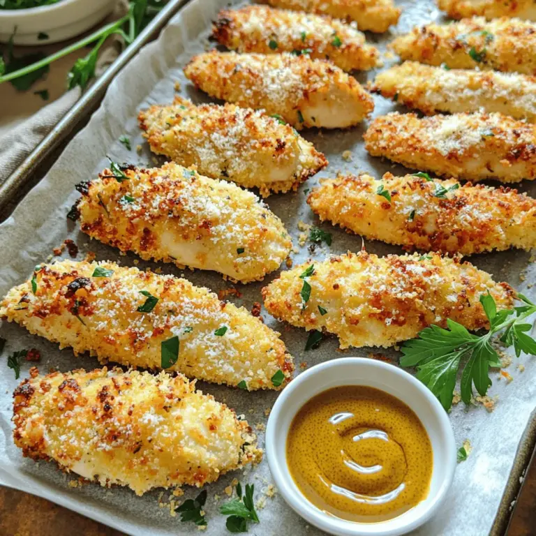 Für die knusprigen Hähnchenstreifen benötigst du frische und hochwertige Zutaten. Hier sind die Hauptbestandteile: - 450 g Hähnchenfilets - 240 ml Buttermilch Diese Zutaten bilden die Basis für den zarten und saftigen Kern deiner Hähnchenstreifen. Die Gewürze und die Panade verleihen deinem Gericht den besonderen Kick. Du brauchst: - 1 Teelöffel Knoblauchpulver - 1 Teelöffel Zwiebelpulver - 1 Teelöffel Paprikapulver - 1 Teelöffel schwarzer Pfeffer - 1 Teelöffel Salz - 120 g Weizenmehl - 120 g Semmelbrösel (Panko für extra Knusprigkeit) - 2 Esslöffel geriebener Parmesan - Olivenölspray Diese Gewürze sorgen für einen tollen Geschmack und die Panade macht die Hähnchenstreifen schön knusprig. Du kannst die Hähnchenstreifen auch mit verschiedenen Zutaten anpassen. Probiere diese Alternativen: - Nutze Joghurt anstelle von Buttermilch für eine andere Textur. - Ersetze Weizenmehl durch Mandelmehl für eine glutenfreie Option. - Verwende verschiedene Gewürze wie Cajun oder italienische Kräuter für neue Geschmäcker. Diese Anpassungen helfen dir, deine Hähnchenstreifen immer wieder neu zu gestalten. Für die vollständige Rezeptanleitung schau dir den [Full Recipe] an. Um deine Hähnchenstreifen perfekt zu marinieren, beginne mit der Buttermilch. Diese macht das Fleisch zart. Mische in einer großen Schüssel die Buttermilch mit Knoblauchpulver, Zwiebelpulver, Paprikapulver, schwarzem Pfeffer und Salz. Rühre alles gut um. Jetzt kommen die Hähnchenfilets dazu. Stelle sicher, dass jedes Stück gut mit der Marinade bedeckt ist. Decke die Schüssel ab und stelle sie für mindestens 30 Minuten in den Kühlschrank. Du kannst das auch über Nacht machen, um noch mehr Geschmack zu bekommen. Jetzt kommt der spaßige Teil: das Panieren! Nimm die Hähnchenstreifen aus der Marinade. Lass die überschüssige Marinade abtropfen. Bereite zwei Schüsseln vor. In einer Schüssel mischst du das Mehl mit dem geriebenen Parmesan. In der anderen Schüssel liegen die Semmelbrösel bereit. Wälze jedes Hähnchenfilet zuerst in der Mehlmischung. Achte darauf, dass es gleichmäßig bedeckt ist. Dann tauche es in die Semmelbrösel. Drücke sanft, damit die Brösel gut haften. Lege die panierten Hähnchenstreifen auf ein Backblech. Heize deinen Ofen auf 220°C vor. Besprühe die panierten Hähnchenstreifen leicht mit Olivenöl. Das hilft ihnen, goldbraun zu werden. Jetzt backe die Hähnchenstreifen für 15-20 Minuten. Sie sind fertig, wenn sie durchgegart sind und eine schöne goldene Farbe haben. Für extra Knusprigkeit, kannst du sie in den letzten 2-3 Minuten unter den Grill stellen. Achte genau darauf, dass sie nicht verbrennen. Serviere die Hähnchenstreifen heiß mit deinen Lieblingsdip-Saucen. Wenn du die Schritte aus der Anleitung befolgst, wirst du perfekt knusprige Hähnchenstreifen erhalten. Um die perfekte Knusprigkeit zu erreichen, ist die Wahl der Panade wichtig. Ich empfehle, Panko-Semmelbrösel zu verwenden. Diese sind gröber und sorgen für einen tollen Crunch. Ein weiterer Trick ist das Besprühen der Hähnchenstreifen mit Olivenöl. Das hilft beim Bräunen und macht die Streifen knuspriger. Backe die Hähnchenstreifen bei 220 °C. Diese hohe Temperatur trägt ebenfalls zur Knusprigkeit bei. Wenn du magst, kannst du die letzten Minuten den Grill nutzen, um die Hähnchenstreifen extra kross zu machen. Achte darauf, dass sie nicht verbrennen. Die Hähnchenstreifen schmecken toll mit verschiedenen Dips. Honig-Senf, Ranch-Dressing und Barbecue-Sauce sind immer gute Optionen. Du kannst auch eine scharfe Salsa oder eine Joghurt-Dill-Sauce probieren. Als Beilage passen Pommes frites, ein frischer Salat oder Gemüse-Sticks perfekt. Diese Kombinationen bringen Abwechslung und machen das Essen spannender. Ein häufiger Fehler ist, die Hähnchenstreifen zu dicht auf das Blech zu legen. Lass genug Platz zwischen den Streifen, damit die heiße Luft zirkulieren kann. So wird jedes Stück gleichmäßig knusprig. Ein weiterer Fehler ist, die Marinierzeit zu kurz zu halten. Wenn du die Hähnchenfilets länger in der Buttermilch lässt, ziehen sie mehr Geschmack. Achte auch darauf, dass die Ofentür nicht zu oft geöffnet wird. So bleibt die Temperatur konstant. {{image_4}} Es gibt viele Möglichkeiten, den Geschmack deiner Hähnchenstreifen zu ändern. Du kannst verschiedene Gewürze hinzufügen, um neue Aromen zu entdecken. Probiere zum Beispiel: - Cayennepfeffer für einen scharfen Kick - Kümmel für einen erdigen Geschmack - Thymian oder Oregano für ein mediterranes Flair Diese Gewürze machen deine Hähnchenstreifen aufregender und einzigartig. Misch die Gewürze einfach in die Marinade oder die Panade. Wenn du eine glutenfreie oder keto-freundliche Option benötigst, gibt es viele Alternativen. Statt Weizenmehl kannst du Mandelmehl oder Kokosmehl verwenden. Für die Panade kannst du glutenfreie Semmelbrösel oder gemahlene Nüsse nutzen. Diese Alternativen bieten nicht nur eine glutenfreie Option, sondern auch viele gesunde Fette. So bleiben die Hähnchenstreifen knusprig und lecker, ohne die Kohlenhydrate zu erhöhen. Wenn du eine vegetarische oder vegane Alternative suchst, ersetze das Hähnchen durch Tofu oder Tempeh. Marinier die Stücke genau wie das Hähnchen, um den Geschmack zu verbessern. Für die Panade verwende die gleichen Zutaten, aber achte darauf, dass sie vegan sind. Eine weitere tolle Option sind Blumenkohl- oder Zucchinischeiben. Diese Gemüse sind lecker, wenn sie gut gewürzt und knusprig gebacken werden. So hast du viele schmackhafte Varianten für jeden Geschmack. Die Lagerung deiner Hähnchenstreifen ist wichtig. Lagere die Streifen in einem luftdichten Behälter. So bleiben sie frisch und saftig. Du kannst sie auch in Frischhaltefolie wickeln. Achte darauf, die Luft so gut wie möglich herauszudrücken. So vermeidest du Gefrierbrand. Wenn du die Hähnchenstreifen im Kühlschrank aufbewahrst, halten sie sich etwa drei bis vier Tage. Wenn du sie länger lagern möchtest, lege sie in den Gefrierschrank. Dort bleiben sie bis zu drei Monate frisch. Für den Gefrierschrank solltest du die Streifen in Portionen aufteilen. Das macht das Auftauen einfacher. Um die Hähnchenstreifen wieder aufzuwärmen, nutze den Ofen. Heize den Ofen auf 180°C vor. Lege die Streifen auf ein Backblech und backe sie für etwa 10 bis 15 Minuten. So bleiben sie knusprig. Du kannst auch eine Pfanne verwenden. Erhitze sie bei mittlerer Hitze für ein paar Minuten. Vermeide die Mikrowelle, da die Streifen dann weich werden. Du willst ja den perfekten Biss! Die Hähnchenstreifen sollten 15 bis 20 Minuten bei 220°C gebacken werden. Achte darauf, dass sie goldbraun und knusprig sind. Verwende ein Fleischthermometer, um sicherzustellen, dass die Innentemperatur 75°C erreicht. In den letzten Minuten kannst du sie unter den Grill legen, um die Knusprigkeit zu erhöhen. Ja, die Hähnchenstreifen können im Airfryer zubereitet werden. Heize den Airfryer auf 200°C vor. Lege die panierten Streifen in den Korb, sodass sie sich nicht überlappen. Backe sie für 10 bis 12 Minuten. Schüttle den Korb einmal während des Garens für eine gleichmäßige Bräunung. Du kannst die Marinade leicht abändern, um mehr Geschmack zu erhalten. Füge frische Kräuter wie Thymian oder Rosmarin hinzu. Eine Prise Cayennepfeffer sorgt für eine angenehme Schärfe. Für eine süßere Note kannst du Honig oder Ahornsirup einrühren. Experimentiere mit verschiedenen Gewürzen, um deinen eigenen Twist zu finden. Für das volle Rezept schau dir die Anleitung für knusprige Ofen-gebackene Hähnchenstreifen an! Zusammenfassend haben wir die besten Zutaten für Hähnchenstreifen besprochen. Ich habe dir gezeigt, welche Gewürze und Panade du benötigst. Wir haben auch Variationen für besondere Geschmäcker entdeckt. Wir haben die Schritte für die Zubereitung und Tipps für die perfekte Knusprigkeit behandelt. Denke an die Lagerung und das Aufwärmen der Hähnchenstreifen. Mit diesen Informationen kannst du köstliche Hähnchenstreifen zubereiten. Viel Spaß beim Kochen und Genießen!