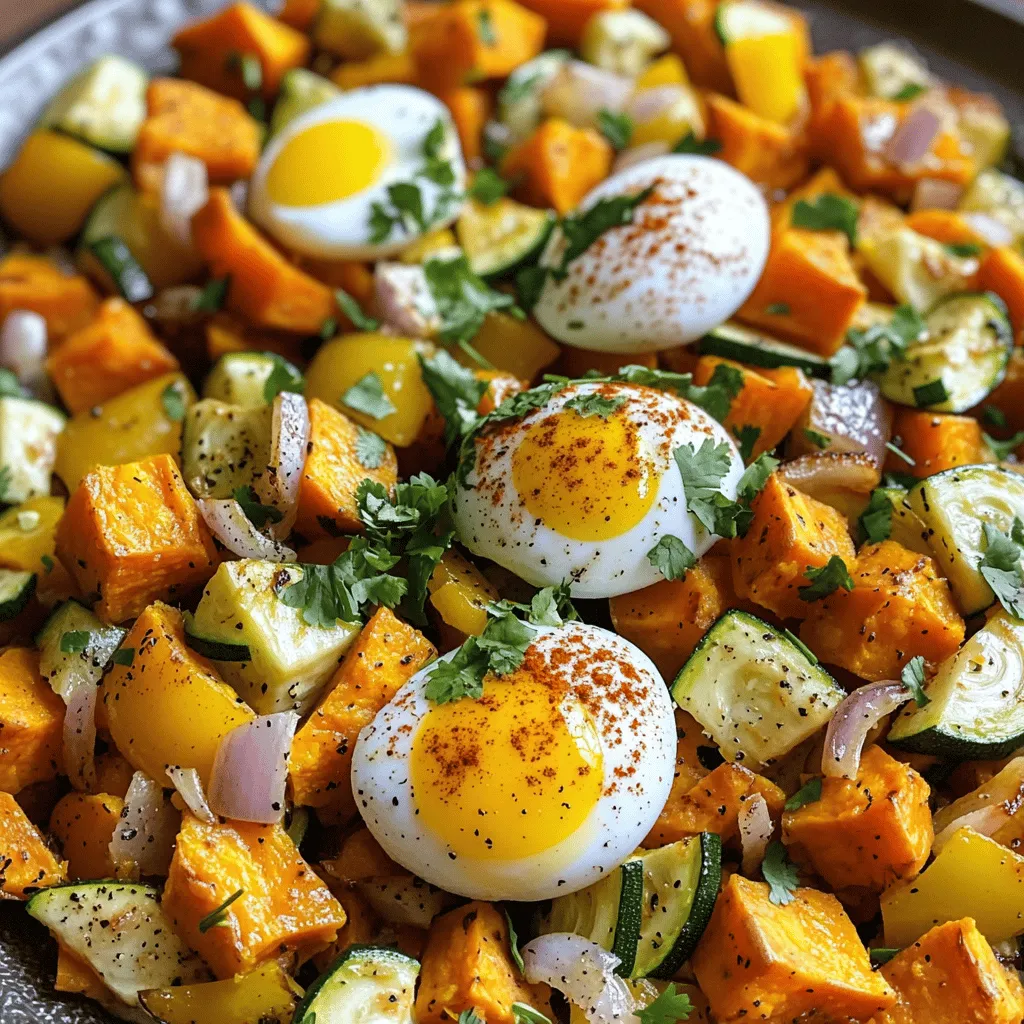 Für einen leckeren Süßkartoffel-Hash brauchst du ein paar einfache Zutaten. Diese Zutaten sind frisch und lecker. Du wirst sie schnell finden. Hier ist die Liste: - 2 mittelgroße Süßkartoffeln, geschält und gewürfelt - 1 große gelbe Zwiebel, grob gehackt - 1 Paprika (rot oder gelb), gewürfelt - 1 Zucchini, gewürfelt - 2 Knoblauchzehen, fein gehackt Diese Hauptzutaten geben dem Gericht Geschmack und Textur. Die Süßkartoffeln sind süß und nahrhaft. Die Zwiebel und der Knoblauch fügen Tiefe hinzu. Paprika und Zucchini bringen Farbe und Frische ins Spiel. Die richtigen Gewürze machen den Unterschied. Hier sind die Gewürze, die du brauchst: - 1 Teelöffel geräuchertes Paprikapulver - 1/2 Teelöffel gemahlener Kreuzkümmel - 1/2 Teelöffel Cayennepfeffer (nach Geschmack anpassen) - Salz und Pfeffer nach Geschmack Diese Gewürze sorgen für eine tolle Würze. Das geräucherte Paprikapulver gibt einen rauchigen Geschmack. Kreuzkümmel bringt Wärme. Der Cayennepfeffer gibt einen kleinen Kick. Du kannst die Menge anpassen, je nachdem, wie scharf du es magst. Wenn du es noch besser machen willst, füge ein paar Eier hinzu. Hier ist, was du brauchst: - 4 große Eier (optional, als Topping) - Frischer Koriander, gehackt (zur Garnierung) Die Eier machen den Hash reichhaltiger und sättigender. Sie fügen auch eine schöne Textur hinzu. Der frische Koriander ist die perfekte Garnitur. Er bringt Frische und Farbe auf den Teller. Für das komplette Rezept schau dir den Full Recipe an. Zuerst solltest du alle Zutaten bereitstellen. Du brauchst: - 2 mittelgroße Süßkartoffeln, geschält und gewürfelt - 1 große gelbe Zwiebel, grob gehackt - 1 Paprika (rot oder gelb), gewürfelt - 1 Zucchini, gewürfelt - 2 Knoblauchzehen, fein gehackt - 1 Teelöffel geräuchertes Paprikapulver - 1/2 Teelöffel gemahlener Kreuzkümmel - 1/2 Teelöffel Cayennepfeffer (nach Geschmack anpassen) - Olivenöl zum Braten - Salz und Pfeffer nach Geschmack - Frischer Koriander, gehackt (zur Garnierung) - 4 große Eier (optional, als Topping) Sorge dafür, dass dein Arbeitsplatz sauber und organisiert ist. Das macht das Kochen einfacher und schneller. Erhitze eine große gusseiserne Pfanne oder eine Antihaft-Pfanne bei mittlerer Hitze. Träufle etwas Olivenöl hinein. Gib die gewürfelten Süßkartoffeln in die Pfanne. Brate sie etwa 10-12 Minuten lang. Rühre gelegentlich um. Du willst, dass sie weich werden und leicht bräunen. Füge die gehackte Zwiebel und Paprika hinzu. Rühre alles gut durch. Koche weitere 5-7 Minuten, bis das Gemüse weich ist und die Zwiebeln durchsichtig werden. Jetzt ist es Zeit für die Zucchini und den Knoblauch. Gib beides in die Pfanne. Würze mit geräuchertem Paprikapulver, Kreuzkümmel, Cayennepfeffer, Salz und Pfeffer. Mische alles gründlich. Koche den Hash weitere 5-8 Minuten. Rühre gelegentlich um, bis alle Gemüse gar und schön gebräunt sind. Wenn du Eier verwenden möchtest, forme kleine Mulden im Hash. Schlage ein Ei in jede Mulde. Decke die Pfanne mit einem Deckel ab. Koche etwa 4-6 Minuten lang, oder bis die Eier deinem gewünschten Gargrad entsprechen. Wenn der Hash fertig ist, nimm ihn vom Herd. Garniere ihn mit frischem Koriander. So sieht dein Gericht nicht nur gut aus, sondern schmeckt auch fantastisch. Für das volle Erlebnis, schau dir das [Full Recipe] an. Um die beste Textur zu erreichen, schneide die Süßkartoffeln gleichmäßig. So garen sie gleichmäßig. Brate sie bei mittlerer Hitze, damit sie weich und goldbraun werden. Rühre die Mischung regelmäßig um, damit nichts anbrennt. Wenn du eine knusprige Kruste möchtest, lasse den Hash einige Minuten ungestört braten. Ein häufiger Fehler ist, die Süßkartoffeln zu klein zu schneiden. Wenn sie zu klein sind, werden sie schnell matschig. Achte darauf, genug Öl in die Pfanne zu geben. Wenn die Pfanne zu trocken ist, wird das Gemüse nicht schön bräunen. Auch zu hohe Hitze führt oft zu ungleichmäßigem Garen. Halte die Hitze im mittleren Bereich. Du kannst die Gewürze nach deinem Geschmack anpassen. Füge mehr Cayennepfeffer hinzu, wenn du es scharf magst. Für eine rauchigere Note probiere geräucherte Paprika. Ein Hauch von Zimt oder Muskatnuss gibt eine überraschende Tiefe. Frische Kräuter wie Thymian oder Rosmarin passen auch gut. Experimentiere mit verschiedenen Kombinationen, um deinen perfekten Hash zu finden. Für das komplette Rezept, schau dir den [Full Recipe] an. {{image_4}} Für viele Menschen ist Gluten ein Problem. Gut zu wissen: Süßkartoffeln sind von Natur aus glutenfrei. Verwende einfach frische Zutaten wie Gemüse und Gewürze, die ebenfalls glutenfrei sind. Achte darauf, dass alle verarbeiteten Zutaten, wie Brühe oder Gewürzmischungen, kein Gluten enthalten. So bleibt dein herzhafter Süßkartoffel-Hash gesund und lecker. Möchtest du den Hash vegan machen? Kein Problem! Lass einfach die Eier weg. Du kannst stattdessen etwas Tofu oder Kichererbsen hinzufügen. Diese geben dir eine gute Proteinquelle. Koche den Tofu in der Pfanne, bevor du das Gemüse hinzufügst. So wird dein Gericht trotzdem nahrhaft und sättigend. Falls du mehr Proteine möchtest, kannst du verschiedene Optionen nutzen. Du kannst zum Beispiel schwarze Bohnen, Linsen oder mageres Hackfleisch hinzufügen. Diese Zutaten geben dem Hash mehr Geschmack und Nährstoffe. Einfach nach dem Braten des Gemüses hinzufügen und alles gut vermischen. So wird dein herzhafter Süßkartoffel-Hash noch reichhaltiger und sättigender. Wenn du mehr über die Zubereitung erfahren möchtest, schau dir die [Full Recipe] an. Du kannst den herzhaften Süßkartoffel-Hash einfach im Kühlschrank aufbewahren. Lass den Hash zuerst abkühlen. Fülle ihn dann in einen luftdichten Behälter. So bleibt er frisch und lecker. Im Kühlschrank hält er sich bis zu drei Tage. Wenn du mehr Hash zubereitet hast, kannst du ihn auch einfrieren. Teile den Hash in Portionen auf. Nutze luftdichte Gefrierbeutel oder Behälter. So bleibt der Geschmack erhalten. Der Hash ist bis zu drei Monate haltbar im Gefrierschrank. Um den Hash aufzuwärmen, nutze eine Pfanne oder die Mikrowelle. Bei der Pfanne, erhitze etwas Olivenöl bei mittlerer Hitze. Füge den gefrorenen oder gekühlten Hash hinzu und rühre gelegentlich um. In der Mikrowelle erwärmst du ihn in kurzen Intervallen. Achte darauf, dass der Hash gleichmäßig heiß wird. Füge nach Belieben frische Kräuter oder ein wenig Olivenöl hinzu, um den Geschmack aufzufrischen. Du kannst den Süßkartoffel-Hash bis zu drei Tage im Kühlschrank aufbewahren. Stelle sicher, dass du ihn in einem luftdichten Behälter lagerst. So bleibt er frisch und lecker. Wenn du ihn länger aufbewahren möchtest, friere ihn ein. So haltet er bis zu drei Monate. Ja, du kannst das Rezept im Voraus zubereiten. Koche den Hash und lasse ihn abkühlen. Danach kannst du ihn in den Kühlschrank stellen. Wenn du bereit bist, ihn zu essen, wärme ihn einfach in einer Pfanne auf. Du kannst auch die Eier separat zubereiten, wenn du sie als Topping möchtest. Zu diesem herzhaften Süßkartoffel-Hash passen viele Beilagen gut. Hier sind einige Ideen: - Frischer grüner Salat - Avocado-Scheiben - Salsa oder Guacamole - Geröstetes Brot - Joghurt oder Sauerrahm als Topping Mit diesen Beilagen kannst du dein Gericht noch leckerer machen. Schau dir auch das [Full Recipe] an, um mehr über die Zubereitung zu erfahren. Dieser Blogpost bietet Ihnen ein einfaches Rezept für herzhaften Süßkartoffel-Hash. Wir haben die Hauptzutaten, Gewürze und optionale Toppings besprochen. Sie lernen, wie Sie Schritt für Schritt Süßkartoffel-Hash zubereiten, mit Tipps für die perfekte Textur. Variationen wie glutenfreie und vegane Optionen sind ebenfalls enthalten. Schließlich geben wir Hinweise zur Lagerung und beantworten häufige Fragen. Nutzen Sie die Tipps, um Ihr Gericht anzupassen. Genießen Sie Ihre Kreation und experimentieren Sie mit neuen Zutaten!