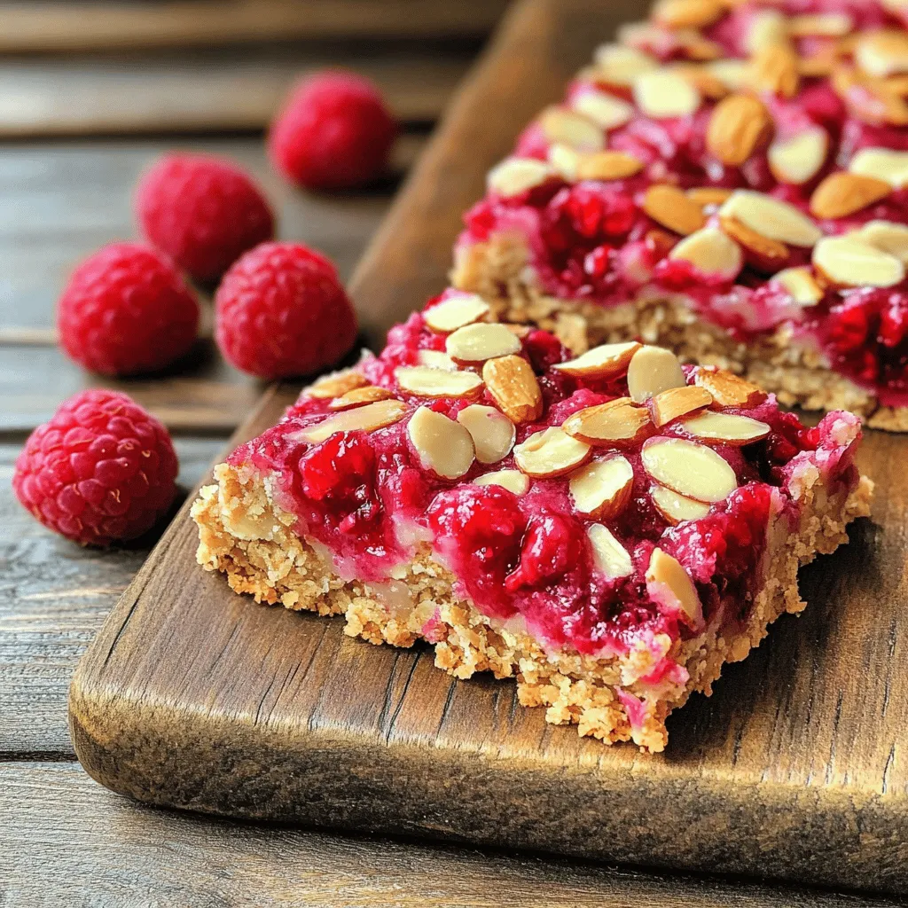Die Hauptzutaten sind einfach und gesund. Sie bestehen aus: - 2 Tassen zarte Haferflocken - 1 Tasse Mandelmehl - ½ Tasse Honig oder Ahornsirup - ½ Tasse Mandelbutter - 1 Tasse frische Himbeeren - 1 Teelöffel Vanilleextrakt - ½ Teelöffel Backpulver - ¼ Teelöffel Salz - ¼ Tasse gehobelte Mandeln Diese Zutaten bringen Geschmack und Nährstoffe. Haferflocken geben Ballaststoffe und Energie. Mandelmehl sorgt für eine nussige Note. Honig oder Ahornsirup süßen die Riegel natürlich. Himbeeren fügen eine frische Säure hinzu, die perfekt zu den Nüssen passt. Es gibt viele Möglichkeiten, die Zutaten zu variieren. Zum Beispiel: - Kokosnussflocken statt Mandelmehl für einen tropischen Twist. - Erdnussbutter anstelle von Mandelbutter für einen kräftigeren Geschmack. - Datteln als natürliche Süße, die zusätzliche Ballaststoffe bietet. Diese Alternativen bringen verschiedene Aromen und Vorteile. Sie helfen dir, deinen persönlichen Geschmack zu treffen und die Riegel noch gesünder zu machen. Wenn du die besten Zutaten auswählst, achte auf Qualität. Kaufe frische Himbeeren, wenn sie in Saison sind. Sie schmecken besser und sind voller Nährstoffe. Wähle auch ungesüßte Mandelbutter. So vermeidest du unnötigen Zucker. Wenn du Honig verwendest, achte darauf, dass er rein und organisch ist. Zuletzt, achte auf das Haltbarkeitsdatum von Haferflocken und Mehl. Frische Zutaten machen den Unterschied für deinen Himbeer-Mandel-Hafer-Riegel. Für das vollständige Rezept kannst du den Abschnitt "Full Recipe" besuchen. Zuerst heize ich den Ofen auf 175°C (350°F) vor. Ich nehme eine 20x20 cm Backform und lege sie mit Backpapier aus. Das Papier sollte an den Rändern überstehen. So kann ich die Riegel später leicht herausnehmen. In einer großen Schüssel gebe ich die zarten Haferflocken, das Mandelmehl, das Backpulver und das Salz. Dann rühre ich alles gut um. Es ist wichtig, dass die trockenen Zutaten gleichmäßig vermischt sind. So schmecken die Riegel besser. In einer separaten Schüssel verquirle ich den Honig oder den Ahornsirup, die Mandelbutter und den Vanilleextrakt. Ich mache das, bis die Mischung glatt ist. Dann gieße ich die flüssigen Zutaten in die Schüssel mit den trockenen Zutaten. Mit einem Spatel vermenge ich alles gründlich. Schließlich falte ich vorsichtig die Himbeeren unter. Ich mache das nur bis sie leicht eingearbeitet sind. Ein häufiger Fehler ist, die Mischung nicht gut genug zu drücken. Wenn du es nicht machst, zerfallen die Riegel. Achte darauf, die Mischung fest in die Form zu drücken. So bleiben die Riegel stabil und lecker. Ein weiterer Fehler ist, die Backzeit nicht einzuhalten. Jeder Ofen ist anders. Schau also genau hin, wenn die Riegel im Ofen sind. Wenn die Ränder goldbraun sind, sind sie perfekt. Um die Mischung zusammenzuhalten, ist es wichtig, die richtige Menge Honig oder Ahornsirup zu verwenden. Diese Zutaten wirken als Kleber. Wenn du weniger nimmst, wird die Mischung bröckelig. Die Mandelbutter hilft auch, die Riegel zusammenzuhalten. Sie gibt Feuchtigkeit und Bindung. Vergiss nicht, die Himbeeren vorsichtig unterzuheben. Zu viel Rühren kann die Mischung aufweichen. Die Backzeit beträgt 25-30 Minuten. Dies ist wichtig, um die richtige Textur zu erreichen. Zu kurz gebacken, sind die Riegel weich und matschig. Zu lange gebacken, werden sie trocken und hart. Wenn du die Riegel nach 25 Minuten überprüfst, kannst du sicher gehen, dass sie gleichmäßig backen. Lass sie nach dem Backen etwas abkühlen. Dies hilft, die Riegel leichter zu schneiden. Für das vollständige Rezept, schaue dir die Anleitung an! {{image_4}} Möchten Sie Ihre Himbeer-Mandel-Hafer-Riegel aufpeppen? Fügen Sie Schokolade hinzu! Schmelzen Sie einfach etwas dunkle Schokolade und träufeln Sie sie über die Riegel, bevor Sie sie schneiden. Die Schokolade ergänzt die Säure der Himbeeren und die Nussigkeit der Mandeln. Ihr Snack wird so noch köstlicher und sieht auch toll aus. Ich empfehle, etwa 100 Gramm Schokolade zu verwenden. Haben Sie keine Mandelbutter? Keine Sorge! Soja- oder Erdnussbutter sind großartige Alternativen. Sie bieten einen ähnlichen Geschmack und eine cremige Textur. Beide Optionen sind auch reich an Proteinen. Wenn Sie Erdnussbutter verwenden, denken Sie daran, dass der Geschmack intensiver ist. So passt es gut zu den süßen Himbeeren. Sind Sie auf der Suche nach einer glutenfreien Version? Das ist einfach! Ersetzen Sie das Mandelmehl durch ein glutenfreies Mehl. Reismehl oder Kokosmehl sind gute Optionen. Achten Sie darauf, glutenfreie Haferflocken zu verwenden. Diese Riegel bleiben ebenso lecker und gesund. Sie bieten eine tolle Möglichkeit, glutenfrei zu genießen, ohne auf den Geschmack zu verzichten! Für das vollständige Rezept schauen Sie sich die [Full Recipe] an. Um die Himbeer-Mandel-Hafer-Riegel frisch zu halten, lege sie in einen luftdichten Behälter. Vermeide Feuchtigkeit, da sie die Riegel weich machen kann. Du kannst die Riegel auch in Wachspapier einwickeln, um den Geschmack zu bewahren. Stelle sicher, dass die Riegel vollständig abgekühlt sind, bevor du sie verpackst. So bleibt ihre Textur erhalten. Wenn du die Riegel richtig lagerst, bleiben sie bis zu einer Woche frisch. Bei Raumtemperatur sind sie am besten. Wenn du sie im Kühlschrank lagerst, halten sie bis zu zwei Wochen. Achte darauf, die Riegel gut zu verpacken, um Austrocknen zu vermeiden. Das Einfrieren ist eine tolle Methode, um die Riegel länger aufzubewahren. Schneide die Riegel in Portionen und lege sie in einen Gefrierbeutel. Entferne so viel Luft wie möglich, um Gefrierbrand zu vermeiden. Die Riegel bleiben bis zu drei Monate frisch im Gefrierfach. Du kannst sie einfach im Kühlschrank auftauen oder kurz in der Mikrowelle erwärmen, wenn du einen schnellen Snack möchtest. Um die Riegel süßer zu machen, können Sie mehr Honig oder Ahornsirup hinzufügen. Ein zusätzlicher Löffel kann den Unterschied machen. Sie können auch eine Prise Zucker oder Stevia verwenden, wenn Sie es mögen. Probieren Sie es aus und passen Sie die Süße nach Ihrem Geschmack an! Ja, Sie können gefrorene Himbeeren verwenden! Achten Sie darauf, sie vorher aufzutauen. Sie können die Himbeeren leicht abtropfen lassen, um überschüssige Flüssigkeit zu vermeiden. Dies hilft, die Textur Ihrer Riegel zu verbessern. Die gefrorenen Himbeeren bringen auch einen tollen Geschmack. Ja, die Riegel sind vegan, wenn Sie Ahornsirup anstelle von Honig verwenden. Mandelbutter und die anderen Zutaten sind pflanzlich. So können auch Veganer diese Leckereien genießen. Achten Sie darauf, dass alle Zutaten vegan sind, um sicherzugehen. Die vollständige Rezeptanleitung finden Sie weiter oben im Artikel. Dort sind alle Schritte für die Zubereitung der Himbeer-Mandel-Hafer-Riegel aufgeführt. Schauen Sie einfach nach, um sicher zu sein, dass Sie nichts verpassen! Diese Himbeer-Mandel-Hafer-Riegel sind einfach zuzubereiten und gesund. Wir haben die besten Zutaten besprochen und Tipps gegeben, um häufige Fehler zu vermeiden. Variationen mit Schokolade oder Alternativen wie Erdnussbutter bringen neuen Schwung. Die Lagerung der Riegel ist wichtig für ihre Frische und Haltbarkeit. Für noch mehr Spaß und Genuss kannst du kreativ werden. Experimentiere mit den Varianten oder der Süße. Mach die Riegel zu deinem eigenen Snack!