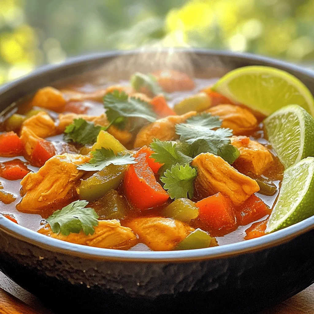 Um die einfache Chicken Fajita Soup zuzubereiten, benötigen Sie folgende Zutaten: - 450 g Hähnchenbrustfilets ohne Haut, gewürfelt - 1 mittelgroße Zwiebel, in Streifen geschnitten - 1 rote Paprika, in Streifen geschnitten - 1 grüne Paprika, in Streifen geschnitten - 2 Knoblauchzehen, fein gehackt - 750 ml Hühnerbrühe - 1 Dose (400 g) gewürfelte Tomaten (mit Saft) - 1 Dose (425 g) schwarze Bohnen, abgetropft und abgespült - 1 Esslöffel Chili-Pulver - 1 Teelöffel Kreuzkümmel - 1 Teelöffel geräuchertes Paprikapulver - ½ Teelöffel Cayennepfeffer (optional für Schärfe) - Salz und Pfeffer nach Geschmack - 2 Esslöffel Olivenöl - Frischer Koriander zum Garnieren - Limettenspalten zum Servieren Diese Zutaten sind einfach zu finden. Das macht die Vorbereitung schnell und stressfrei. Für die Zubereitung dieser Suppe brauchen Sie einige wichtige Küchengeräte: - Ein großer Topf - Ein scharfes Messer - Ein Schneidebrett - Ein Holzlöffel oder ein Kochlöffel - Eine Schüssel zum Mischen Mit diesen Geräten wird der Kochprozess flüssig und angenehm. Sie können frische oder gefrorene Zutaten verwenden. Frisches Gemüse hat oft mehr Geschmack. Gefrorenes Gemüse ist jedoch praktisch und hat eine lange Haltbarkeit. Die Entscheidung liegt bei Ihnen. Sie können auch eine Mischung aus beiden verwenden. Das macht die Suppe noch vielseitiger. So passen Sie die Zutaten ganz nach Ihrem Geschmack an. Wenn Sie mehr über die Zubereitung erfahren möchten, schauen Sie sich das [Full Recipe] an. Zuerst musst du alle Zutaten bereitstellen. Das macht die Zubereitung einfacher und schneller. Hier sind die notwendigen Schritte: - Hähnchenbrust in kleine Stücke schneiden. - Zwiebel und Paprika in Streifen schneiden. - Knoblauch fein hacken. - Die Gewürze abmessen. Diese Schritte helfen dir, alles im Griff zu haben, wenn die Kochzeit beginnt. Jetzt beginnt der Spaß! Nimm einen großen Topf und erhitze das Olivenöl bei mittlerer Hitze. Füge die gewürfelten Hähnchenstücke hinzu. Brate sie für etwa 5-7 Minuten. Warte, bis sie goldbraun und durchgegart sind. Sobald das Hähnchen fertig ist, nimm es aus dem Topf und lege es beiseite. Du brauchst den Topf für das Gemüse. Im gleichen Topf gibst du die geschnittene Zwiebel und Paprika. Brate sie für etwa 4-5 Minuten. Das Gemüse sollte weich und leicht goldbraun sein. Dann füge den gehackten Knoblauch hinzu und brate ihn eine weitere Minute. Der Duft ist einfach toll! Jetzt kommt das Hähnchen zurück in den Topf. Füge die Hühnerbrühe, die gewürfelten Tomaten und die schwarzen Bohnen hinzu. Würze das Ganze mit Chili-Pulver, Kreuzkümmel, geräuchertem Paprikapulver, Cayennepfeffer, Salz und Pfeffer. Rühre alles gut um. Bringe die Suppe zum Kochen. Dann reduziere die Hitze und lasse sie 15-20 Minuten köcheln. So vermischen sich die Aromen perfekt. Vor dem Servieren probiere die Suppe. Schmecke sie nach Bedarf ab. Garniere sie mit frischem Koriander und serviere Limettenspalten dazu. Das ist die einfache Chicken Fajita Soup! Du findest das gesamte Rezept in der [Full Recipe]. Wenn du die einfache Chicken Fajita Soup machst, gibt es einige Fehler, die du vermeiden solltest: - Zu viel Hitze: Wenn du das Hähnchen brätst, benutze mittlere Hitze. Zu hohe Hitze kann das Fleisch trocken machen. - Nicht genug würzen: Vergiss nicht, die Gewürze gut einzumischen. Das bringt den vollen Geschmack. - Gemüse zu lange garen: Achte darauf, das Gemüse nicht zu lange zu braten. Es sollte knackig bleiben. - Suppe zu früh abschmecken: Warte, bis die Suppe köchelt. Dann kannst du die Gewürze besser anpassen. Wenn du mehr Würze willst, probiere diese Tipps: - Zusätzlicher Cayennepfeffer: Wenn du scharfe Speisen magst, füge mehr Cayennepfeffer hinzu. - Frische Kräuter: Frische Korianderblätter bringen einen tollen Geschmack. Mische sie kurz vor dem Servieren hinein. - Zitronensaft: Ein Spritzer frischer Limettensaft gibt der Suppe eine spritzige Note. Die Konsistenz deiner Suppe ist wichtig. Hier sind einige Tipps: - Mehr Brühe für eine dünnere Suppe: Wenn die Suppe zu dick ist, füge mehr Hühnerbrühe hinzu. - Längeres Köcheln für mehr Geschmack: Lasse die Suppe länger köcheln. So verbinden sich die Aromen besser. - Pürieren für eine cremige Konsistenz: Wenn du eine cremige Suppe möchtest, püriere einen Teil der Suppe. So wird sie schön sämig. Diese Tipps helfen dir, die perfekte Chicken Fajita Soup zu machen. Schau dir auch das [Full Recipe] an, um alle Schritte zu sehen! {{image_4}} Wenn du eine vegetarische Option suchst, ist es einfach, die Fajita-Suppe anzupassen. Ersetze das Hähnchen durch Tofu oder Kichererbsen. Du kannst auch mehr Gemüse wie Zucchini, Maïs oder Spinat hinzufügen. Dadurch bleibt die Suppe voll von Geschmack und Nährstoffen. Um die Suppe aufregender zu machen, füge einige Zutaten hinzu. Zum Beispiel kannst du Avocado, frische Tomaten oder Jalapeños verwenden. Diese Zutaten bringen einen frischen Kick. Außerdem kannst du etwas Limettensaft für eine spritzige Note hinzufügen. Reis oder Quinoa sind tolle Beilagen zu deiner Suppe. Sie machen das Gericht sättigender und geben dir eine gute Portion Ballaststoffe. Koche den Reis oder Quinoa einfach separat. Mische sie dann in die Suppe oder serviere sie daneben. Das macht deine Mahlzeit noch schmackhafter und nahrhafter. Wenn du Reste von der einfachen Chicken Fajita Soup hast, lagere sie in einem luftdichten Behälter. Stelle sicher, dass die Suppe abgekühlt ist, bevor du sie in den Kühlschrank stellst. So bleibt sie frisch. Im Kühlschrank hält sie sich 3 bis 4 Tage. Vergiss nicht, sie gut abzudecken, damit sie keinen Geruch annimmt. Du kannst die Suppe auch einfrieren. Das ist eine tolle Methode, um Reste länger haltbar zu machen. Fülle die kalte Suppe in gefriergeeignete Behälter. Lasse etwas Platz oben, damit die Suppe beim Gefrieren expandieren kann. So bleibt sie bis zu 3 Monate frisch. Beschrifte die Behälter mit Datum, damit du weißt, wann du sie eingefroren hast. Die Reste dieser Suppe sind sehr vielseitig. Du kannst sie als Füllung für Burritos oder Tacos verwenden. Auch auf einem Salat macht sie sich gut. Wenn du etwas mehr Flüssigkeit brauchst, füge einfach etwas Brühe oder Wasser hinzu. So hast du schnell ein neues Gericht. Du kannst die Reste auch mit Reis oder Quinoa servieren, um eine sättigende Mahlzeit zu kreieren. Die Suppe hält sich im Kühlschrank etwa 3 bis 4 Tage. Bewahre die Suppe in einem luftdichten Behälter auf. Das hilft, den Geschmack frisch zu halten. Wenn du die Suppe länger aufbewahren möchtest, friere sie ein. So bleibt sie bis zu 3 Monate haltbar. Ja, du kannst die Suppe im Slow Cooker zubereiten. Beginne mit dem Anbraten des Hähnchens und dem Gemüse in einer Pfanne. Füge dann alles in den Slow Cooker hinzu. Gieße die Brühe und die Gewürze dazu. Lasse die Suppe 4 bis 6 Stunden auf niedriger Stufe kochen. So ziehen die Aromen gut durch. Zu dieser Suppe passen viele Beilagen gut. Hier sind einige Ideen: - Tortilla-Chips für Crunch - Frische Avocado für Cremigkeit - Limettenspalten für extra Frische - Sauerrahm oder griechischer Joghurt für eine milde Note Du kannst auch Reis oder Quinoa als Beilage hinzufügen. Diese Optionen machen die Mahlzeit noch sättigender. Für das vollständige Rezept klicke auf [Full Recipe]. Diese Anleitung hat dir gezeigt, wie du eine leckere Hühnchen-Fajita-Suppe zubereitest. Wir haben Zutaten, Küchengeräte und frische Optionen besprochen. Du hast die Schritt-für-Schritt-Anleitung zum Kochen gelernt und Tipps, um Fehler zu vermeiden. Denk auch an Variationen, wie die vegetarische Option, und an die besten Aufbewahrungshinweise. Experimentiere mit den Rezepten und genieße deine köstliche Suppe!