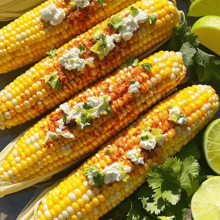 - 4 frische Maiskolben - 2 Esslöffel weiche Butter - Schale und Saft von 1 Limette Die Hauptzutaten für Chili Lime Corn on the Cob sind einfach und frisch. Zuerst benötigst du vier frische Maiskolben. Achte darauf, dass sie fest und saftig sind. Dann nimm zwei Esslöffel weiche Butter. Diese Butter gibt dem Mais einen reichen Geschmack. Der Saft und die Schale von einer Limette bringen eine spritzige Frische. Zitrusfrüchte machen das Gericht lebendig und lecker. - 1 Teelöffel Chilipulver - 1/2 Teelöffel geräucherter Paprika - Salz nach Geschmack - Frischer Koriander und Cotija-Käse (optional) Die Gewürze sind entscheidend für den Geschmack. Ein Teelöffel Chilipulver fügt Wärme und Tiefe hinzu. Der geräucherte Paprika mit einem halben Teelöffel bringt einen rauchigen Ton. Vergiss nicht, nach Geschmack Salz hinzuzufügen. Du kannst auch frischen Koriander und zerbröckelten Cotija-Käse als Garnitur verwenden. Diese Zutaten machen das Gericht noch schmackhafter und schöner. Für die vollständige Zubereitung kannst du die [Full Recipe] verwenden. - Heize den Grill auf mittelhohe Temperatur vor. - Schäle die Maiskolben und entblättere sie sorgfältig. Diese Schritte sind wichtig. Ein gut vorbereiteter Grill sorgt für die besten Ergebnisse. Wenn du die Maiskolben schälst, achte darauf, die feinen Fäden zu entfernen. Diese können beim Grillen anbrennen und den Genuss mindern. - Mische die weiche Butter mit der Limettenschale, dem Limettensaft und den Gewürzen. In einer kleinen Schüssel vermengst du die Zutaten. Die Butter sollte weich sein, damit sich alles gut verbindet. Die Limettenschale gibt dem Mix einen frischen Kick. Du kannst die Menge an Chilipulver anpassen, wenn du es schärfer magst. - Trage die Chili-Limetten-Butter gleichmäßig auf die Maiskolben auf. - Lege die Maiskolben auf den Grill und grille sie etwa 10-12 Minuten lang. Wende sie regelmäßig. Das regelmäßige Wenden ist wichtig, damit alle Seiten gleichmäßig garen. Du willst, dass der Mais zart ist und eine schöne Grillfarbe hat. Nach dem Grillen kannst du die Kolben mit zerbröckeltem Cotija-Käse und frischem Koriander garnieren, falls du magst. Für das vollständige Rezept, schau dir die [Full Recipe] an. Um den besten Geschmack zu erzielen, ist die Grilltemperatur wichtig. Heizen Sie den Grill auf mittelhohe Temperatur vor. Dies sorgt dafür, dass der Mais gleichmäßig gart. Grillen Sie die Maiskolben für etwa 10 bis 12 Minuten. Wenden Sie sie regelmäßig, damit sie nicht anbrennen. Passen Sie die Gewürze nach Ihrem Geschmack an. Wenn Sie es schärfer mögen, fügen Sie mehr Chilipulver hinzu. Für einen frischen Geschmack können Sie mehr Limettensaft verwenden. Experimentieren Sie mit den Mengen, um Ihre perfekte Mischung zu finden. Für das beste Erlebnis garnieren Sie die Maiskolben mit frischem Koriander und zerbröckeltem Cotija-Käse. Diese Zutaten bringen zusätzlichen Geschmack und Farbe auf den Teller. Servieren Sie auch zusätzliche Limettenschnitze zum Auspressen. Die frische Limette hebt die Aromen hervor und macht jeden Biss noch köstlicher. Dies sind kleine, aber feine Details, die Ihr Gericht aufwerten. Für die vollständige Zubereitung lesen Sie das [Full Recipe]. {{image_4}} Um Chili Lime Corn on the Cob noch vielseitiger zu machen, gibt es einige einfache Anpassungen. Eine großartige Option ist die Verwendung von veganer Butter. Diese Butter hat einen ähnlichen Geschmack wie normale Butter, jedoch ohne tierische Produkte. So bleibt das Gericht für Veganer geeignet und lecker. Wenn du Cotija-Käse magst, aber eine pflanzliche Alternative suchst, gibt es viele tolle Optionen. Pflanzlicher Käse kann ähnlich schmelzen und Geschmack bringen. Diese Optionen sind oft aus Nüssen oder Soja und sind eine gute Wahl für alle, die auf tierische Produkte verzichten möchten. Die Gewürze machen dein Gericht einzigartig. Probiere verschiedene Chili-Sorten, um den perfekten Geschmack zu finden. Jede Art bringt ihren eigenen Charakter mit. Zum Beispiel gibt es milde Sorten wie Ancho oder scharfe wie Habanero. So kannst du die Schärfe nach deinem Geschmack anpassen. Ein weiterer Tipp ist, Käse oder frische Kräuter hinzuzufügen. Parmesan oder Feta können dem Gericht eine salzige Note geben. Frische Kräuter wie Basilikum oder Petersilie bringen dazu frische Aromen. So wird dein Chili Lime Corn on the Cob immer wieder neu und spannend. Für die vollständige Zubereitung und weitere Tipps schau dir das [Full Recipe] an. Wenn Sie Reste von Chili Lime Corn on the Cob haben, lagern Sie diese gut. Wickeln Sie die Maiskolben in Frischhaltefolie. Legen Sie sie dann in den Kühlschrank. So bleiben sie frisch und lecker. Sie können die Reste auch in einem luftdichten Behälter aufbewahren. Wenn Sie unbenutzten gegrillten Mais haben, können Sie ihn einfrieren. Lassen Sie den Mais zuerst abkühlen. Schneiden Sie ihn von den Kolben ab und legen Sie ihn in einen gefrierfesten Beutel. Drücken Sie die Luft heraus, bevor Sie den Beutel schließen. So bleibt der Geschmack erhalten. Die Reste halten sich im Kühlschrank etwa drei bis fünf Tage. Der Mais bleibt frisch und behält seinen Geschmack. Achten Sie darauf, die Reste gut zu verpacken, um Austrocknen zu vermeiden. Im Gefrierfach können die Reste bis zu drei Monate halten. Wenn Sie bereit sind zu essen, tauen Sie den Mais im Kühlschrank auf. Er kann dann schnell aufgewärmt oder in neuen Rezepten verwendet werden. So genießen Sie den frischen Geschmack von Chili Lime Corn on the Cob auch später noch! Die ideale Grillzeit für perfekte Maiskolben liegt bei etwa 10 bis 12 Minuten. Ich empfehle, die Kolben regelmäßig zu wenden. So garen sie gleichmäßig und bekommen schöne Grillstreifen. Der Mais sollte zart und leicht angekohlt sein, wenn er fertig ist. Überprüfen Sie ihn nach 10 Minuten. Ein kleiner Biss zeigt Ihnen, ob er perfekt ist. Ja, Sie können die Chili-Limetten-Butter im Voraus zubereiten. Mischen Sie alle Zutaten in einer Schüssel und lagern Sie die Butter in einem luftdichten Behälter. So bleibt der Geschmack frisch. Sie können die Butter bis zu einer Woche im Kühlschrank aufbewahren. Denken Sie daran, sie vor dem Grillen wieder auf Zimmertemperatur zu bringen. Chili Lime Corn on the Cob passt gut zu vielen Gemüsesorten. Gegrillte Zucchini, Paprika oder Auberginen sind tolle Beilagen. Sie ergänzen den Geschmack des Mais perfekt. Auch ein frischer Salat mit Avocado und Tomaten schmeckt herrlich dazu. Experimentieren Sie mit unterschiedlichen Gemüsearten, um neue Geschmackskombinationen zu entdecken! Grillmaiskolben mit Chili-Limetten-Butter bieten frischen Geschmack. Die einfache Anleitung und Tipps helfen dir, perfekt zu grillen. Du kannst nach Belieben variieren und deine eigenen Gewürze hinzufügen. Denke daran, die Reste richtig zu lagern, um ihren Geschmack zu bewahren. Mit diesen Ideen bereitest du ein tolles Grillgericht zu, das alle beeindrucken wird. Viel Spaß beim Grillen!