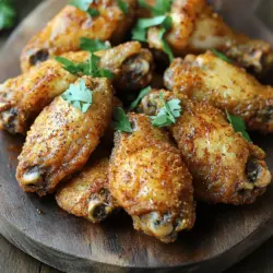 Für dieses Rezept benötigst du: - 900 g Hähnchenflügel - 2 Teelöffel Backpulver - 1 Teelöffel Salz - 1 Teelöffel schwarzer Pfeffer Diese Zutaten sind die Basis für knusprige Hähnchenflügel. Achte darauf, frische Flügel zu wählen. Sie geben den besten Geschmack. Die Gewürze sind der Schlüssel zu einem tollen Geschmack. Hier ist, was du brauchst: - 1 Teelöffel Knoblauchpulver - 1 Teelöffel Zwiebelpulver - 1 Teelöffel geräucherte Paprika - 1/2 Teelöffel Cayennepfeffer (nach Geschmack anpassen) - 1 Teelöffel getrockneter Oregano - 1 Teelöffel getrockneter Thymian Diese Mischung gibt den Flügeln einen tollen, würzigen Kick. Du kannst die Menge des Cayennepfeffers nach deinem Geschmack anpassen. Ein paar frische Zutaten können viel ausmachen: - Frische Petersilie zum Garnieren Garnieren mit Petersilie bringt Farbe und Frische. Du kannst auch andere Beilagen wählen, wie Gemüse oder Dips. Diese machen das Essen noch besser. Für die vollständige Anleitung, schau dir das Rezept "Krosse Trockengewürzte Hähnchenflügel" an. Heize deinen Ofen auf 220°C vor. Lege ein Backblech mit Aluminiumfolie aus. Platziere ein Drahtgitter auf dem Blech. Das Gitter sorgt dafür, dass die Hähnchenflügel gleichmäßig garen. So werden sie schön knusprig. Nimm die Hähnchenflügel und tupfe sie gründlich mit Küchenpapier trocken. Dieser Schritt ist wichtig. Feuchtigkeit verhindert die Knusprigkeit. Achte darauf, dass sie wirklich trocken sind, bevor du fortfährst. In einer großen Schüssel mische das Backpulver, Salz, schwarzen Pfeffer, Knoblauchpulver, Zwiebelpulver, geräucherte Paprika und Cayennepfeffer. Rühre gut um. Füge Oregano und Thymian hinzu. Jetzt gib die trockenen Hähnchenflügel in die Schüssel. Wende die Flügel gründlich in den Gewürzen. Sie sollten ganz bedeckt sein. Verteile die gewürzten Flügel in einer einzigen Schicht auf dem Drahtgitter. Backe sie im Ofen für 40-45 Minuten. Wende sie nach der Hälfte der Zeit. So garen sie gleichmäßig und werden goldbraun. Wenn nötig, grille die Flügel zum Ende bei hoher Temperatur für 2-3 Minuten. Dies verstärkt die Knusprigkeit. Behalte sie im Auge, damit sie nicht verbrennen. Nimm die Flügel aus dem Ofen und lasse sie einige Minuten abkühlen. Lege sie auf eine Servierplatte. Streue nach Belieben frische, gehackte Petersilie darüber. Serviere sie mit deiner Lieblings-Dip-Sauce. Für das vollständige Rezept, schau dir die Anleitung für die krosse trockengewürzte Hähnchenflügel an. Um die perfekte Knusprigkeit zu erreichen, ist das Trocknen der Hähnchenflügel wichtig. Tupfe die Flügel gut mit einem Küchentuch ab. Feuchtigkeit macht sie weich. Das Backpulver hilft auch. Es zieht die Feuchtigkeit heraus und sorgt für eine knusprige Haut. Ein guter Trick ist, die Flügel auf ein Drahtgitter zu legen. So kann die Luft zirkulieren und die Flügel gleichmäßig garen. Ein häufiger Fehler ist, die Hähnchenflügel zu dicht zu legen. Das führt zu Dampfbildung und weichen Flügeln. Stelle sicher, dass sie in einer einzigen Schicht liegen. Achte auch auf die Backzeit. Wenn du sie zu kurz backst, werden sie nicht knusprig. Wende die Flügel während des Backens. So garen sie gleichmäßig. Überprüfe, ob sie goldbraun sind, bevor du sie herausnimmst. Wähle frische Hähnchenflügel für das beste Ergebnis. Achte auf die Farbe und den Geruch. Sie sollten rosa und nicht grau sein. Kaufe die Flügel am besten beim Metzger oder im Supermarkt. Achte darauf, dass sie gut verpackt sind. Wenn du gefrorene Flügel kaufst, lasse sie über Nacht im Kühlschrank auftauen. So bleiben sie saftig und lecker. Du findest das gesamte Rezept für krosse trockengewürzte Hähnchenflügel online. {{image_4}} Es gibt viele Möglichkeiten, die Gewürze für deine Hähnchenflügel zu variieren. Du kannst neue Geschmäcker entdecken, indem du verschiedene Gewürze ausprobierst. Hier sind einige Ideen: - Asiatische Mischung: Füge Ingwerpulver, Sojasauce und Sesam hinzu. - BBQ-Geschmack: Nutze braunen Zucker, geräucherte Paprika und Knoblauch. - Mediterran: Verwende Zitronenschale, Rosmarin und Thymian. Wenn du mit den Gewürzen spielst, kannst du deinen eigenen Stil finden. Probiere kleine Mengen aus, bevor du viel zubereitest. Grillen bringt einen besonderen Geschmack in die Hähnchenflügel. Du kannst die Flügel auf dem Grill zubereiten, um eine rauchige Note zu erhalten. Achte darauf, die Flügel gut zu würzen. Hier sind einige Tipps: - Hitze kontrollieren: Halte die Flügel über direkte Hitze, um sie schön knusprig zu machen. - Marinieren: Lass die Flügel vorher in einer Marinade für mehr Geschmack ziehen. - Grillzeit: Grillen dauert weniger Zeit als Backen, also schau oft nach den Flügeln. Das Grillen kann dein neues Lieblingsverfahren werden! Hähnchenflügel sind toll, aber wie du sie servierst, macht einen großen Unterschied. Hier sind einige kreative Ideen: - Fingerfood-Platte: Kombiniere die Flügel mit Gemüse und Dips. - Tacos: Zerreiße die Flügel und fülle Tortillas mit ihnen. - Salate: Füge die Flügel zu einem frischen Salat hinzu für einen herzhaften Snack. Diese Ideen machen dein Essen spannender und bieten Abwechslung! Für das vollständige Rezept schau dir [Full Recipe] an. Nach dem Genießen deiner krossen Hähnchenflügel, lass sie auf Raumtemperatur abkühlen. Platziere die Flügel in einem luftdichten Behälter. Du kannst sie auch in Aluminiumfolie einwickeln. Stelle den Behälter in den Kühlschrank. So bleiben sie frisch und lecker. Die Hähnchenflügel bleiben im Kühlschrank etwa 3 bis 4 Tage gut. Achte darauf, dass sie immer gut verpackt sind. Wenn du sie länger aufbewahren möchtest, friere sie ein. So halten sie bis zu 3 Monate. Um die Knusprigkeit wiederherzustellen, heize deinen Ofen auf 200°C vor. Lege die Flügel auf ein Backblech. Backe sie für etwa 10 bis 15 Minuten. Dies gibt ihnen die knusprige Textur zurück. Du kannst auch einen Air Fryer verwenden, um die Flügel schnell und knusprig zu machen. Du musst die Hähnchenflügel 40-45 Minuten bei 220°C backen. Wende sie einmal, damit sie gleichmäßig garen. Achte darauf, dass sie goldbraun und knusprig sind. Wenn du extra Knusprigkeit willst, grille sie für 2-3 Minuten am Ende. Ja, du kannst die Hähnchenflügel auch im Air Fryer machen. Stelle die Temperatur auf 200°C ein. Backe sie 25-30 Minuten lang und schüttle den Korb nach der Hälfte. So werden sie knusprig und lecker. Du kannst die Hähnchenflügel mit verschiedenen Saucen servieren. Beliebte Optionen sind: - BBQ-Sauce - Ranch-Dressing - Blauschimmelkäse-Dip - Scharfe Sauce Jede Sauce bringt einen eigenen Geschmack und macht das Essen interessant. Ja, das Rezept ist sehr anpassbar. Du kannst die Gewürze nach deinem Geschmack ändern. Probiere zum Beispiel verschiedene Paprika oder füge etwas Zucker hinzu, um eine süßere Note zu bekommen. So kannst du deine perfekten Flügel kreieren! Die Hähnchenflügel sind ein echter Genuss. Wir haben die besten Zutaten, den perfekten Dry Rub und hilfreiche Tipps behandelt. Du weißt nun, wie du die Flügel richtig vorbereitest und knusprig zubereitest. Denke daran, die Aromen zu variieren und kreativ zu servieren. Reste lassen sich einfach lagern und bleiben frisch. Nutze die FAQ, um deine Fragen rund um das Rezept zu klären. Genieße deine köstlichen Hähnchenflügel!