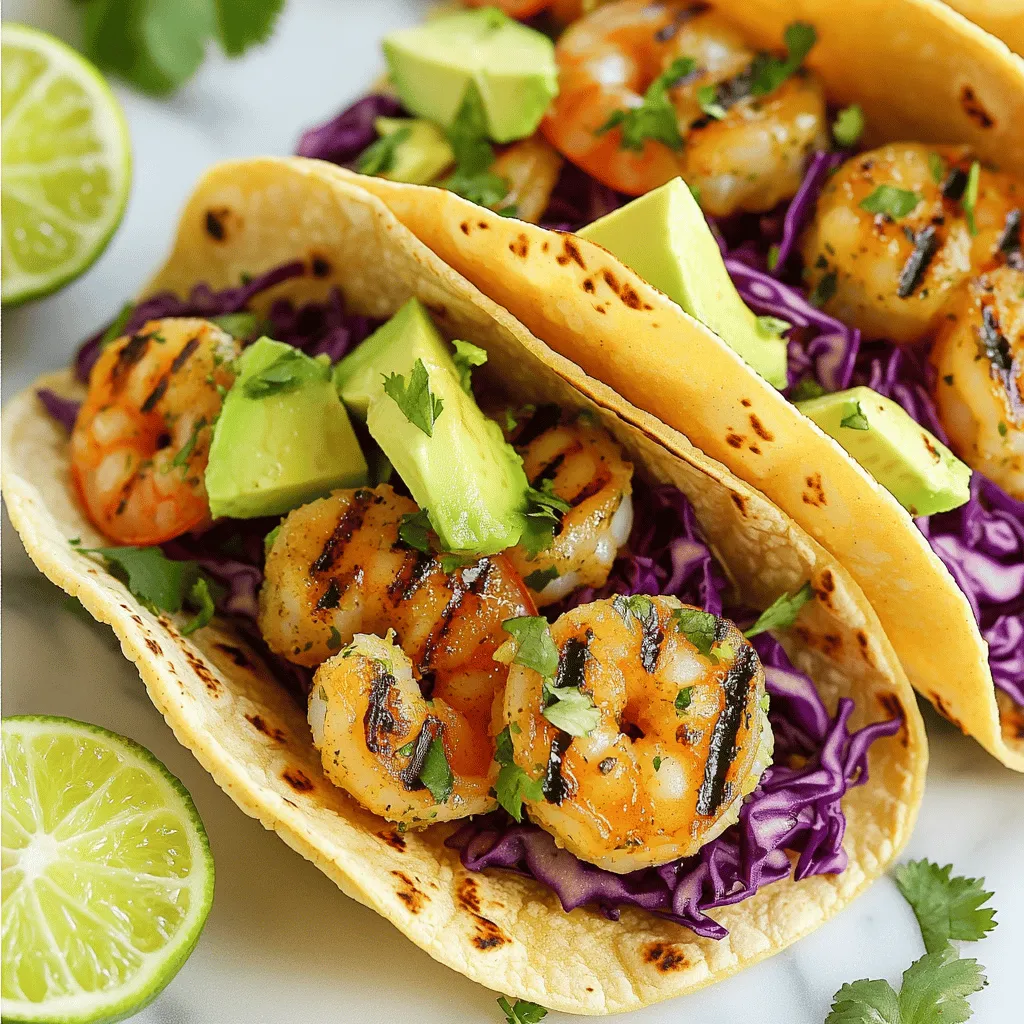 Für die perfekten Kokos-Limetten-Garnelen-Tacos benötigst du einige Hauptzutaten. Hier ist die Liste: - 450 g große Garnelen, geschält und entdarmt - 240 ml Kokosmilch - 1 Esslöffel Limettenschale - 2 Esslöffel frischer Limettensaft - 1 Teelöffel Knoblauchpulver - 1 Teelöffel Paprika - Salz und Pfeffer nach Geschmack - 8 kleine Maistortillas Diese Zutaten geben den Tacos ihren einzigartigen Geschmack. Die Garnelen sind der Star dieses Gerichts. Die Kokosmilch bringt eine schöne Cremigkeit und die Limette sorgt für Frische. Um deinen Tacos den letzten Schliff zu geben, füge einige köstliche Garnierungen hinzu: - 1 Tasse fein gehobelten roten Kohl - 1 Avocado, in Scheiben geschnitten - Frischer Koriander zur Garnitur - Limettenspalten zum Servieren Der rote Kohl bringt eine schöne Knackigkeit. Die Avocado fügt eine cremige Textur hinzu, während der Koriander Frische und Farbe bringt. Die Gewürze sind wichtig für den Geschmack. Hier sind die Hauptbestandteile der Marinade: - 240 ml Kokosmilch - 1 Esslöffel Limettenschale - 2 Esslöffel frischer Limettensaft - 1 Teelöffel Knoblauchpulver - 1 Teelöffel Paprika - Salz und Pfeffer nach Geschmack Die Marinade macht die Garnelen zart und geschmackvoll. Lass sie mindestens 15-20 Minuten ziehen. So können sich die Aromen gut entfalten. Für das vollständige Rezept schaue dir die [Full Recipe] an. Um die Garnelen perfekt zu marinieren, nehme ich eine mittelgroße Schüssel. Ich gebe die Kokosmilch, Limettenschale, Limettensaft, Knoblauchpulver, Paprika, Salz und Pfeffer hinein. Dann rühre ich alles gut um. Es ist wichtig, dass alle Zutaten gut gemischt sind. Jetzt füge ich die Garnelen hinzu. Ich lasse sie 15 bis 20 Minuten im Kühlschrank ruhen. So können die Aromen gut einziehen. Während die Garnelen marinieren, heize ich einen Grill oder eine Pfanne bei mittlerer Hitze vor. Nach der Marinierzeit nehme ich die Garnelen aus der Schüssel und werfe die Marinade weg. Ich lege die Garnelen auf den Grill oder in die Pfanne. Sie brauchen etwa 2 bis 3 Minuten pro Seite. Wenn sie rosa und undurchsichtig sind, sind sie fertig. Jetzt wird es spannend! Ich erhitze die Maistortillas auf dem Grill oder in der Pfanne für etwa 30 Sekunden pro Seite. Sie sollten weich und biegsam sein. Dann nehme ich jede Tortilla und lege etwas Rotkohl darauf. Darauf kommen die gegrillten Garnelen. Anschließend füge ich Avocadoscheiben und frischen Koriander hinzu. Um den Tacos einen frischen Kick zu geben, serviere ich sie mit Limettenspalten. Für die vollständige Zubereitung siehe das [Full Recipe]. Um perfekte Garnelen zu machen, wähle große, frische Garnelen. Achte darauf, sie gut zu schälen und zu entdarmen. Wenn du die Garnelen marinierst, lass sie nicht zu lange darin. 15 bis 20 Minuten reichen aus. So bleiben sie saftig und zart. Achte beim Grillen darauf, die Garnelen nicht zu überkochen. Sie sind fertig, wenn sie rosa und undurchsichtig sind. Für die Tortillas ist es wichtig, sie frisch zu halten. Erhitze sie kurz in einer Pfanne oder auf dem Grill. So werden sie weich und biegsam. Du kannst auch einen Dampfgarer nutzen. Das macht sie noch geschmeidiger. Achte darauf, die Tortillas nicht zu lange zu erhitzen, sonst werden sie trocken. Du kannst viele Schritte im Voraus machen. Marinier die Garnelen am Morgen, wenn du sie abends servieren willst. Auch die Tortillas kannst du schon vorbereiten. Einfach in Frischhaltefolie wickeln und im Kühlschrank aufbewahren. Der Rotkohl und die Avocado lassen sich ebenfalls gut schneiden und lagern. So sparst du Zeit und kannst die Tacos schnell zusammenstellen. Wenn du die Tacos dann servierst, sind sie frisch und lecker. Du kannst das ganze Rezept in der Vollversion nachlesen, um alles richtig zu machen. {{image_4}} Manchmal möchte ich eine fleischlose Option. Für vegetarische Tacos nehme ich gebratene Zucchini oder Paprika. Diese Gemüse sind knackig und würzig. Du kannst auch Kichererbsen verwenden, um mehr Protein hinzuzufügen. Einfach die Kichererbsen mit etwas Limettensaft und Gewürzen marinieren. Das gibt dem Gericht einen tollen Geschmack. Die Toppings machen jeden Taco besonders. Ich liebe frischen Koriander und Avocado. Du kannst auch Feta oder zerbröckelten Käse verwenden. Sriracha oder eine scharfe Sauce bringen mehr Würze. Für einen süßeren Touch füge Mango oder Ananas hinzu. Diese Kombinationen machen deine Tacos aufregend und lecker. Die Gewürze sind der Schlüssel zu jedem Gericht. Du kannst die Menge von Limette oder Knoblauch nach deinem Geschmack ändern. Probiere Chili-Pulver für mehr Schärfe. Für einen rauchigen Geschmack nutze geräuchertes Paprika. Das gibt deinen Garnelen einen neuen Twist. Experimentiere mit Kräutern wie Dill oder Petersilie für mehr Frische. Wenn Sie Reste von Kokos-Limetten-Garnelen-Tacos haben, bewahren Sie diese in einem luftdichten Behälter auf. Stellen Sie sicher, dass die Garnelen und die Tortillas getrennt sind. So bleibt alles frisch. Sie können die Reste im Kühlschrank lagern. Dort halten sie sich bis zu zwei Tage. Wenn Sie die Tacos warm machen, beachten Sie, dass die Tortillas weich bleiben. Wenn Sie noch mehr Tacos übrig haben, können Sie diese einfrieren. Wickeln Sie die Tacos einzeln in Frischhaltefolie. Legen Sie sie dann in einen Gefrierbeutel. So halten sie sich bis zu drei Monate. Wenn Sie bereit sind, sie zu essen, tauen Sie die Tacos im Kühlschrank auf. Danach können Sie sie in der Mikrowelle oder in einer Pfanne erwärmen. Die Haltbarkeit der Zutaten variiert. Frische Garnelen sollten innerhalb von ein bis zwei Tagen verwendet werden. Kokosmilch kann ungeöffnet bis zu einem Jahr haltbar sein. Nach dem Öffnen bleibt sie im Kühlschrank etwa fünf bis sieben Tage frisch. Der Rotkohl kann bis zu eine Woche halten, wenn er in einem luftdichten Behälter aufbewahrt wird. Achten Sie darauf, die Zutaten regelmäßig auf Frische zu überprüfen. Um die Garnelen saftig zu machen, marinieren Sie sie. Verwenden Sie Kokosmilch, Limettensaft und Gewürze. Lassen Sie die Garnelen mindestens 15 Minuten in der Marinade. Dies gibt ihnen Geschmack und sorgt dafür, dass sie zart bleiben. Achten Sie, die Garnelen nicht zu lange zu garen. Grillen oder braten Sie sie nur 2-3 Minuten pro Seite. So bleiben sie saftig und lecker. Zu Kokos-Limetten-Garnelen-Tacos passen viele Beilagen. Hier sind einige tolle Ideen: - Avocado: Sie bringt Cremigkeit. - Rotkohl: Er fügt Crunch hinzu und sieht schön aus. - Limettenspalten: Diese geben einen frischen Kick. - Reis: Ein einfacher, sättigender Begleiter. - Bohnen: Schwarz- oder Pinto-Bohnen passen gut. Diese Beilagen ergänzen die Aromen der Tacos perfekt. Sie können die Tacos im Ofen zubereiten, aber das ist nicht die beste Methode. Die Garnelen werden im Ofen nicht so knusprig und frisch. Wenn Sie den Ofen nutzen möchten, heizen Sie ihn auf 200 Grad vor. Legen Sie die Garnelen auf ein Backblech und backen Sie sie 8-10 Minuten. Überprüfen Sie, ob sie rosa und undurchsichtig sind. Servieren Sie sie dann in warmen Tortillas. Kokos-Limetten-Garnelen-Tacos sind einfach lecker und vielfältig. Wir haben die Hauptzutaten, die Marinade und die Schritte zur Zubereitung behandelt. Außerdem gibt es Tipps für perfekte Garnelen und Tortillas. Denke auch an Variationen und Aufbewahrungshinweise. Du kannst flexibel die Zutaten und Gewürze anpassen. Nimm dir Zeit und genieße das Kochen! Diese Tacos sind ein Genuss für jeden Anlass. Sie sind nicht nur schmackhaft, sondern auch leicht zu variieren und vorzubereiten.