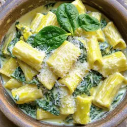 Für dieses leckere Gericht brauchst du folgende Zutaten: - 340g Pasta (Penne oder Fusilli eignen sich hervorragend) - 1 Tasse frischer Spinat, grob gehackt - 1 Dose (400g) Artischockenherzen, abgetropft und klein gehackt - 1 Tasse Frischkäse, weich - 1 Tasse geriebener Mozzarella-Käse - 1/2 Tasse geriebener Parmesan-Käse - 2 Knoblauchzehen, fein gehackt - 240ml Gemüsebrühe - 1 Esslöffel Olivenöl - Salz und Pfeffer nach Geschmack - Optional: rote Pfefferflocken für etwas Schärfe Diese Zutaten machen die Pasta cremig und schmackhaft. Der Spinat gibt dir eine gesunde Note, während die Artischocken für einen tollen Geschmack sorgen. Wenn du einige Zutaten nicht hast, gibt es gute Alternativen: - Verwende gefrorenen Spinat statt frischem. - Du kannst auch andere Pasta-Sorten wie Fusilli benutzen. - Statt Frischkäse kannst du Ricotta verwenden. - Für weniger Fett wähle fettarmen Käse. Diese Optionen helfen dir, das Rezept anzupassen, ohne den Geschmack zu verlieren. Die roten Pfefferflocken bringen einen kleinen Kick in das Gericht. Sie sind nicht nötig, aber sie machen die Pasta interessanter. Du kannst sie auch ganz weglassen, wenn du es mild magst. Wenn du mehr Gemüse nutzen möchtest, kannst du auch Erbsen oder Brokkoli hinzufügen. Diese Zutaten passen gut zu den anderen und erhöhen den Nährwert. Für das vollständige Rezept, schau dir das Rezept für Käse-Spinat-Artischocken-Pasta an. Um die Pasta perfekt zu machen, koche zuerst 340g Penne oder Fusilli in einem großen Topf. Fülle den Topf mit gesalzenem Wasser und bringe es zum Kochen. Die Pasta sollte al dente sein. Folge den Anweisungen auf der Verpackung. Wenn die Pasta fertig ist, gieße sie ab und stelle sie beiseite. Nimm eine große Pfanne und erhitze 1 Esslöffel Olivenöl bei mittlerer Hitze. Füge 2 fein gehackte Knoblauchzehen hinzu und brate sie eine Minute lang an. Der Knoblauch sollte duften, aber nicht braun werden. Jetzt ist es Zeit, 1 Tasse grob gehackten frischen Spinat und 1 Dose (400g) abgetropfte und klein gehackte Artischockenherzen hinzuzufügen. Koche alles für 3-4 Minuten, bis der Spinat zusammenfällt. Reduziere die Hitze und füge 1 Tasse weichen Frischkäse hinzu. Rühre gut um, bis der Frischkäse schmilzt. Danach füge 240ml Gemüsebrühe langsam hinzu, bis eine glatte Sauce entsteht. Zum Schluss mische 1 Tasse geriebenen Mozzarella und 1/2 Tasse geriebenen Parmesan unter. Rühre, bis die Käse gut geschmolzen sind. Jetzt ist es Zeit, die Pasta mit der Sauce zu kombinieren. Gib die abgetropfte Pasta in die Pfanne und vermenge sie vorsichtig mit der Sauce. Rühre alles gut um, bis die Pasta gleichmäßig überzogen ist. Lass die Mischung für 2-3 Minuten köcheln, damit alles gut durchwärmt ist. Probiere die Pasta und passe den Geschmack mit Salz, Pfeffer oder optionalen roten Pfefferflocken nach Belieben an. Jetzt kannst du die leckere Käse-Spinat-Artischocken-Pasta servieren. Wenn du mehr Details benötigst, schau dir das Full Recipe an. Die richtige Kochzeit für Pasta ist entscheidend. Ich empfehle, die Pasta nach den Anweisungen auf der Verpackung zu kochen. Achte darauf, dass sie al dente bleibt. So hat die Pasta einen schönen Biss. In der Regel dauert das zwischen 8 und 12 Minuten, je nach Sorte. Probiere sie einfach ein paar Minuten vor Ende der Zeit. Um die Sauce cremiger zu machen, füge mehr Frischkäse hinzu. Du kannst auch eine Mischung aus Frischkäse und Sahne verwenden. Das gibt der Sauce eine tolle Textur. Ein weiterer Trick ist, die Hitze beim Hinzufügen der Brühe zu reduzieren. So bleibt die Sauce schön glatt und klebt an der Pasta. Schmecke die Sauce immer ab! Füge Salz und Pfeffer nach deinem Geschmack hinzu. Wenn du es schärfer magst, sind rote Pfefferflocken eine gute Wahl. Du kannst auch einige frische Kräuter wie Basilikum oder Petersilie hinzufügen. Diese geben dem Gericht mehr Geschmack und Farbe. So wird deine Käse-Spinat-Artischocken-Pasta immer lecker und nach deinem Wunsch! {{image_4}} Für eine leckere vegetarische Version der Käse-Spinat-Artischocken-Pasta können Sie einfach den Käse anpassen. Verwenden Sie eine Mischung aus veganem Käse oder zusätzlich frischen Kräutern. Diese Optionen geben Ihrem Gericht mehr Geschmack und Frische. Sie können auch verschiedene Gemüsesorten wie Zucchini oder Pilze hinzufügen. Diese Zutaten machen die Pasta noch bunter und schmackhafter. Möchten Sie mehr Protein in Ihre Pasta? Fügen Sie gekochte Hähnchenbrust oder Garnelen hinzu. Sie können auch Kichererbsen oder Linsen verwenden, um es proteinreich und vegetarisch zu halten. Diese Zutaten passen gut zu den cremigen Aromen der Sauce. Achten Sie darauf, das Protein in die Pfanne zu geben, wenn Sie das Gemüse anbraten. So mischen sich die Aromen gut. Um Ihrer Pasta mehr Geschmack zu verleihen, experimentieren Sie mit Gewürzen. Fügen Sie etwas Zitronensaft oder Zitronenschale hinzu, um Frische zu bringen. Knoblauchpulver oder Zwiebelpulver können ebenfalls den Geschmack verstärken. Wenn Sie es schärfer mögen, probieren Sie geräucherten Paprika oder Curry. Diese kleinen Änderungen machen einen großen Unterschied. Für das gesamte Rezept besuchen Sie [Full Recipe]. Wenn du Reste von der Käse-Spinat-Artischocken-Pasta hast, bewahre sie in einem luftdichten Behälter auf. So bleiben sie frisch. Stelle sicher, dass die Pasta abgekühlt ist, bevor du sie in den Kühlschrank stellst. Reste sind im Kühlschrank etwa 3 bis 4 Tage haltbar. Du kannst die Pasta auch einfrieren. Teile die Reste in Portionen auf und lege sie in gefriergeeignete Behälter. Achte darauf, etwas Platz im Behälter zu lassen, da die Pasta beim Einfrieren dehnt. So bleibt der Geschmack auch nach dem Auftauen erhalten. Die eingefrorene Pasta hält sich etwa 2 bis 3 Monate. Um die Pasta wieder aufzuwärmen, gibt es ein paar einfache Wege. Du kannst sie in der Mikrowelle erhitzen. Stelle sicher, dass du etwas Wasser hinzufügst, um die Sauce nicht zu trocken werden zu lassen. Alternativ kannst du die Pasta in einem Topf bei niedriger Hitze auf dem Herd erwärmen. Rühre regelmäßig um, damit sie gleichmäßig warm wird. Wenn nötig, füge etwas Brühe oder Milch hinzu, um die Cremigkeit zu erhalten. Du kannst Käse-Spinat-Artischocken-Pasta bis zu drei Tage im Kühlschrank aufbewahren. Stelle sicher, dass du sie in einem luftdichten Behälter aufbewahrst. So bleibt der Geschmack frisch, und die Pasta trocknet nicht aus. Vor dem Servieren kannst du sie einfach aufwärmen. Für die beste Qualität genieße sie jedoch frisch zubereitet. Ja, du kannst frische Artischocken verwenden. Achte darauf, sie zu kochen und das Fleisch von den Blättern zu trennen. Es dauert länger, aber der Geschmack ist intensiver. Frische Artischocken geben der Pasta eine besondere Note. Wenn du frische Artischocken verwendest, plane mehr Zeit für die Vorbereitung ein. Zu Käse-Spinat-Artischocken-Pasta passen viele Beilagen. Ein frischer grüner Salat ergänzt die Cremigkeit der Pasta hervorragend. Auch knuspriges Brot oder Focaccia sind eine tolle Wahl. Du kannst auch gegrilltes Gemüse oder eine leichte Tomatensauce dazu servieren. Diese Optionen bringen Abwechslung auf den Tisch und machen das Essen noch schmackhafter. Diese Käse-Spinat-Artischocken-Pasta ist einfach und lecker. Wir haben die Hauptzutaten und Alternativen besprochen. Ich habe erklärt, wie man die Sauce zubereitet und die Pasta perfekt kocht. Tipps helfen dir, die Gerichte nach deinem Geschmack anzupassen. Variationen machen das Essen spannend und vielfältig. Zudem hast du erfahren, wie man Reste richtig lagert. Probiere die Rezepte aus und passe sie an. Es gibt viele Wege, diese Pasta zu genießen. Viel Spaß beim Kochen und Essen!