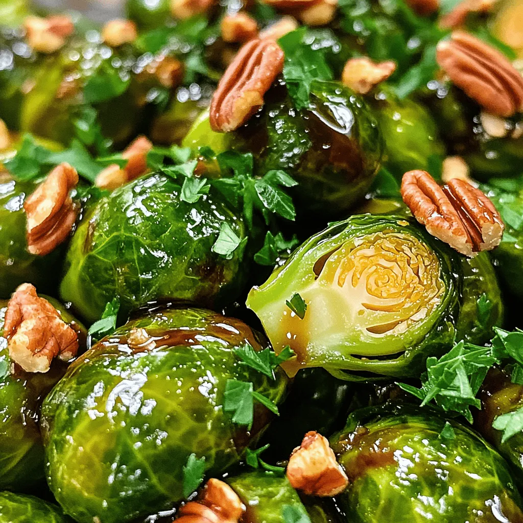 - 450 g Rosenkohl, geputzt und halbiert - 3 Esslöffel Balsamico-Essig - 2 Esslöffel Honig - 2 Esslöffel Olivenöl - 2 Knoblauchzehen, fein gehackt - Salz und Pfeffer nach Geschmack - 1 Teelöffel rote Pfefferflocken (optional) - 60 g geröstete Pekannüsse oder Walnüsse (zum Garnieren) - 1 Esslöffel frische Petersilie, gehackt (zum Garnieren) Diese Zutaten sind einfach zu finden und machen deinen Rosenkohl lecker. Die Kombination aus Balsamico-Essig und Honig gibt dem Gemüse eine süße und saure Note. Das Olivenöl sorgt für eine tolle Textur. Der Knoblauch bringt einen tollen Geschmack. Die roten Pfefferflocken sind für den kleinen Kick. Du kannst sie weglassen, wenn du es milder magst. Die Nüsse und die Petersilie machen das Gericht besonders. Sie geben den letzten Schliff für das Aussehen und den Geschmack. Mit diesen Zutaten kannst du den Balsamico-glasierten Rosenkohl nach dem [Full Recipe] zubereiten. Heize deinen Ofen auf 200 °C (400 °F) vor. Das sorgt für eine gleichmäßige Hitze. Nimm eine große Schüssel und mache die Marinade. Mische 3 Esslöffel Balsamico-Essig, 2 Esslöffel Honig, 2 Esslöffel Olivenöl, 2 fein gehackte Knoblauchzehen, Salz und Pfeffer. Wenn du magst, füge 1 Teelöffel rote Pfefferflocken hinzu. Rühre alles gut mit einem Schneebesen, bis die Marinade gut vermischt ist. Nimm 450 g geputzten und halbierten Rosenkohl. Gib ihn in die Schüssel mit der Marinade. Mische alles gut, sodass der Rosenkohl gleichmäßig überzogen ist. Das sorgt für einen tollen Geschmack. Verteile den marinierten Rosenkohl auf ein mit Backpapier ausgelegtes Backblech. Achte darauf, dass sie in einer einzigen Schicht liegen. Röste den Rosenkohl im vorgeheizten Ofen für 20-25 Minuten. Wende ihn nach der Hälfte der Zeit, damit er gleichmäßig bräunt. Nach dem Rösten, nimm den Rosenkohl aus dem Ofen. Träufle die restliche Marinade darüber. Überführe den Rosenkohl in eine Servierschüssel. Streue geröstete Pekannüsse oder Walnüsse darüber. Garniere mit frischer Petersilie. Serviere ihn warm. Für eine genaue Zubereitung, schau dir das [Full Recipe] an. Um die beste Karamellisierung zu erreichen, röste den Rosenkohl bei hoher Hitze. Das sorgt für eine knusprige Außenschicht und einen süßen Geschmack. Verwende frische Zutaten, um den vollen Geschmack zu genießen. Frischer Rosenkohl hat eine knackige Textur und ein besseres Aroma. Vermeide es, das Backblech zu überfüllen. Das führt dazu, dass der Rosenkohl dampft statt röstet. Achte darauf, die Röstzeit nicht zu überschreiten. Zu langes Rösten kann den Geschmack verändern und die Textur matschig machen. Sei kreativ und füge Kräuter und Gewürze hinzu. Thymian oder Rosmarin passen gut zu Balsamico. Du kannst auch mit verschiedenen Marinaden variieren. Probiere zum Beispiel, Senf oder Zitrusfrüchte hinzuzufügen, um neue Geschmäcker zu entdecken. {{image_4}} Für eine vegane Version kannst du Honig durch Ahornsirup ersetzen. Ahornsirup hat einen süßen Geschmack und passt gut. So bleibt das Gericht tierfreundlich und lecker. Du kannst auch andere Gemüse verwenden. Probier Blumenkohl oder Karotten. Sie nehmen die Aromen gut auf und machen das Gericht bunt. Um mehr Geschmack zu bringen, füge Käse hinzu. Feta oder Parmesan passen gut. Wenn du Speck magst, gib knusprigen Speck dazu. Das gibt einen tollen Crunch. Du kannst auch andere Nüsse verwenden. Mandeln oder Haselnüsse bringen eine schöne Textur und einen neuen Geschmack. Balsamico-glazierte Rosenkohl passen perfekt zu vielen Gerichten. Sie sind eine ideale Beilage zu gebratenem Hähnchen oder Lachs. Du kannst sie auch zu einer großen Salatschüssel servieren. Kombiniere sie mit Quinoa oder Reis für ein gesundes Essen. Diese Kombination macht dein Essen bunt und voll von Geschmack. - Kühlschrank und Gefrieroptionen: Du kannst die Reste der balsamico-glasierten Rosenkohl im Kühlschrank aufbewahren. Packe sie in einen luftdichten Behälter. So bleiben sie frisch. Wenn du sie länger speichern möchtest, friere sie ein. Achte darauf, sie gut zu verpacken, um Gefrierbrand zu vermeiden. - Haltbarkeit der Reste: Im Kühlschrank halten die Reste etwa 3 Tage. Im Gefrierfach sind sie bis zu 3 Monate haltbar. Achte darauf, sie vor dem Einfrieren gut abzukühlen, um die Textur zu erhalten. - Mikrowelle vs. Backofen: Du kannst die Reste in der Mikrowelle aufwärmen. Das geht schnell, aber die Textur kann weich werden. Ich empfehle, den Ofen zu nutzen. So werden die Rosenkohl knusprig. Heize den Ofen auf 180 °C vor und röste sie für etwa 10 Minuten. - Beibehaltung der Textur: Um die beste Textur zu erhalten, lege die Reste auf ein Backblech. So werden sie gleichmäßig warm und bleiben knusprig. Wenn du sie in der Mikrowelle erwärmst, stelle sicher, dass du sie in kurzen Intervallen erhitzt. So überhitzt du sie nicht. Reste von balsamico-glasiertem Rosenkohl sind im Kühlschrank bis zu vier Tage haltbar. Lagere sie in einem luftdichten Behälter. Du kannst sie auch einfrieren, wenn du sie länger aufbewahren möchtest. Im Gefrierfach bleiben sie bis zu drei Monate frisch. Achte darauf, sie gut zu verpacken, um Gefrierbrand zu vermeiden. Ja, frischer Rosenkohl ist ideal für dieses Rezept. Achte beim Kauf auf feste, grüne Röschen ohne braune Flecken. Lagere die frischen Röschen im Kühlschrank. So bleiben sie bis zu einer Woche frisch. Du kannst sie auch in ein feuchtes Tuch wickeln, um die Haltbarkeit zu verlängern. Balsamico-glasierter Rosenkohl passt gut zu vielen Gerichten. Probiere ihn mit gebratenem Hähnchen oder Lachs. Auch zu Reis oder Quinoa ist er lecker. Für ein festliches Essen kannst du ihn als Beilage zu einem Braten servieren. Die süß-sauren Aromen ergänzen viele Hauptgerichte perfekt. Ja, die meisten Zutaten in diesem Rezept sind glutenfrei. Achte darauf, dass der Balsamico-Essig und die Nüsse keine Gluten enthalten. Wenn du eine glutenfreie Option suchst, verwende glutenfreie Sojasauce als Marinade. Das sorgt für zusätzlichen Geschmack und ist eine tolle Anpassung. Wir haben heute einen leckeren und gesunden Balsamico-Rosenkohl zubereitet. Wir starteten mit einer einfachen Zutatenliste und gingen Schritt für Schritt durch das Rösten. Dabei haben wir Tipps für die perfekte Zubereitung sowie Varianten für unterschiedliche Vorlieben beleuchtet. Behalte beim Aufbewahren die Haltbarkeit im Blick und erwäge kreative Beilagen. Experimentiere mit Aromen und genieße es, neue Kombinationen auszuprobieren. Viel Spaß beim Kochen und Entdecken!